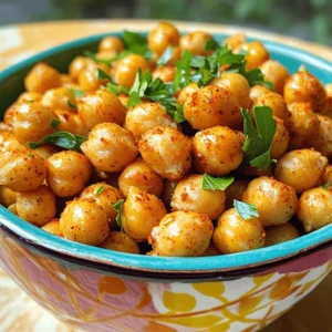 To make easy roasted chickpeas, you need just a few key items. Here’s what you will need: - 1 can (15 oz) chickpeas, drained and rinsed - 2 tablespoons olive oil - 1 teaspoon smoked paprika - 1 teaspoon garlic powder - 1/2 teaspoon cumin - 1/2 teaspoon ground coriander - 1/4 teaspoon cayenne pepper (adjust to taste) - Salt to taste These ingredients form the base of the recipe. The chickpeas give you protein and fiber, while the olive oil helps them crisp up. The spices add flavor that makes them truly enjoyable. You can easily change up the taste with some optional spices. Try adding: - 1 teaspoon onion powder - 1 teaspoon Italian seasoning - A squeeze of lemon juice - A dash of hot sauce Feel free to mix and match these spices. The more you play around, the more fun flavors you can create! Garnishes can make your roasted chickpeas stand out. I suggest: - Fresh parsley, chopped - A sprinkle of nutritional yeast for a cheesy flavor - Sliced green onions These garnishes not only add color but also provide a fresh touch. Whether you want to keep it simple or fancy, these options enhance your dish. For the full recipe, refer back to the beginning. Start by preheating your oven to 400°F (200°C). Next, take one can of chickpeas and drain them well. Rinse the chickpeas under cold water to remove any canning liquid. This keeps the flavor fresh. Once rinsed, pat the chickpeas dry with paper towels. Removing moisture is key for that perfect crunch. If they are wet, they won't get crispy. In a large mixing bowl, add the dry chickpeas. Pour in two tablespoons of olive oil. This helps the spices stick and adds flavor. Next, sprinkle in one teaspoon each of smoked paprika and garlic powder. Add half a teaspoon of cumin and ground coriander for warmth. For a bit of heat, include a quarter teaspoon of cayenne pepper. You can adjust this to make it spicier or milder. Finish with salt to taste. Toss everything well until all the chickpeas are coated. Spread the seasoned chickpeas on a baking sheet lined with parchment paper. This makes cleanup easy. Roast the chickpeas in your preheated oven for about 20 to 30 minutes. Make sure to stir them every 10 minutes. This ensures even cooking. The chickpeas are done when they look golden brown and feel crispy. After roasting, let them cool for a few minutes. They will crisp up even more as they cool. Garnish with fresh chopped parsley for a pop of color. For the full recipe, refer to the previous section. To get the best crunch, start by drying your chickpeas well. After you rinse them, use paper towels to soak up extra moisture. This step is key! If they are wet, they won’t crisp up. Once dry, coat them evenly with olive oil and spices. Spread them in a single layer on your baking sheet. This helps them roast evenly. Stir them every ten minutes while they cook. This ensures all sides get golden and crunchy! One common mistake is skipping the drying step. Wet chickpeas won’t turn crunchy. Another mistake is overcrowding the pan. If they are too close, they will steam instead of roast. Lastly, don’t skip the stirring! If you leave them alone, some may burn while others stay soft. Follow these tips, and you will have perfect roasted chickpeas! Serve your crispy chickpeas in a bright bowl. They make a great snack or a topping for salads. You can also pair them with a dip, like tahini sauce or vegan yogurt. For a fun twist, sprinkle some extra spices on top right before serving. Enjoy these tasty bites with friends or as a healthy snack during movie night! For the full recipe, check out the detailed instructions above. {{image_2}} You can change the flavor of roasted chickpeas easily. Try a mix of spices. For a savory blend, use onion powder, chili powder, and a touch of thyme. For a Mediterranean twist, combine oregano, lemon zest, and a pinch of salt. If you love herbs, add rosemary or dill for freshness. The options are endless! You can make chickpeas spicy or sweet. For a spicy kick, increase the cayenne pepper. Add some chili flakes for more heat. If you prefer sweet, try cinnamon with a little sugar or maple syrup. This gives a warm, sweet touch. Sweet chickpeas make a great snack or dessert! Boost the flavor by adding extra ingredients. Toss in some nuts or seeds for crunch. You can even mix in dried fruit like raisins or cranberries for a sweet surprise. Another idea is to add garlic cloves while roasting. They will soften and add a rich garlic flavor. These additions make the snack even more exciting and tasty! For the full recipe, check out the [Full Recipe]. After enjoying your roasted chickpeas, let them cool completely. Place them in an airtight container. This keeps them fresh and crunchy. If you do not have an airtight container, use a zip-top bag. Make sure to squeeze out as much air as possible before sealing. Roasted chickpeas are best when fresh, but you can reheat them. Preheat your oven to 350°F (175°C). Spread the chickpeas on a baking sheet in a single layer. Bake for about 10 minutes, or until they are warm and crispy again. Avoid microwaving them; this can make them soft. Properly stored roasted chickpeas last about 3 to 4 days. Keep them away from heat and moisture. For longer storage, consider freezing them. Just make sure to use a freezer-safe container. When ready to eat, let them thaw in the fridge overnight, then reheat as mentioned above. Enjoy keeping your snacks tasty and fresh! Yes, you can use dried chickpeas. First, soak them in water overnight. This helps them soften. After soaking, cook them until they are tender. This usually takes about an hour. Then, drain and rinse them well. Follow the same steps in the Full Recipe for seasoning and roasting. Using dried chickpeas might take longer but can add a fresher taste. Roasted chickpeas are very versatile. You can serve them as a snack on their own. They also make a great salad topper. Try adding them to grain bowls for crunch. For a fun twist, serve them with vegan yogurt or tahini sauce for dipping. You can even mix them into trail mix for a healthy snack. You will know they are done when they are golden brown and crunchy. Check them around the 20-minute mark. Stir them every 10 minutes to ensure even cooking. If they look dry and crispy, they are ready. Let them cool slightly after roasting. They will get crunchier as they cool down. Easy roasted chickpeas are a healthy and tasty snack. We covered ingredients, from essentials to fun seasonings. You learned how to prepare, coat, and roast your chickpeas to crispy perfection. I shared tips to avoid common mistakes and ways to serve them. You can also explore flavor variations and proper storage. Keep this guide on hand for your next snacking adventure! Enjoy your delicious roasted chickpeas, and make them your own.