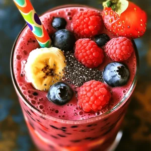 To make the Banana Berry Blast Protein Shake, gather these simple ingredients: - 1 ripe banana, sliced - 1 cup mixed berries (strawberries, blueberries, raspberries) - 1 cup unsweetened almond milk (or any milk of choice) - 1 scoop vanilla protein powder - 1 tablespoon almond butter - 1 tablespoon chia seeds (optional) - 1 teaspoon honey or maple syrup (adjust based on sweetness preference) - Ice cubes (optional for a chilled shake) Each ingredient in this shake brings unique benefits: - Banana: Offers potassium, which helps muscle function and heart health. - Mixed berries: Packed with antioxidants, vitamins, and fiber. They support your immune system and help with digestion. - Almond milk: Low in calories and rich in vitamin E. It’s a great dairy-free option that hydrates. - Vanilla protein powder: Provides essential proteins for muscle repair and growth. - Almond butter: Contains healthy fats and adds creaminess. It also gives a good dose of protein. - Chia seeds: A source of omega-3 fatty acids and fiber. They support heart health and keep you full longer. - Honey or maple syrup: Natural sweeteners that provide energy and antioxidants. - Ice cubes: Make your shake cool and refreshing. If you have allergies, here are some easy swaps: - Banana: You can use avocado for creaminess and healthy fats. - Berries: Try other fruits like mango or peaches if you are allergic. - Almond milk: Use soy milk, oat milk, or coconut milk for a different flavor. - Protein powder: Choose a plant-based protein or egg white protein if needed. - Almond butter: Sunflower seed butter works well for nut allergies. - Chia seeds: Ground flaxseeds can be a good substitute. - Honey or maple syrup: Use agave syrup or stevia for a lower-calorie option. These options ensure everyone can enjoy this tasty shake without worry. Start by getting your ingredients ready. First, slice one ripe banana into small pieces. Next, gather one cup of mixed berries. You can use strawberries, blueberries, or raspberries. Measure out one cup of unsweetened almond milk. If you want a nutty flavor, grab one tablespoon of almond butter. You can also include one tablespoon of chia seeds if you like. Finally, prepare one scoop of vanilla protein powder. In a blender, add the sliced banana and mixed berries. Pour in the almond milk, then add the vanilla protein powder and almond butter. If you chose to use chia seeds, toss those in too. For a sweet touch, drizzle in one teaspoon of honey or maple syrup. If you want a cool shake, toss in a handful of ice cubes. Blend everything on high until the mixture is smooth and creamy. If needed, pause to scrape down the sides of the blender. Taste the shake and adjust the sweetness if you want more. Blend for a few more seconds to mix well. For the best shake, use ripe bananas. They add natural sweetness and creaminess. If your shake is too thick, add a little more almond milk. If it’s too thin, add more frozen berries or ice cubes. Always blend until it’s smooth—this makes a big difference! To make it look fun, garnish with whole berries and chia seeds on top. Enjoy your Banana Berry Protein Shake! For the complete recipe, check the [Full Recipe]. You can adjust the sweetness in your shake easily. Start with a teaspoon of honey or maple syrup. Blend, then taste the shake. If you want it sweeter, add more syrup gradually. This way, you control the sweetness to suit your taste. You can also use ripe bananas for natural sweetness. They add flavor and nutrients without extra sugar. The best time to drink your shake is after exercise. It helps your body recover and refuel. You can also enjoy it as a quick breakfast or snack. If you feel hungry, it’s a great choice. Drinking it in the morning gives you energy to start your day. It’s perfect when you need a boost. Some steps can make a big difference in your shake. Always slice the banana, so it blends well. If you use frozen berries, skip the ice cubes. They can make your shake too thick. Don’t forget to scrape down the sides of your blender. This ensures all ingredients mix properly. Lastly, make sure to blend until smooth. A creamy texture makes it more enjoyable. For the full recipe, check out the Banana Berry Blast Protein Shake! {{image_2}} You can mix it up with different fruits. Try using mango, pineapple, or peach. These fruits add a fun twist. You can even use spinach for a green boost! Mixing fruits keeps your shake exciting and tasty. You can also use frozen fruit to make your shake colder and thicker. You can choose various protein powders based on your taste. Vanilla protein powder adds a sweet touch. Chocolate protein powder gives a rich flavor. Plant-based protein is great for vegans. You can also use whey protein for extra creaminess. Each type will change the shake's taste, so pick what you like best. If you need dairy-free options, use coconut milk or soy milk. These milks work well with the shake. For nut-free choices, skip almond butter. You can use sunflower seed butter instead. This change keeps your shake safe for those with nut allergies. Always check labels to ensure the products are safe for your needs. To store your Banana Berry Protein Shake, use an airtight container. This keeps your shake fresh and tasty. Avoid using a regular glass jar, as it may not seal well. When you finish your shake, pour any leftovers into the container. Make sure to chill it in the fridge right away. This helps prevent spoilage. If you want to make your shake ahead of time, consider freezing it. Pour the shake into ice cube trays. Once frozen, transfer the cubes to a freezer-safe bag. This way, you can blend them later for a quick smoothie. Just add a little almond milk when you blend the frozen cubes. You can store your shake in the fridge for up to 24 hours. After that, it may lose its taste and texture. If frozen, the shake can last for about two months. When you’re ready to enjoy, just blend the cubes until smooth. For the full recipe, check out the details above. A Banana Berry Protein Shake has about 20-25 grams of protein. This depends on the protein powder you use. The vanilla protein powder adds a good amount of protein. The almond butter also adds healthy fats and some protein. You can check your protein powder's label for exact numbers. Yes, you can make this shake ahead of time. It stays fresh in the fridge for up to 24 hours. Just blend all the ingredients and store it in a sealed jar. If you want it colder, add ice before drinking. Shake it well if it separates. Absolutely! This shake is great for post-workout recovery. It gives your body protein to help rebuild muscles. The carbs from the banana and berries help restore energy. Drink it within 30 minutes after your workout for the best results. Enjoy your nourishing shake! This blog post covered the key elements to make a delicious Banana Berry Protein Shake. We discussed the ingredients, their benefits, and safe swaps for allergens. I shared step-by-step instructions for prepping and blending to get that perfect consistency. You learned tips for adjusting sweetness and times to drink the shake. We also explored creative variations and proper storage practices. By following these guidelines, you'll enjoy a tasty and nutritious shake that fits your needs. Enjoy your shake journey!