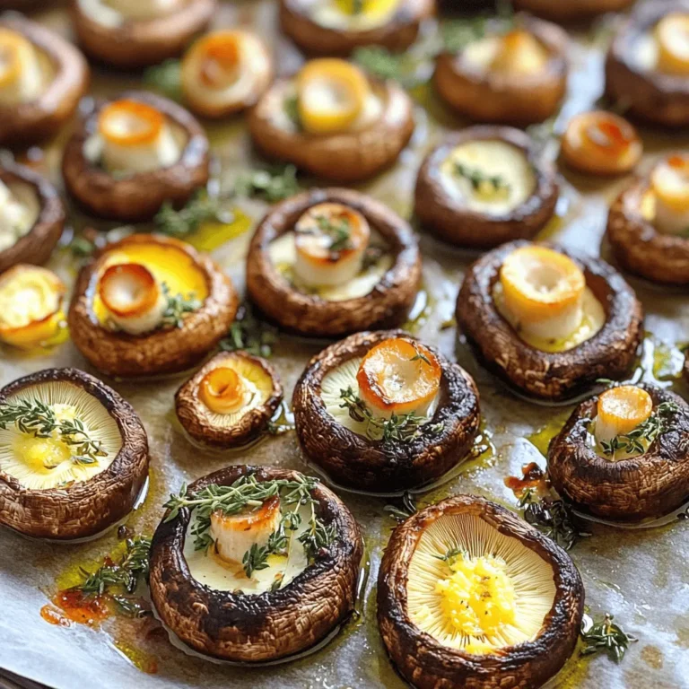 To make simple roasted mushrooms, you need just a few key items. This recipe is easy and quick. Here’s what you need: - 500g mixed mushrooms (button, cremini, shiitake), cleaned and halved - 4 tablespoons olive oil - 4 cloves garlic, minced - 2 tablespoons fresh thyme, chopped - 1 tablespoon fresh rosemary, chopped - Salt and pepper to taste - Zest of 1 lemon - 2 tablespoons freshly grated Parmesan cheese (optional) These ingredients work together to create a dish that bursts with flavor. The mix of mushrooms adds different textures, while the garlic and herbs give depth. Olive oil helps the mushrooms roast nicely. The lemon zest adds a bright touch at the end. If you love Parmesan, it can give a creamy finish. You can find the full recipe later in this article. Start by preheating your oven to 200°C (400°F). This step is key. A hot oven helps the mushrooms roast evenly. This keeps them juicy and tasty. Next, take a large bowl. Add the cleaned and halved mushrooms. Pour in 4 tablespoons of olive oil. Then, add 4 cloves of minced garlic. Toss in 2 tablespoons of fresh thyme and 1 tablespoon of fresh rosemary. Season with salt and pepper to taste. Mix everything well. Make sure all the mushrooms are coated with that lovely oil and spice mix. Now, take a baking sheet. Line it with parchment paper for easy cleanup. Spread the mushrooms in a single layer on the sheet. Roast them in the oven for about 20 to 25 minutes. Remember to stir halfway through. This helps them cook evenly. When they are golden brown and tender, they are done. Take them out of the oven and sprinkle the zest of 1 lemon over them. For an extra treat, add 2 tablespoons of freshly grated Parmesan cheese while they’re still warm. Enjoy this flavorful dish as a side or add it to your favorite pasta. For the complete recipe, check out the Full Recipe. When making roasted mushrooms, pick fresh ones. Look for firm and smooth mushrooms. Button, cremini, and shiitake work well. Each type adds its own flavor. You can mix them for a fun taste. Avoid mushrooms with dark spots. They may not taste good. You can boost the flavor using simple seasonings. Add garlic for a rich taste. Fresh herbs like thyme and rosemary spice things up. Lemon zest gives a bright kick. If you like cheese, sprinkle Parmesan on top. It melts beautifully and adds creaminess. Roast the mushrooms at 200°C (400°F) for 20-25 minutes. Stir them halfway for even cooking. They should turn golden brown and tender. If you want them crispier, roast a bit longer. Keep an eye on them. Each oven is different, so check often. For the full recipe, check out the detailed steps above. {{image_2}} You can change the taste of roasted mushrooms by adding herbs and spices. Try basil or oregano for a fresh twist. A pinch of red pepper flakes can add heat, while smoked paprika gives a nice depth. Experiment with your favorite flavors to make it your own. Mushrooms pair well with many veggies. Consider adding bell peppers, zucchini, or asparagus. Cut them into similar sizes as the mushrooms. This way, they roast evenly. Mixing vegetables adds color and nutrition to your dish. You can easily turn roasted mushrooms into a main dish. Serve them over rice, quinoa, or pasta. Add a sauce like marinara or creamy Alfredo for richness. Top with protein, such as grilled chicken or beans, to make it filling. For the full recipe, check the detailed instructions. After you make your savory garlic herb roasted mushrooms, let them cool. Store them in an airtight container. This keeps them fresh. Place the container in the fridge. They will last for about three to five days. If you add cheese, eat them within three days for the best taste. To reheat your roasted mushrooms, use a skillet. Heat it over medium heat. Add a splash of olive oil for flavor. Toss the mushrooms gently for a few minutes until warm. You can also use a microwave. Place them in a bowl and cover it. Heat for about 30 seconds. Stir and heat more if needed. You can freeze roasted mushrooms, but they change in texture. Cool them completely first. Spread them on a baking sheet in a single layer. Freeze for a few hours. Once frozen, transfer them to a freezer bag. They should last for about one month. When ready to use, thaw them in the fridge overnight. Reheat as needed. For full details, check the Full Recipe. Mushrooms need about 20 to 25 minutes to roast. They should turn golden brown and soft. Make sure to stir them halfway through to cook evenly. The heat should be set to 200°C (400°F). This roasting time gives them a nice texture and enhances their flavor. Yes, you can use dried herbs instead of fresh. Use about one-third of the amount. Dried herbs are more potent. They will still add great taste to your mushrooms. Just remember to mix them in with the oil and garlic before adding the mushrooms. Roasted mushrooms pair well with many dishes. You can serve them as a side dish or mix them into pasta. They also work great on salads or in risottos. You can even top them on toast for a savory snack. For more ideas, check out the Full Recipe. Roasting mushrooms is simple and rewarding. We explored the key ingredients, like mixed mushrooms and fresh herbs. You learned the steps to preheat, mix, and roast them perfectly. We shared tips to choose the best mushrooms and add flavor. Variations let you get creative, turning mushrooms into a main dish. Lastly, proper storage helps keep your dish fresh. Enjoy this tasty and versatile dish often!
