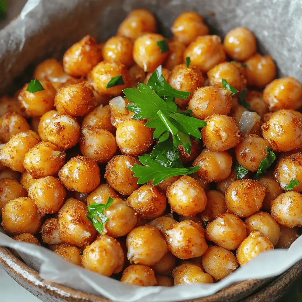 To make crispy air fryer chickpeas, you need just a few simple items: - 1 can (15 oz) chickpeas, drained and rinsed - 1 tablespoon olive oil - 1 teaspoon smoked paprika - 1/2 teaspoon garlic powder - 1/2 teaspoon onion powder - 1/2 teaspoon cumin - 1/4 teaspoon cayenne pepper (adjust to taste) - Salt to taste These ingredients work together to create a tasty and crunchy snack. The chickpeas are the star here, and rinsing them helps remove the brine taste. Olive oil adds richness and helps the spices stick. The base recipe gives you a great flavor, but feel free to get creative! Here are some ideas: - Instead of smoked paprika, try regular paprika or chili powder for a different kick. - Add some Italian seasoning or curry powder for a unique twist. - If you love heat, increase the cayenne pepper or add red pepper flakes. Experimenting with spices turns a simple snack into something special. Mix and match to find your favorite. Garnishes can make your crispy chickpeas look even better. Here are some fun ideas: - Fresh parsley, chopped, adds a pop of color and freshness. - A squeeze of lemon juice brightens the flavors. - Serve them in a bowl lined with parchment for a rustic vibe. These small touches make your dish not only taste good but look great too. For the full recipe, check out the details above. Enjoy your crispy air fryer chickpeas! Start by preheating your air fryer to 400°F (200°C). This step is key. It helps cook the chickpeas evenly. Set your timer for about 5 minutes. While it heats, you can prepare the chickpeas. Grab a can of chickpeas, around 15 oz. Drain and rinse them well under cold water. Use a paper towel to dry them. This is important for getting them crispy. If you want extra crunch, remove any loose skins. This little step helps a lot! In a mixing bowl, add the dried chickpeas. Pour in 1 tablespoon of olive oil. Next, sprinkle in the spices: 1 teaspoon of smoked paprika, 1/2 teaspoon of garlic powder, 1/2 teaspoon of onion powder, and 1/2 teaspoon of cumin. For some heat, add 1/4 teaspoon of cayenne pepper. Finally, add salt to taste. Toss everything well. You want the chickpeas to be fully coated with all those yummy flavors. Now it’s time to cook! Place the seasoned chickpeas in your air fryer basket. Make sure they are in a single layer. This helps them get crispy all over. Air fry for 15 to 18 minutes. Remember to shake the basket halfway through. This keeps them cooking evenly. When they turn golden brown and crunchy, they are done. Let them cool for a few minutes. They will get even crispier as they cool. Enjoy your crispy air fryer chickpeas as a tasty snack! For the full recipe, check the details above. To get the best crunch, start with dry chickpeas. After rinsing, pat them with a paper towel. Removing loose skins can help too. This makes for a crispier bite. When you coat them with oil and spices, make sure they are evenly covered. Use a single layer in the air fryer to let the hot air flow. Shake the basket halfway through to cook them evenly. One big mistake is overcrowding the basket. This can lead to soggy chickpeas. Another error is not drying the chickpeas enough before cooking. Wet chickpeas won’t crisp up well. Also, be careful with the oil. Too much can lead to greasy snacks instead of light and crispy bites. Lastly, keep an eye on cooking time. Overcooking can burn them, while undercooking leaves them soft. You can easily change the spice levels to fit your taste. If you like heat, add more cayenne pepper. For a milder flavor, reduce the cayenne or skip it. Try different spices like curry powder or Italian herbs for unique flavors. You can also mix in some grated cheese after cooking for a savory twist. Experiment to find your perfect blend! For the full recipe, check out the section above. {{image_2}} You can change the flavor of your crispy air fryer chickpeas with different spices. Try using chili powder for heat, or Italian herbs for a fresh taste. You can also mix in lemon zest for brightness. If you like sweet snacks, cinnamon and a bit of sugar can make a fun treat. Each mix gives a unique twist to the chickpeas. Chickpeas are great, but other beans work well too. Try black beans for a rich flavor or kidney beans for a nice color. Lentils can also be air-fried but need a little extra cooking time. Just make sure to dry them well before seasoning. This way, you can enjoy a variety of textures and tastes. Crispy chickpeas make a tasty snack on their own. You can also use them as toppings for salads or soups. They add crunch and protein. Serve them with a dip like hummus or yogurt for a fun combo. You can even mix them into rice bowls for extra flavor and texture. The options are endless! To keep your crispy chickpeas fresh, store them in an airtight container. This helps preserve their crunch. Avoid placing them in the fridge, as moisture can make them soggy. Instead, keep them at room temperature away from direct sunlight. For best results, consume them within a few days. If you have leftovers, you can reheat them in the air fryer. Set it to 350°F (175°C) and air fry for about 5 minutes. This method helps restore their crispiness. You can also use a regular oven at the same temperature, but it may take a bit longer. Avoid using a microwave, as it will make them soft. Crispy air fryer chickpeas can last up to 5 days when stored properly. After that, they may lose their crunch and flavor. Always check for any signs of spoilage before eating. For longer storage, consider freezing them, though this may affect their texture. Enjoy your crispy chickpeas as a quick and tasty snack! To ensure crispy chickpeas, start with dry ones. Drain and rinse them well. Pat them dry with a towel. Remove loose skins if you want extra crunch. Coat them evenly with olive oil and spices. Air fry in a single layer. Shake the basket halfway through cooking. This helps them crisp up nicely. Yes, you can make crispy chickpeas in the oven. Preheat your oven to 400°F (200°C). Spread the seasoned chickpeas on a baking sheet. Bake for about 25-30 minutes. Stir them every ten minutes for even cooking. They will be crunchy and tasty, just like the air-fried version. Chickpeas are packed with nutrients. They are high in protein and fiber. This makes them great for your diet. Eating chickpeas can help with digestion. They also support heart health. Plus, they are low in calories. This makes them a smart snack choice. You can use dried chickpeas, but they need more prep. Soak them overnight in water. Cook them until soft before seasoning. This may take longer than using canned chickpeas. However, you will enjoy a fresh flavor in your dish. For the full recipe, check out the recipe section. In this article, we explored how to make crispy chickpeas. You learned about key ingredients, cooking steps, and tips for perfecting crispiness. We also discussed variations and ways to store leftovers. Enjoy experimenting with flavors and textures in your kitchen. Crispy chickpeas are a tasty and healthy snack option. With these steps, you can create a fun recipe that impresses your friends and family. Try it out and enjoy!