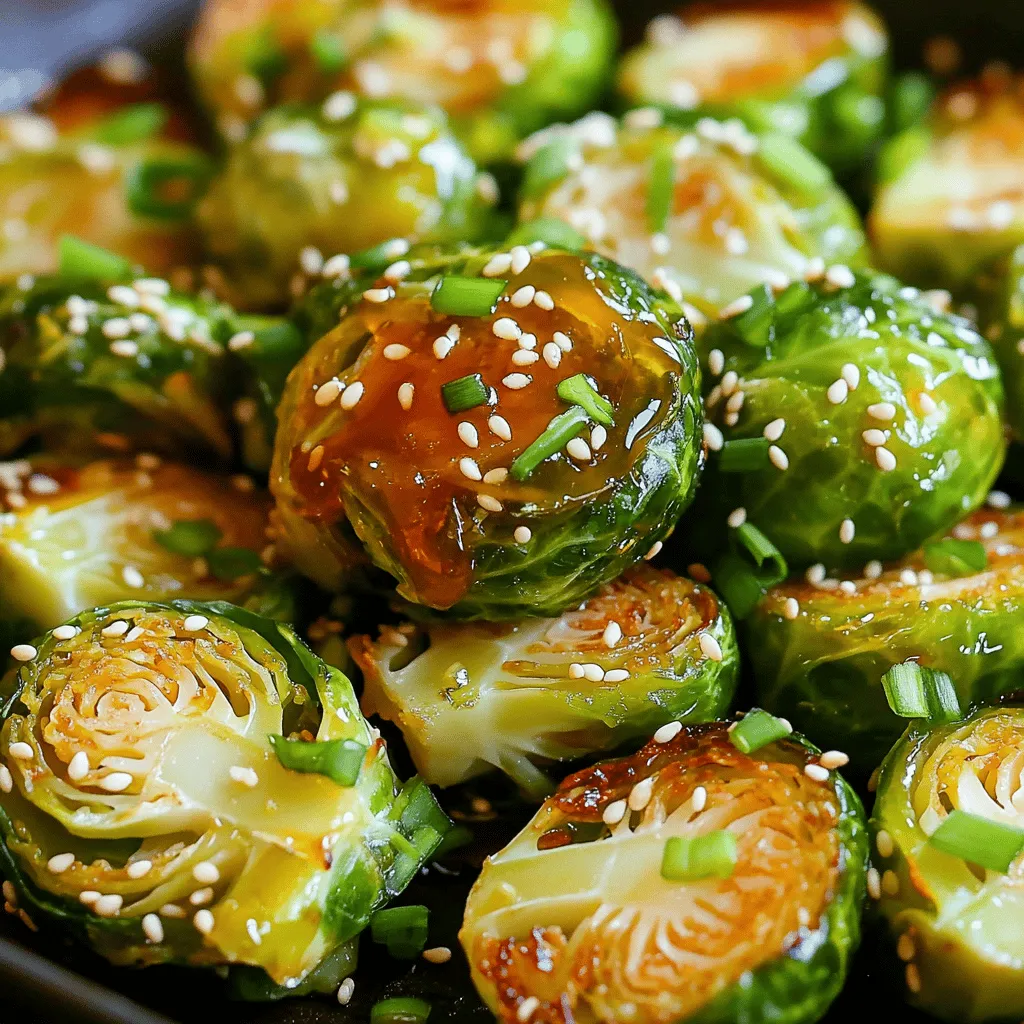 To make Honey Sriracha Brussels Sprouts, gather the following ingredients: - 1 pound Brussels sprouts, trimmed and halved - 3 tablespoons olive oil - 2 tablespoons honey - 2 tablespoons Sriracha sauce - 1 teaspoon garlic powder - Salt and pepper to taste - Optional garnish: 1 tablespoon sesame seeds - Optional garnish: 2 green onions, chopped Each ingredient plays a key role. The Brussels sprouts give a hearty base. Olive oil helps to crisp them up. Honey adds sweetness, while Sriracha brings heat. Garlic powder enhances flavor. Salt and pepper bring everything together. If you want to add flair, sprinkle sesame seeds and green onions on top. You can find the full recipe in the article. Enjoy the sweet and spicy blend! - Preheat your oven to 425°F (220°C). - Line a large baking sheet with parchment paper. - In a large bowl, mix the halved Brussels sprouts, olive oil, honey, Sriracha sauce, garlic powder, salt, and pepper. - Toss well to coat each sprout evenly. - Spread the Brussels sprouts on the baking sheet, cut side down. - Roast for 20-25 minutes until they are tender and crispy. I love the way the heat from the Sriracha blends with the sweetness of honey. It creates a perfect balance. The garlic powder adds a subtle depth. Remember, tossing halfway helps them cook evenly. If you want to know more, check out the Full Recipe for all the details! To get crispy Brussels sprouts, start with fresh sprouts. Make sure to trim and halve them. Oven heat is key; preheat to 425°F (220°C). Use a baking sheet lined with parchment paper. This helps with cleanup and browning. Toss the sprouts halfway through cooking. This ensures even heat and crispiness. If you skip this step, some may burn while others stay soggy. For extra flavor, think about adding spices. A pinch of cayenne or paprika can bring heat. Fresh herbs like thyme or rosemary also work great. They add depth to the sweet and spicy mix. Try different types of honey or Sriracha, too. Each honey has its own unique taste. You might prefer a lighter honey for a sweet touch. A spicier Sriracha can kick up the heat. Experiment and find your favorite mix. For the full recipe, check out the details above. {{image_2}} You can swap Brussels sprouts for other veggies. Broccoli, cauliflower, or green beans work well. Each adds a unique taste and texture. Try mixing these veggies for fun flavors. You can also explore different sauces. Instead of honey and Sriracha, use teriyaki or balsamic glaze. This change will give you a new flavor profile. Want to make this recipe vegan? Replace honey with maple syrup or agave nectar. This keeps the sweet taste without animal products. You can also make it gluten-free. Just ensure your Sriracha and any other sauces are gluten-free. For low-carb options, skip the honey or use a sugar substitute. This keeps the dish tasty while reducing carbs. Check the [Full Recipe] for more ideas on how to adapt this dish! To keep your Honey Sriracha Brussels sprouts fresh, store leftovers in the fridge. Place them in an airtight container. This helps keep the flavors intact. Make sure to cool them down first. If you plan to eat them soon, they can last up to four days. For longer storage, you can freeze them. Use a freezer-safe bag or container. Make sure to remove as much air as possible. They can last up to three months in the freezer. When you're ready to enjoy your Brussels sprouts again, reheating is key. The best method is using an oven. Preheat it to 350°F (175°C). Spread the sprouts on a baking sheet. Heat for about 10-15 minutes. This will help keep them crispy. If you're in a hurry, you can use a microwave. Place them in a microwave-safe dish. Heat in short bursts of 30 seconds. Check often to avoid sogginess. To keep that crunch, try reheating in a skillet. Just a few minutes over medium heat will do the trick. Enjoy the sweet and spicy goodness of these Brussels sprouts again! For the full recipe, check the earlier section. What do I serve with Honey Sriracha Brussels Sprouts? You can serve these sprouts with rice or quinoa. They also pair well with grilled chicken or fish. For a hearty meal, try them alongside a steak. The sweet and spicy flavors complement many dishes. Can I use frozen Brussels sprouts for this recipe? Yes, you can use frozen Brussels sprouts. Just thaw them first and pat them dry. This helps to get a nice crispy texture. The cooking time may be a bit longer, so keep an eye on them. How spicy are these Brussels sprouts? The heat level depends on how much Sriracha you use. Two tablespoons give a nice kick, but you can adjust it to your taste. If you prefer less heat, use one tablespoon of Sriracha. How do I make the recipe ahead of time? You can prepare the Brussels sprouts up to a day in advance. Toss them in the sauce and store in the fridge. When ready to cook, spread them on the baking sheet and roast as directed. Can I make this on the stovetop? Yes, you can cook these on the stovetop. Heat oil in a large pan over medium heat. Add the Brussels sprouts cut side down and cook until browned. Then, toss them with the sauce and cover to steam until tender. What are some popular side dishes to pair with it? Some great side dishes include mashed potatoes or a fresh salad. You can also serve them with roasted carrots or sweet potatoes for a colorful plate. These sides balance the flavors well. You learned how to make delicious Honey Sriracha Brussels sprouts. Using simple ingredients, we created the perfect balance of sweet and spicy flavors. I shared tips for achieving that crispy texture and ideas for variations, like different veggies or sauces. Don’t forget the best storage and reheating methods to keep them tasty. Enjoy these sprouts as a side dish or a fun main course. Cooking can be easy and satisfying. Try it out, and make it your own!