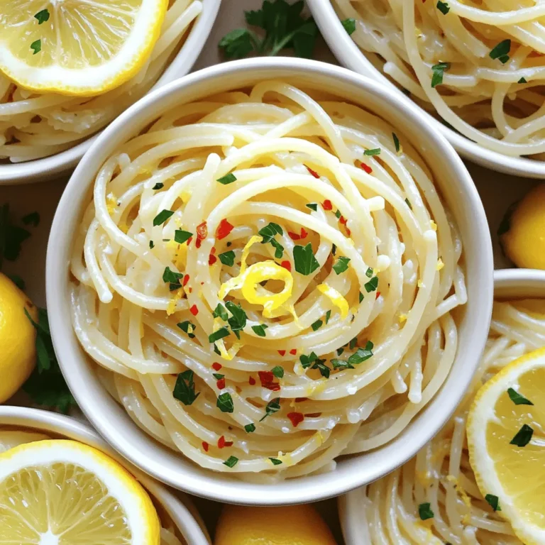 - 400g spaghetti - 6 cloves garlic, thinly sliced - 1/2 teaspoon red pepper flakes - 1/2 cup extra virgin olive oil - Zest of 1 lemon - Juice of 1 lemon - Salt, to taste - Fresh parsley, chopped (for garnish) - Parmesan cheese, grated (optional) If you want to change the pasta, use fettuccine or linguine. You can also try whole wheat pasta for a healthier option. For vegan cheese, try nutritional yeast or a plant-based cheese. Choose high-quality extra virgin olive oil. It should smell fruity and taste fresh. Fresh parsley enhances your dish's flavor. Dried parsley works, but fresh gives a bright taste. 1. Start by bringing a large pot of salted water to a boil. The salt adds flavor to the pasta. 2. Once boiling, add 400g of spaghetti. Cook it for about 8 to 10 minutes. You want it al dente, firm but not hard. 3. Before draining, reserve 1 cup of the pasta water. This water helps adjust the sauce later. 1. In a large skillet, add 1/2 cup of extra virgin olive oil. Heat it over medium heat. 2. You want the oil warm, but not smoking. This step is key to avoid burning. 3. Now, add 6 cloves of thinly sliced garlic. Sauté until golden brown, about 2 to 3 minutes. Stir often to keep it from burning. 1. After the garlic is browned, add 1/2 teaspoon of red pepper flakes and the zest of 1 lemon. Cook for another minute to blend the flavors. 2. Add the drained spaghetti to the skillet. Toss it well to coat with the garlic oil. 3. If the pasta looks dry, slowly add some of the reserved pasta water. This helps reach the right texture. 4. Squeeze the juice of 1 lemon over the spaghetti and mix well. Taste and add salt as needed. For a full recipe, check out the detailed instructions. Enjoy your cooking! When making spaghetti aglio e olio, avoid overcooking garlic. Garlic should be golden, not brown. Burnt garlic makes the dish taste bitter. Using too much salt can ruin the meal. Add salt little by little. Taste as you go to find the right balance. You can boost flavor by adding fresh herbs. Basil or oregano can add nice notes. Consider a pinch of freshly cracked black pepper for extra heat. For toppings, try adding some toasted breadcrumbs. They add a nice crunch. Grated lemon zest also brightens the dish. Serve your spaghetti in shallow bowls. This makes it look fancy. Drizzle with a bit of extra olive oil on top. Garnish with lemon slices and a sprinkle of parsley. This adds color and freshness. Pair your spaghetti with a crisp salad or garlic bread for a complete meal. {{image_2}} You can easily boost Spaghetti Aglio e Olio by adding a few extra ingredients. Here are some ideas: - Anchovies or capers: These add a salty, umami kick. Simply chop them finely and toss them in with the garlic. - Vegetables like broccoli or spinach: These add color and nutrition. Steam the veggies and mix them into the pasta just before serving. Different regions of Italy each have their own take on this classic dish. Here are a few notable variations: - Differences in preparation across Italy: In Naples, some chefs add a splash of white wine for depth. In other areas, they might use different herbs like basil. - Alternative pasta types: While spaghetti is the most common choice, you can use linguine or fettuccine as well. Each type brings a unique texture. If you have specific dietary needs, don't worry! Here are some easy tweaks: - Gluten-free pasta options: You can find great gluten-free spaghetti made from rice or corn. They cook just as well as regular pasta. - Nut-free and dairy-free substitutions: Instead of Parmesan, try nutritional yeast for a cheesy flavor without the dairy. Always check labels to avoid hidden nuts in sauces or oils. These variations and modifications help everyone enjoy this simple and tasty dish. For the full recipe, check out the link above. To keep your Spaghetti Aglio e Olio fresh, place it in the fridge. Use an airtight container to avoid drying out. Let the pasta cool before sealing the container. This helps keep the flavors intact. If you want to save some for later, you can freeze it. Divide the pasta into portions and place them in freezer bags. Try to remove as much air as possible. When ready to eat, thaw the pasta overnight in the fridge. Reheat it in a skillet over low heat. Add a splash of water or olive oil to bring it back to life. In the fridge, your dish will stay fresh for about 3 to 5 days. If frozen, it can last for up to 2 months. Always check for signs of spoilage before eating. Look for off smells or mold. If you see either, it's best to toss it out. Enjoy your Spaghetti Aglio e Olio with these storage tips for a tasty meal anytime! For the full recipe, check the earlier sections. Spaghetti Aglio e Olio is a simple Italian dish. It comes from Naples. The name means spaghetti with garlic and oil. This dish uses few ingredients. It shows that less can be more. Many people enjoy it for its bold flavor. Garlic, olive oil, and red pepper flakes create a tasty mix. Yes, you can make this dish ahead of time. Cook the spaghetti and garlic oil as usual. Let them cool and store in the fridge. When ready to eat, reheat in a pan. Add a little reserved pasta water if needed. This keeps the pasta from drying out. You can serve it with a fresh salad. A simple green salad adds crunch. Garlic bread pairs well, too. For wine, a light white like Pinot Grigio works great. It complements the dish without overpowering it. To make it vegan, skip the Parmesan cheese. You can also use nutritional yeast for a cheesy taste. Just ensure all other ingredients are plant-based. This way, you keep all the flavor while staying vegan. Yes, you can use other citrus fruits. Lime adds a nice twist. You can also try orange zest for a sweeter flavor. Each option brings a unique taste to the dish. Just adjust according to your preference. For the full recipe, check out the earlier section. In this guide, I covered how to make Spaghetti Aglio e Olio. We explored needed ingredients, substitutions, and tips for quality. You learned step-by-step cooking and how to combine flavors. I also shared common errors to avoid and some fun variations. Cooking is simple, and this dish shines bright. Try adding your own twist. Enjoy this easy recipe with family or friends!