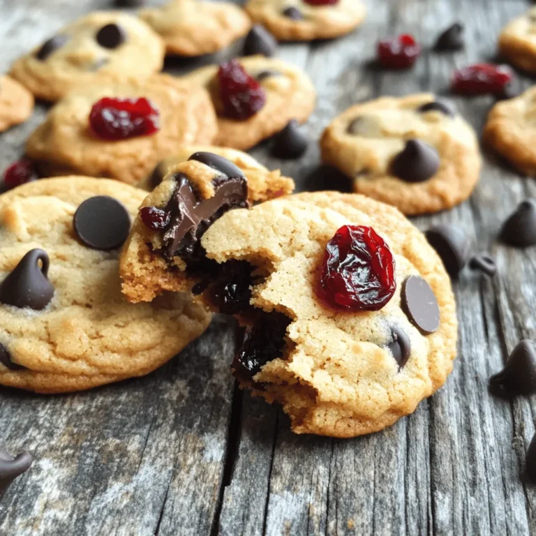- 1 cup all-purpose flour - 1/2 teaspoon baking soda - 1/4 teaspoon salt - 1/2 cup unsalted butter, softened - 1/4 cup granulated sugar - 1/4 cup brown sugar, packed - 1 teaspoon vanilla extract - 1 large egg yolk - 1/2 cup dark chocolate chips - 1/2 cup dried cherries, chopped - 1/4 cup chopped walnuts (optional) You need these simple items to make cherry chocolate chip cookie bites. The dry ingredients include flour, baking soda, and salt. These give the cookies structure. For the wet ingredients, you use softened butter, both sugars, vanilla, and an egg yolk. This helps create a rich and creamy dough. The mix-ins are the star of the show. Dark chocolate chips add a deep flavor. Dried cherries bring a sweet and tart twist, while walnuts give a nice crunch. You can leave out the walnuts if you prefer. Gathering these ingredients is easy. I recommend measuring them out before you start. This makes mixing smooth and fun. You can find the full recipe above for all the details. Enjoy your baking! - Preheat oven to 350°F (175°C) - Line a baking sheet with parchment paper Start by preheating your oven. This step is key for even baking. Next, line your baking sheet with parchment paper. This helps the cookie bites not stick. - Whisk dry ingredients in a bowl - Cream butter and sugars until fluffy In a medium bowl, whisk together the flour, baking soda, and salt. Mix them well to blend the dry ingredients. In a larger bowl, cream the softened butter with granulated and brown sugars. You want it fluffy and smooth. This takes about 2-3 minutes of mixing. - Add vanilla and egg yolk - Gradually add dry ingredients and fold in mix-ins Now, add the vanilla extract and egg yolk to your butter mix. Stir until it is well combined. Gradually add the dry mixture into the wet ingredients. Mix until just combined. Then, fold in the dark chocolate chips, dried cherries, and walnuts if you choose to use them. - Scoop and roll dough into balls - Place on baking sheet and bake Using a teaspoon, scoop out the dough. Roll it into small balls, about the size of a marble. Place these on the prepared baking sheet. Make sure you leave space between them. Bake in the preheated oven for 8-10 minutes. The edges should look golden and the centers soft. Let them cool on the baking sheet for about 5 minutes. Then, transfer them to a wire rack to cool completely. For the full recipe, find all the steps and details to make these delicious treats! To get the best texture, avoid overmixing your dough. Overmixing makes cookies tough. Instead, mix just until everything is combined. Another key tip is to use room-temperature butter. This helps the sugars cream well. Soft butter mixes easily, giving you a light and fluffy dough. If you need gluten-free options, try almond flour or a gluten-free blend. These can work well in this recipe. You can also swap dried cherries with other fruits. Try cranberries or raisins for a fun twist. Each fruit adds a unique flavor. Ovens can vary, so keep an eye on your cookie bites. Start checking them at 8 minutes. You want the edges to be golden while the center stays soft. If they bake too long, you’ll lose that chewy texture. Remember, they continue to cook a little after you take them out. {{image_2}} You can easily change the taste of your cookie bites. Adding spices like cinnamon or nutmeg brings warmth. A dash of cinnamon pairs well with chocolate and cherries. Nutmeg adds a unique twist. You can also use different types of chocolate. Try milk chocolate for a sweeter bite or white chocolate for a creamy treat. Each choice gives a new flavor and keeps things fun. If you need vegan options, swap out the egg yolk for a flaxseed egg. Mix one tablespoon of ground flaxseed with three tablespoons of water. Let it sit until it thickens. For butter, use vegan margarine or coconut oil. You can also suggest sugar substitutes. Coconut sugar or maple syrup can work well. These swaps keep your cookies tasty while fitting different diets. These cookie bites shine when paired with ice cream. A scoop of vanilla or cherry ice cream complements their flavors. You can serve them during holidays or special events too. They make great gifts, or you can share them at parties. Their bite-sized shape makes them easy to enjoy anytime. Try them warm, fresh out of the oven, for a delightful treat! For the full recipe, check out the Cherry Chocolate Chip Cookie Bites. To keep your Cherry Chocolate Chip Cookie Bites fresh, store them at room temperature. Use an airtight container to seal in moisture. This keeps them soft and tasty. You can enjoy these cookie bites for up to five days. Always check for any signs of spoilage before eating. For long-term storage, freezing is your best bet. First, let the cookie bites cool completely. Then, place them in a single layer on a baking sheet. Freeze them for about an hour. After that, transfer the bites into a freezer bag. Remove as much air as possible. They can last for up to three months. When you want to enjoy them again, simply take out the desired amount. Thaw them at room temperature for about 30 minutes. You can also reheat them in the oven at 350°F (175°C) for a few minutes. This method makes them warm and soft again. Enjoy your treats just like the day you made them! You can use fresh cherries, but the taste and texture change. Fresh cherries add moisture. This can make your cookie bites more gooey. Dried cherries are chewy and sweet. They give a great contrast to the chocolate. For the best results, stick to dried cherries. Check the dough's feel. It should be soft but not sticky. If the dough sticks to your hands, add a bit more flour. If it feels crumbly, add a teaspoon of milk. The right mix helps make perfect cookie bites. Look for a light golden edge. The center should feel soft to the touch. They will firm up as they cool. This slight softness keeps them chewy. If they are too hard, you may have overbaked them. Yes, you can prep the dough ahead. Chill it in the fridge for up to 24 hours. When you’re ready, scoop and bake. You can also freeze the dough. Just thaw it in the fridge before baking. This makes it easy to enjoy fresh cookie bites any time. For the full recipe, check above. These cookie bites are easy and fun to make. You need simple ingredients like flour, butter, and chocolate. Mixing dry and wet components is key for the best results. Remember to keep an eye on your baking time, as each oven is different. With tips for substitutions and storage, you can adjust for your needs. Enjoy these bites warm or with ice cream at special events. Now, gather your ingredients and start baking!