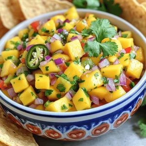 - 2 ripe mangoes, diced - 1 small red onion, finely chopped - 1 red bell pepper, finely diced - 1 jalapeño, seeded and minced - 1/4 cup fresh cilantro, chopped - 2 tablespoons lime juice - 1 tablespoon honey (optional) - Salt and pepper to taste Selecting the perfect mango: Look for mangoes that yield slightly to pressure. They should have a sweet aroma. A bright skin color also hints at ripeness. Choosing the right onion for optimal flavor: Use a small red onion for its mild taste. This onion adds a nice crunch without overpowering the salsa. Adjusting spice level with jalapeño: For more heat, keep the seeds in the jalapeño. If you prefer less spice, remove them completely. You can also use a milder pepper if desired. These ingredients come together to create a vibrant, fresh salsa. For the full recipe, check out the Sweet and Spicy Mango Salsa . Enjoy making this delicious treat! 1. Peeling and dicing the mango Start by peeling the ripe mangoes. Use a sharp knife to cut off the skin. Then, slice the mango around the pit. Cut the mango into small, even pieces. This helps the salsa mix well. 2. Chopping the onion and bell pepper Next, take the small red onion. Finely chop it into tiny pieces. This adds a nice crunch. Then, chop the red bell pepper the same way. The bell pepper gives color and sweetness to the salsa. 3. Mince the jalapeño Now, grab the jalapeño. Cut it in half and remove the seeds. This step helps control spiciness. Mince the jalapeño into small bits. Adjust the amount based on how spicy you like it. 1. Combining the mango, onion, and bell pepper In a medium mixing bowl, add the diced mango, chopped onion, and bell pepper. This mix creates a fresh flavor base for your salsa. 2. Adding the jalapeño and cilantro Stir in the minced jalapeño and the chopped cilantro. The cilantro adds a bright flavor. Make sure to mix gently so you don’t mash the mango. 3. Pouring in lime juice and seasoning Drizzle lime juice over the mixture. This adds a zesty punch. Then, sprinkle salt and pepper to taste. Mix everything together until well combined. 1. Gently mixing to avoid mashing Use a spatula to mix the salsa gently. This keeps the mango pieces intact. You want that fresh texture in every bite. 2. Allowing the salsa to sit for flavor melding Let the salsa sit for at least 15 minutes. This time allows the flavors to meld together. You’ll notice how tasty it becomes! 3. Serving immediately or refrigerating You can serve the salsa right away. If you want, refrigerate it for later. It tastes great chilled, too! For the full recipe, check out the details above. To make sweet and spicy mango salsa shine, you want to balance the flavors. Start by adjusting sweetness with honey. If your mangoes are not very sweet, add a tablespoon of honey. This step makes a big difference. Lime juice is key too. It adds tanginess and brightens up the salsa. Use two tablespoons for the best flavor. Don’t forget to season! A pinch of salt and pepper enhances all the other tastes. Serving your salsa in colorful bowls makes it pop. Choose bright, fun dishes to draw the eye. Garnish with fresh cilantro on top. This adds a nice touch and a burst of color. Now, think about what to serve with it. Tortilla chips are classic. You can also pair it with grilled meats for a tasty meal. Avoid over-mashing the mango. You want chunks, not mush! This keeps the salsa fresh and vibrant. Skipping marinating time is another mistake. Letting it sit for at least 15 minutes helps the flavors blend well. Lastly, always adjust the salsa for your taste. If you love more spice, add more jalapeño. If you prefer less sweetness, cut back on the honey. {{image_2}} You can make your mango salsa even more exciting with tropical fruit. Pineapple adds a bright, juicy bite that works great with mango. Just chop some fresh pineapple into small pieces and mix it in. Papaya is another fun choice. Its soft texture adds a new layer of flavor. Simply dice it and fold it into the salsa. Adding avocado brings creaminess to the salsa. This makes it richer and more filling. Just peel, pit, and dice a ripe avocado and mix it in gently. The smoothness pairs well with the sweetness of the mango. If you like spice, change up the peppers you use. Swap jalapeños for serranos for more heat. They pack a punch and keep the flavor fresh. You can also add diced fresh hot peppers to boost the heat. If you prefer a milder salsa, use fewer peppers. Chili flakes are another option. Sprinkle them in for a quick heat boost. Start with a little and taste test as you go. Adjust to find the perfect balance for your taste. Sweeteners can change the flavor of your salsa. Instead of honey, try agave syrup. It offers a different sweetness with a hint of flavor. If you want a tangy salsa, you can skip sweeteners altogether. The lime juice will add brightness without the sweetness. This makes for a refreshing and zesty option. For more ideas, check out the Full Recipe to explore these delicious variations! To keep your sweet and spicy mango salsa fresh, store it in airtight containers. This prevents air from spoiling the flavors. You can refrigerate it for up to 3 days. The taste will stay vibrant, but it’s best enjoyed fresh. If you want to keep it longer, you can freeze the salsa. First, use freezer-safe containers or bags. Make sure to remove as much air as possible. When you’re ready to use it, thaw it overnight in the fridge. Serve it cold for the best flavor. Watch for changes in smell and appearance. If it smells sour or looks discolored, it’s time to discard the salsa. Always trust your senses when it comes to food safety. Enjoy the full recipe for more tips! Yes, you can make this salsa ahead of time. Marinating improves the flavor. When you let the salsa sit, the tastes blend better. I recommend making it a few hours before serving. You can store it in the fridge for up to three days. Just keep it in an airtight container. Sweet and spicy mango salsa goes well with many dishes. Here are some great pairings: - Grilled chicken or fish - Tacos, especially fish or shrimp - Tortilla chips for a tasty snack You can also use it on salads or as a topping for sandwiches. Get creative and enjoy! If you want less sweetness, you can change a few things. Try omitting the honey for a more natural taste. You can also add more lime juice. This will give the salsa a tangier flavor. For a savory twist, consider adding diced bell pepper or more onion. These changes balance the sweetness while keeping the salsa tasty. This blog post detailed the making of sweet and spicy mango salsa. You learned about the main and additional ingredients, preparation steps, and mixing methods. Tips for choosing the right ingredients and balancing flavors were shared. We explored variations for personalization and covered storage best practices. Finally, I answered common questions to aid your salsa-making journey. Remember, adjust the flavors to match your taste. Enjoy your fresh salsa with friends and family!