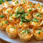 To make these tasty snacks, gather these simple ingredients: - 1 package of wonton wrappers - 1 cup cream cheese, softened - 1/2 cup shredded cheddar cheese - 1/4 cup diced jalapeños (fresh or pickled) - 1/4 cup green onions, chopped - 1/2 teaspoon garlic powder - 1/2 teaspoon smoked paprika - Salt and pepper to taste - Cooking spray or olive oil for greasing - Optional: Crumbled bacon for garnish You can mix things up with these optional ingredients: - Crumbled bacon for added crunch - Diced tomatoes for a fresh touch - Black olives for extra flavor - Different cheese types like pepper jack or mozzarella If you're missing an item, here are some easy swaps: - Use ricotta cheese instead of cream cheese for a lighter option. - Try a dairy-free cream cheese for a vegan version. - Swap green onions with chives or shallots for a different taste. - Use tortilla chips if you cannot find wonton wrappers. These ingredients make your Jalapeno Popper Wonton Cups delicious and delightful. Check the Full Recipe for detailed steps to create this game-day treat! To start, gather your ingredients. You need wonton wrappers, cream cheese, cheddar cheese, diced jalapeños, green onions, garlic powder, smoked paprika, salt, and pepper. Preheat your oven to 375°F (190°C). Next, take a muffin tin and lightly grease it with cooking spray or olive oil. Now, grab the wonton wrappers. Gently press each wrapper into the greased muffin cups. This forms small cups. For extra strength, use two wrappers per cup. Place the muffin tin in your preheated oven. Bake the wonton cups for 8 to 10 minutes. You want them golden brown and crispy. Once they look good, remove them from the oven. Let them cool for a few minutes. In a mixing bowl, combine cream cheese, shredded cheddar, diced jalapeños, chopped green onions, garlic powder, smoked paprika, salt, and pepper. Stir the mixture well to blend all the flavors. Spoon this creamy mixture into each wonton cup. Fill them generously. Now, return the stuffed cups to the oven. Bake them for another 10 to 15 minutes. You want the cheese to melt and bubble. If you like, sprinkle crumbled bacon on top during the last few minutes of baking for extra flavor. Once baked, remove the cups from the oven and let them cool for a few minutes. These steps will lead you to tasty jalapeno popper wonton cups. For the full recipe, refer to the earlier section. Enjoy your game day snack! To get those wonton cups nice and crispy, start by greasing your muffin tin well. Use cooking spray or a light coat of olive oil. This helps the wrappers not stick. When pressing the wonton wrappers into the cups, you can use two layers. This adds strength and keeps them from breaking. Bake the cups for 8-10 minutes at 375°F (190°C). Look for a golden brown color. The crunchier, the better! Scaling the recipe is easy. You can make more or fewer cups as needed. If you want more servings, just double the ingredients. You can also adjust the number of jalapeños based on your spice level. For smaller gatherings, use half of the ingredients. Remember, baking time might change slightly if you make fewer cups, so keep an eye on them. There are many ways to make your jalapeño popper wonton cups even better! You can add more ingredients to the cream cheese mix. Try adding diced tomatoes or black olives for extra flavor. For a different taste, swap cheddar for pepper jack cheese. Crumbled bacon is also a tasty option, but you can skip it for a vegetarian dish. Feel free to get creative and make it your own! For the full recipe, check the earlier section. {{image_2}} You can easily make a vegetarian version of jalapeno popper wonton cups. Just skip the bacon! The rest of the recipe stays the same, so you keep all the creamy goodness. This option is still packed with flavor and perfect for game day. You can add more veggies if you like. Try adding some diced bell peppers or corn for extra color and taste. Don't feel limited to just cheddar cheese. You can mix and match different cheeses to find your favorite flavor. Cream cheese serves as a base, but you can try Monterey Jack, pepper jack, or even goat cheese. Each cheese brings a unique taste to the dish. Mixing a few types can create a rich and creamy filling that everyone will love. If you want more heat, add extra jalapeños or some diced serrano peppers. You can also sprinkle in some red pepper flakes for an extra kick. On the other hand, if you prefer milder flavors, reduce the number of jalapeños or use sweet bell peppers instead. Adjusting the spice level lets you customize these wonton cups to fit your taste perfectly. After enjoying your jalapeño popper wonton cups, store any leftovers in an airtight container. Place a paper towel inside to absorb moisture. This keeps the cups crispy longer. Store them in the fridge for up to three days. To reheat, preheat your oven to 350°F (175°C). Place the wonton cups on a baking sheet. Heat them for about 10 minutes, or until warm. This helps the wonton cups regain their crunch. You can also use a microwave for quick reheating, but this may make the cups soggy. You can freeze the unbaked wonton cups for future snacks. After forming the cups in the muffin tin, place the tin in the freezer until the cups are solid. Then, pop them out and store in a freezer bag. They can stay fresh for up to three months. When ready, fill and bake them straight from the freezer. Yes, you can prepare the wonton cups ahead of time. Make the wonton shells and store them in an airtight container. You can fill them with the cheese mixture just before baking. This keeps them fresh and crispy. If you want to save time, make the filling a day early. Keep it in the fridge until you are ready to bake. These wonton cups pair well with many tasty sides. Here are some great options: - Salsa - Guacamole - Sour cream - A fresh salad - Tortilla chips These sides add more flavor and texture to your snack spread. Your guests will love the mix! Jalapeno Popper Wonton Cups last about 3-4 days in the fridge. Store them in an airtight container. They may lose some crispness over time. To enjoy them warm, reheat in the oven for a few minutes. This way, they regain some crunch before serving. If you want them to last longer, consider freezing them. Just follow the instructions in the Full Recipe for best results. Jalapeno popper wonton cups are fun and tasty. We covered key ingredients and steps. You learned how to make them crispy, store leftovers, and try new flavors. Whether you add bacon or go vegetarian, these wonton cups are easy to love. Enjoy these bites as a snack or party treat. With these tips, your jalapeno popper wonton cups will shine every time. Make them soon and impress everyone!