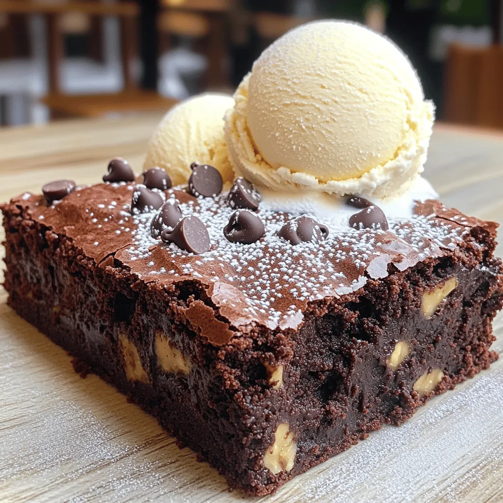 - 1 cup unsalted butter (2 sticks) - 2 cups granulated sugar - 4 large eggs - 1 teaspoon vanilla extract - 1 cup all-purpose flour - 1 cup unsweetened cocoa powder - ½ teaspoon baking powder - ½ teaspoon salt - 1 cup semi-sweet chocolate chips - Optional: ½ cup chopped walnuts or pecans - Prep Time: 15 minutes - Cook Time: 30-35 minutes - Servings: 16 squares This classic chocolate brownie recipe is rich and easy to make. You start by melting butter and mixing it with sugar. Then, you add eggs and vanilla. Next, you mix dry ingredients like flour and cocoa powder. Finally, fold in chocolate chips. This recipe gives you fudgy brownies that are a joy to eat. Don't forget to check the Full Recipe for all the steps! First, preheat your oven to 350°F (175°C). This step is vital for even baking. Next, grab a 9x13-inch baking pan. You can grease it with butter or line it with parchment paper. Parchment paper helps with easy removal. In a medium saucepan, melt 1 cup of unsalted butter over low heat. Once melted, take it off the heat. Stir in 2 cups of granulated sugar until it blends well. Now, add 4 large eggs one by one. Make sure to mix well after each egg. Finally, stir in 1 teaspoon of vanilla extract for that rich flavor. In a separate bowl, sift together 1 cup of all-purpose flour, 1 cup of unsweetened cocoa powder, ½ teaspoon of baking powder, and ½ teaspoon of salt. This step helps avoid lumps. Gradually add this dry mix to the wet ingredients. Be careful not to overmix. When combined, fold in 1 cup of semi-sweet chocolate chips. You can also include ½ cup of chopped walnuts or pecans if you like. Now, your batter is ready for the prepared baking pan. Pour it in and spread it evenly. For the complete recipe, refer to the section above. To make fudgy brownies, use more fat. I recommend adding extra butter. This gives your brownies that rich, moist bite. Also, don’t mix too much after adding the flour. Just stir until you see no dry spots. This keeps the brownies dense and chewy. Overbaking can ruin your brownies. To avoid this, check them a few minutes early. Insert a toothpick into the center. If it comes out with a few moist crumbs, they are done. Remember, they will continue to cook a bit as they cool. For a fun twist, dust your brownies with powdered sugar. It adds a pretty touch. You can also serve them warm with vanilla ice cream. This combination makes for a great dessert. If you want to impress, add a drizzle of chocolate sauce on top. You can find the full recipe for these delicious brownies in the earlier section. Enjoy making them! {{image_2}} You can add nuts to your brownies for a special crunch. Walnuts and pecans work best. Just chop them up and mix them in. About half a cup is perfect. The nuts add flavor and texture. They make every bite more exciting. If you want, you can toast the nuts first. Toasting gives them a rich taste. Want to make your brownies unique? Try swirling in cream cheese or peanut butter! For cream cheese, mix it with a bit of sugar and vanilla. Then, drop spoonfuls on top of the brownie batter. Use a knife to swirl it in. For peanut butter, just melt it slightly. Pour it on top and swirl the same way. Both options add a delicious twist to your classic brownies. Making gluten-free brownies is easy. You can swap all-purpose flour with almond flour or a gluten-free blend. These flours work well and keep the brownies moist. Be sure to check the package for measurements. Sometimes, you may need to add a little more liquid. This will help keep the texture just right. Enjoy these gluten-free treats without worry! To keep your brownies fresh, store them in an airtight container. This helps prevent them from drying out. You can keep them at room temperature for up to four days. If you want them to last longer, you can refrigerate them for about a week. Just remember to bring them back to room temperature before serving for the best taste. If you want to save brownies for later, freezing is a great option. Cut the brownies into squares first. Wrap each piece tightly in plastic wrap. Then, place them in a freezer-safe bag. They can last up to three months in the freezer. When you want to enjoy them, just thaw them in the fridge overnight or at room temperature for a few hours. If your brownies lose their moistness, don’t worry! You can easily bring them back to life. Place the brownies in a microwave-safe dish. Add a damp paper towel on top. Microwave them for about 10-15 seconds. This helps restore some moisture. Let them cool slightly before enjoying again. For an extra treat, serve them warm with a scoop of ice cream. To make brownies from scratch, follow a simple process. First, gather your ingredients. You need butter, sugar, eggs, vanilla, flour, cocoa powder, baking powder, and salt. Melt the butter and mix it with sugar. Add eggs one at a time. Stir in vanilla. Next, combine the dry ingredients in another bowl. Slowly mix the dry mix into the wet mix. Finally, bake the batter in a preheated oven at 350°F for about 30 to 35 minutes. For the full recipe, check out the section above. The texture of brownies depends on the ratio of ingredients. Fudgy brownies have more fat and less flour. They use a higher butter or chocolate ratio. Cakey brownies have more flour and often use baking powder. They rise more during baking. If you want fudgy brownies, stick to less flour and add extra chocolate. Yes, you can make healthier brownies. You can replace butter with applesauce or coconut oil. Use whole wheat flour instead of all-purpose flour. You can also swap out sugar for natural sweeteners like honey or maple syrup. If you want to cut calories, use less chocolate or chocolate chips. These changes still keep your brownies tasty and delicious. You now have a solid understanding of making classic chocolate brownies. We covered ingredients, prep time, and step-by-step instructions to guide you. You learned tips for achieving the best texture and ways to store your treats. We explored fun variations, like adding nuts or swirls. Finally, we answered common questions, making it easy to experiment with your recipe. Remember, baking is an adventure. Enjoy the process and share your delicious brownies with friends and family. Happy baking!