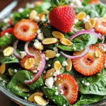 To make a delicious Strawberry Spinach Salad, gather these fresh ingredients: - Fresh baby spinach - Strawberries - Feta cheese - Sliced almonds - Red onion - Dressing ingredients (balsamic vinegar, honey, olive oil, salt, and pepper) Each ingredient plays a key role in flavor and texture. The fresh baby spinach adds a vibrant green base. Strawberries bring a sweet, juicy burst that brightens every bite. Feta cheese adds a creamy and tangy element. Sliced almonds give a delightful crunch, while red onion adds a mild sharpness. For the dressing, the balsamic vinegar provides acidity and depth. Honey adds sweetness, while olive oil gives richness. Salt and pepper enhance all the flavors, making this salad truly satisfying. Using these fresh ingredients creates a balanced and tasty dish. For the full experience, check out the Full Recipe for detailed steps. 1. Combining salad ingredients Start by taking a large bowl. Add 4 cups of fresh baby spinach. Next, toss in 1 cup of sliced strawberries. The bright red strawberries will add color and flavor. Then, sprinkle 1/2 cup of crumbled feta cheese on top. Feta brings a creamy texture. Now, add 1/4 cup of toasted sliced almonds for crunch. Finally, toss in 1/4 of a thinly sliced red onion. This will add a nice bite. 2. Making the dressing Grab a small mixing bowl. In it, combine 1/4 cup of balsamic vinegar, 2 tablespoons of honey, and 1 tablespoon of olive oil. This mix creates a sweet and tangy dressing. Use a whisk to blend these ingredients well. Add a pinch of salt and pepper to taste. Whisk again until smooth. 3. Tossing the salad Take your dressing and drizzle it over the salad. Use a large spoon to gently toss everything together. Make sure all the ingredients are coated well with the dressing. This step is key for great flavor in every bite. 4. Serving suggestions You can serve the salad right away or let it chill for a few minutes. Chilling helps the flavors blend. If you want to impress, use clear bowls to show off the colors. You can also garnish each bowl with a whole strawberry on top. This adds a lovely touch to your presentation. For a full recipe, check out the Strawberry Spinach Bliss Salad. To get the best flavor from your salad, follow these tips: - Washing and drying spinach: Rinse the baby spinach under cool water. Use a salad spinner to dry it well. This step removes dirt and helps the dressing stick. - Slicing strawberries: Remove the green tops first. Cut the strawberries in half, then slice them. This keeps the slices even and ready to eat. - Balancing sweetness and acidity: When making the dressing, mix sweet honey with tangy balsamic vinegar. Start with a little honey, taste it, and add more if needed. A beautiful salad is fun to serve. Here are some ideas: - Eye-catching serving ideas: Serve your salad in a large bowl. Arrange the ingredients in layers for a stunning look. - Garnishing options: Place a whole strawberry on top. You can also sprinkle extra feta cheese for flair. - Using clear bowls: Clear bowls show off the bright colors of the salad. The vibrant red strawberries and green spinach look great together. {{image_2}} You can easily switch ingredients in the Strawberry Spinach Salad for a new taste. If you want a different crunch, try using walnuts or pecans instead of sliced almonds. Both add a rich flavor and texture. For those who need a dairy-free option, vegan cheese works great. It gives a creamy feel without dairy. You can find many brands that melt well and taste good. Seasonal fruits also make this salad shine. You can add blueberries for a burst of sweetness or mandarin oranges for a zesty twist. These fruits bring color and extra nutrients to your dish. The dressing is key to this salad's flavor. If you want something bright and tangy, a citrus vinaigrette is a good choice. Just mix fresh lemon or orange juice with olive oil. For a richer taste, consider creamy dressing options. A yogurt-based dressing or a tahini mix can add depth. Both pair nicely with the spinach and strawberries. Adding fresh herbs can boost the flavor even more. Chopped mint or basil gives a fresh taste. You can also try dill for a unique twist. Experiment with different herbs to find your favorite blend. To keep your Strawberry Spinach Salad fresh, store it in the fridge. Use a tight-sealing container or a bowl covered with plastic wrap. This helps keep air out and moisture in. Avoid adding the dressing until you are ready to eat. This prevents the salad from getting soggy. If you have extra dressing, store it in a separate jar. In the fridge, your salad lasts about 1 to 2 days. After that, the spinach wilts and the strawberries may turn mushy. Check for signs of spoilage before eating. If you see brown edges on the spinach or mushy strawberries, it’s time to toss it. Always trust your senses; if it smells off or looks strange, don't eat it. Can I make this salad ahead of time? Yes, you can make this salad ahead of time. However, I recommend waiting to add the dressing until just before serving. This keeps the spinach fresh and crisp. If you want to prep, you can chop the ingredients and store them separately. What are the nutritional benefits of this salad? This salad is packed with nutrients. Spinach is high in vitamins A and C. Strawberries add fiber and antioxidants. Feta cheese gives protein and calcium. The almonds provide healthy fats. Overall, it’s a great mix for a light meal. Is it possible to serve this as a main dish? Absolutely! You can turn this salad into a main dish. Add grilled chicken or chickpeas for extra protein. This makes it filling and satisfying. Can I use frozen strawberries? I recommend using fresh strawberries for the best taste and texture. Frozen strawberries can be mushy once thawed. If you only have frozen, let them thaw and drain excess liquid. How to adjust the recipe for larger servings? To serve more people, simply double or triple the ingredients. Just make sure to mix the dressing in a larger bowl. This ensures even coating for all the salad. What’s the best way to transport this salad for a picnic? To take this salad on a picnic, pack the salad and dressing in separate containers. This keeps the salad fresh. When you're ready to eat, just combine them in a large bowl. Enjoy your fresh meal outdoors! For the full recipe, check out the details above. This blog post covered a tasty strawberry spinach salad. We discussed fresh ingredients, prep steps, and tips for the best flavor. You learned about variations and storage options to keep your salad fresh. Remember, you can customize the salad with different ingredients or dressings. It’s simple, healthy, and perfect for any meal. Enjoy experimenting with flavors and sharing this salad with friends and family. Your new salad skills will impress everyone!