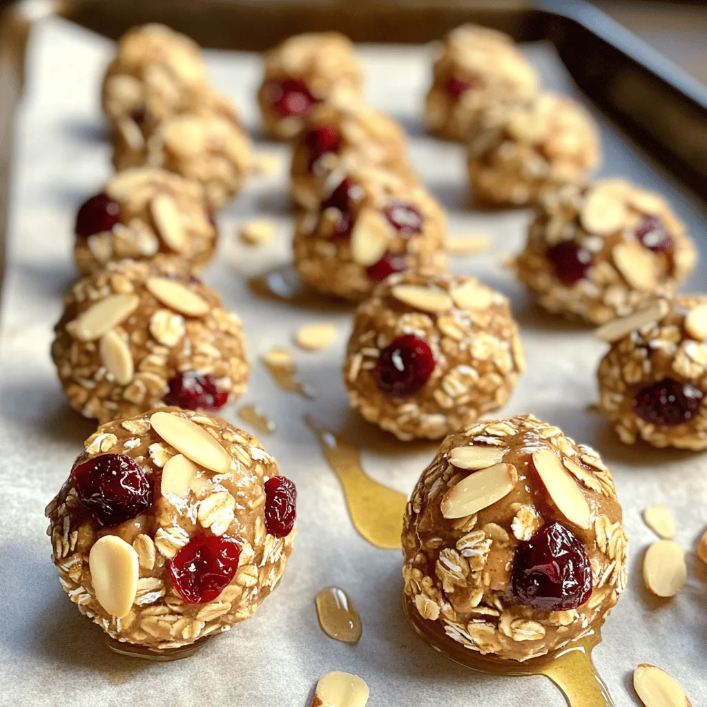 - 1 cup rolled oats - 1/2 cup almond butter - 1/4 cup honey or maple syrup - 1/2 cup dried cherries, chopped - 1/4 cup sliced almonds - 1/2 teaspoon vanilla extract - 1/4 teaspoon salt - 1/2 teaspoon cinnamon These ingredients come together to create tasty Cherry Almond Breakfast Bites. Each item plays a vital role in flavor and texture. Each serving has about 150 calories. These bites provide fiber from oats, healthy fats from almond butter, and antioxidants from cherries. You get energy and nutrients in every bite. If you need a nut-free option, use sunflower seed butter instead of almond butter. For dried cherries, you can use raisins or dried cranberries. If you want a different sweetener, try agave syrup or coconut sugar. Mixing the base ingredients Start by grabbing a large mixing bowl. Add 1 cup of rolled oats, 1/2 cup of almond butter, and 1/4 cup of honey or maple syrup. Then, pour in 1/2 teaspoon of vanilla extract, 1/4 teaspoon of salt, and 1/2 teaspoon of cinnamon. Mix these ingredients well until they form a dough-like texture. This step is fun, and the smell is amazing! Adding cherries and almonds Next, fold in 1/2 cup of chopped dried cherries and 1/4 cup of sliced almonds. Make sure they are evenly mixed throughout the base. This adds a sweet and nutty flavor to your bites. Refrigeration before rolling Now, cover the bowl and place it in the refrigerator for about 30 minutes. Chilling the mixture makes it easier to handle. It also helps the flavors blend nicely. Shaping the bites into balls Once chilled, take the mixture out. Use your hands to scoop small spoonfuls and roll them into balls, about 1 inch in size. This step is perfect for getting your hands a bit messy, but it’s totally worth it! Final refrigeration tips After shaping, line a baking tray with parchment paper. Place each cherry almond bite on the tray. Once all bites are on, return them to the fridge for another 15-20 minutes. This helps them set and hold their shape. Serving suggestions You can serve these bites chilled or at room temperature. They make a great breakfast or snack option. Enjoy them with your favorite drink or share them with friends! For the full recipe, check out the Cherry Almond Breakfast Bites. To make Cherry Almond Breakfast Bites, the right consistency is key. You want a dough-like texture that holds together. If it is too dry, add a little more almond butter or honey. If it is too wet, add more oats. Finding that perfect balance makes all the difference. Handling the mixture can be tricky since it may be sticky. Refrigerate it for about 30 minutes before rolling. This chill time helps firm it up. You can also wet your hands slightly to prevent sticking while you shape the bites. You can easily customize these bites. Try adding protein powder to boost nutrition. A scoop or two can enhance the flavor without changing the texture much. Feel free to mix in different fruits or nuts. Swap dried cherries for raisins or cranberries. You could also use walnuts or pecans instead of sliced almonds. This adds new tastes and textures. Cherries have many nutritional benefits. They are rich in antioxidants and vitamins. Eating cherries can help reduce inflammation and improve sleep. Almond butter also offers great advantages. It is a good source of healthy fats and protein. Almonds can help lower cholesterol and support heart health. Together, these ingredients make a tasty and healthy snack. {{image_2}} You can easily switch up the flavor of Cherry Almond Breakfast Bites. Here are two tasty options: - Chocolate Cherry Almond Bites: Add 1/4 cup of cocoa powder to the base mix. This gives a rich, chocolatey taste that pairs well with cherries. You can also fold in chocolate chips for extra sweetness. - Coconut Cherry Almond Bites: Mix in 1/4 cup of shredded coconut. This adds a chewy texture and tropical flavor. You can top each bite with a sprinkle of coconut for a fun look. Need to make some changes for your diet? Here are some easy swaps: - Vegan or gluten-free versions: Use maple syrup instead of honey to keep it vegan. For gluten-free bites, check that your oats are certified gluten-free. - Low-sugar alternatives: If you want less sugar, reduce the honey or maple syrup by half. You can also use a sugar substitute like stevia or monk fruit. Using seasonal ingredients can enhance your bites: - Using fresh cherries in season: When cherries are in season, you can substitute dried cherries with fresh ones. Chop them up and fold them into the mix for a juicy burst. - Incorporating seasonal spices: Try adding a pinch of nutmeg or pumpkin spice during fall. This gives your bites a warm, cozy flavor that is perfect for cooler weather. To keep your Cherry Almond Breakfast Bites fresh, use an airtight container. Glass containers or plastic food storage boxes work great. Store them in the fridge to maintain their taste and texture. This snack stays best when kept cold. These bites last about one week in the fridge. Check for signs of spoilage, like a change in smell or appearance. If they look dry or hard, it's best to toss them. Fresh bites should be chewy and aromatic. You can freeze Cherry Almond Breakfast Bites for longer storage. To freeze, place them in a single layer on a baking sheet. Once frozen, transfer them to a freezer bag. Make sure to remove as much air as possible to avoid freezer burn. When you're ready to enjoy them, thaw the bites in the fridge overnight. You can also let them sit at room temperature for about 30 minutes. Enjoy your tasty snack straight from the fridge or at room temp! You should refrigerate the mixture for about 30 minutes. This step is key. It makes the mixture firm. A firmer mixture helps you shape it into bites easily. Absolutely, you can make these bites ahead of time. They store well in the fridge. Prepare a batch on Sunday. Grab them for a quick snack during the week. This saves time and keeps you on track with healthy eating. You can enjoy them in many ways. Try pairing them with yogurt for breakfast. They also make a great snack with fruit. You can even serve them with a glass of almond milk. The flavors blend well together. Yes, you can easily substitute other nuts. If you have nut allergies, use seeds instead. Pumpkin or sunflower seeds work great. You can also use cashews or walnuts if you prefer. Just chop them up and mix them in. In this article, we explored how to make Cherry Almond Breakfast Bites. You learned about the key ingredients, the step-by-step process, and helpful tips for success. We also covered storage and variations to keep things fresh and exciting. These bites are healthy, tasty, and simple to prepare. With a few swaps, you can cater to dietary needs too. Enjoy your creations and share them with others. They’ll love these nutritious snacks!