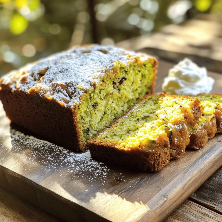 - 1 medium zucchini, grated and drained - 1 cup granulated sugar - 1/2 cup brown sugar, packed - 1/2 cup vegetable oil - 2 large eggs - 1 teaspoon vanilla extract - 1 ½ cups all-purpose flour - 1 teaspoon baking soda - 1/2 teaspoon baking powder - 1 teaspoon cinnamon - 1/4 teaspoon nutmeg - 1/2 teaspoon salt - Optional add-ins: 1/2 cup walnuts or pecans, chopped; 1/2 cup chocolate chips Gathering these ingredients is the first step in making your one bowl zucchini bread. The zucchini brings moisture, while the sugars add sweetness. You can choose to add nuts or chocolate chips based on your taste. I recommend using fresh zucchini. It gives the best flavor and texture. Make sure to grate it finely and drain it well. This step helps avoid a soggy bread. The sugars in this recipe create a lovely balance. The granulated sugar is sweet, while the brown sugar adds depth. Don't skip the spices! They bring warmth to the bread. Having everything ready will make your baking easier. You’ll mix all the wet ingredients first, then add the dry ones. This method keeps cleanup simple and fun. For the full recipe, you can check the detailed instructions. Happy baking! - Preheat your oven to 350°F (175°C). - In a large bowl, combine grated zucchini, granulated sugar, brown sugar, and vegetable oil. Stir well until mixed. - Next, add two large eggs and one teaspoon of vanilla extract. - Whisk the mixture until smooth and well combined. - In a separate bowl, sift together 1 ½ cups of flour, 1 teaspoon of baking soda, and ½ teaspoon of baking powder. - Mix in 1 teaspoon of cinnamon, ¼ teaspoon of nutmeg, and ½ teaspoon of salt. - Gradually add the dry mixture to the wet ingredients. - Stir gently until just combined. Avoid over-mixing to keep the bread fluffy. - Pour the batter into a greased 9x5 inch loaf pan. - Bake for 50-60 minutes. Check for doneness with a toothpick. It should come out clean when done. You can find the Full Recipe for more details on this delightful treat! To make great zucchini bread, keep a few tips in mind. First, do not overmix the batter. Overmixing can lead to dense bread. Mix until the dry and wet ingredients just blend together. Next, drain the zucchini properly. Too much moisture can make the bread soggy. Grate the zucchini, then place it in a clean towel and squeeze out excess water. For the best taste, use fresh spices. Freshly grated nutmeg or cinnamon packs more flavor than pre-ground spices. You can also try different sweeteners. Instead of just granulated sugar, mix in honey or maple syrup for a unique taste. Each sweetener adds its own twist to the bread. When serving, slice the zucchini bread and place it on a wooden board. For a festive touch, sprinkle powdered sugar on top. You can also serve it with whipped cream cheese spread. This adds a creamy contrast to the moist bread. Enjoy the beautiful presentation that adds to the experience of your delicious treat. If you want the full recipe, check it out here. {{image_2}} You can customize your one bowl zucchini bread with fun add-ins. For nuts, choose between walnuts or pecans. - Walnuts: They add a rich, earthy flavor. They are slightly bitter but add great texture. - Pecans: They are sweeter and have a softer crunch. They can make the bread taste more buttery. Both nuts give the bread a nice crunch. You can also add dried fruits, like raisins or cranberries. They add sweetness and chewiness. Try mixing a handful into your batter for a fruity twist! Want to change the flavor? You can make chocolate zucchini bread easily! Just add 1/2 cup of chocolate chips to the batter. For added warmth, incorporate spices like cardamom or ginger. Just a pinch of cardamom gives a sweet floral note. Ginger adds a bit of spice that makes each bite exciting. Experimenting with these flavors keeps the bread fresh and fun. If you need gluten-free options, swap out regular flour for a gluten-free blend. This keeps the texture similar while being safe for gluten-free diets. For those wanting a vegan version, replace eggs with flax eggs. Mix one tablespoon of flaxseed meal with three tablespoons of water. Let it sit until it thickens, then add it to your batter. This makes the bread just as tasty and moist. With these easy swaps, anyone can enjoy this delightful treat! Check out the Full Recipe for all the details! To keep your zucchini bread fresh, wrap it well. Use plastic wrap or foil. You can also place it in an airtight container. This helps keep moisture in and air out. Store it at room temperature if you plan to eat it soon. If you want to save some for later, consider freezing it. Slice the bread first for easy serving. Wrap each slice in plastic wrap, then place them in a freezer bag. Try to remove as much air as you can. This keeps it tasting fresh. Zucchini bread lasts about three days at room temperature. You may notice it gets drier over time. If you store it in the fridge, it can last up to a week. Just remember to wrap it well. If you freeze the bread, it can last for up to three months. Always check for freezer burn. Signs that your zucchini bread has gone bad include mold or an off smell. If you see any signs, it is best to toss it. To keep your zucchini bread moist, use fresh, grated zucchini. Drain any excess water from the zucchini before mixing. The oil in the recipe also adds moisture. Do not overmix the batter, as this can make it dense and dry. Bake just until a toothpick comes out clean. Yes, you can use yellow squash instead of zucchini. Both have similar textures and flavors. The yellow squash may add a slight sweetness, but it will still taste great. Check if your zucchini bread is done by inserting a toothpick into the center. If it comes out clean or with a few crumbs, it's ready. If it has wet batter on it, bake for a few more minutes. No, you do not need to peel the zucchini. The skin adds color and nutrients. Just wash it well and grate it with the skin on. Yes, you can add more sugar if you like your bread sweeter. Start with a small amount and taste the batter. Keep in mind that too much sugar may affect the texture. You can serve zucchini bread with cream cheese or butter for a rich flavor. It pairs well with coffee or tea, too. Slices also make a great snack or breakfast option. Try adding fresh fruit on the side for a colorful presentation. For the Full Recipe, check out the recipe section above. In this post, we explored the simple steps to make a delicious one-bowl zucchini bread. You learned about the required ingredients, easy mixing methods, and baking tips to get the best results. With variations and storage info, you can customize and enjoy this treat whenever you like. Remember, your zucchini bread can be moist and tasty with proper techniques. Get baking and enjoy this delightful recipe with family and friends!