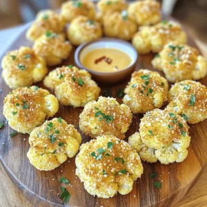 To make crispy cauliflower bites, gather these key ingredients: - 1 large head of cauliflower, cut into bite-sized florets - 1 cup all-purpose flour - 1 cup sparkling water - 1 teaspoon garlic powder - 1 teaspoon onion powder - 1 teaspoon paprika - ½ teaspoon smoked paprika - ½ teaspoon salt - ½ teaspoon black pepper - 1 cup panko breadcrumbs - Oil for frying or cooking spray for baking These ingredients create a light and crunchy coating. The cauliflower soaks up the flavor well, making every bite delicious. For those who want to boost flavor, consider adding: - 1 teaspoon dried parsley - ½ teaspoon cayenne pepper (for added heat) These optional ingredients add a nice twist. They make your bites more exciting and can cater to different tastes. If you need to swap out some ingredients, here are a few ideas: - Use gluten-free flour instead of all-purpose flour. - Replace sparkling water with regular water or a non-dairy milk for a different texture. - Try different spices like cumin or chili powder for a unique flavor profile. These substitutions ensure you can still enjoy crispy cauliflower bites, no matter your dietary needs. For the full recipe, check out the detailed instructions. Start by rinsing your large head of cauliflower under cool water. This removes any dirt. Next, cut the cauliflower into bite-sized florets. Aim for uniform sizes to ensure even cooking. Once done, set the florets aside on a clean towel to dry. In a large bowl, combine one cup of all-purpose flour and one cup of sparkling water. Whisk until the mixture is smooth. Add in one teaspoon of garlic powder, one teaspoon of onion powder, one teaspoon of paprika, and half a teaspoon each of smoked paprika, salt, and black pepper. Mix well. The batter should be thick enough to coat the cauliflower but not too heavy. Take each cauliflower floret and dip it into the batter. Make sure it is fully coated, but allow the excess batter to drip off. Next, roll the floret in one cup of panko breadcrumbs. This gives the bites a nice crunch. Ensure each piece is well coated, then place them on a plate. You can choose to fry or bake your cauliflower bites. For frying, heat oil in a deep skillet over medium-high heat. Fry the bites in batches for 4-5 minutes until golden brown. Use a slotted spoon to remove them and let them drain on paper towels. If you prefer baking, preheat your oven to 425°F (220°C). Arrange the coated cauliflower on a baking sheet lined with parchment paper. Spray the tops with cooking spray. Bake for 25-30 minutes, flipping halfway through, until they are crispy and golden. For the full recipe, you can refer back to the ingredients and instructions provided earlier in this article. To get crispy cauliflower bites, focus on the batter. Use cold sparkling water. This adds air bubbles and makes the batter light. Coat each floret well in batter. Shake off any extra batter. After that, roll it in panko breadcrumbs. Panko gives a great crunch. When frying, heat oil to the right temperature. If it’s too cool, the cauliflower will absorb oil and get soggy. Fry in small batches. This keeps the oil hot and helps achieve that perfect crunch. For flavor, try adding spices to your batter. Garlic powder, onion powder, and paprika are great choices. You can even add cayenne for heat. If you want more flavor, mix in dried herbs like oregano or thyme. Toss the cauliflower in your favorite seasoning blends before coating. This adds layers of taste. Don’t forget to season the panko breadcrumbs too. A sprinkle of salt and pepper can go a long way. One common mistake is not drying the cauliflower. Make sure it’s dry before coating. Excess water can make the batter slide off. Another mistake is overcrowding the pan when frying. This drops the oil temperature and leads to soggy bites. If you bake, don’t skip the cooking spray. This helps get a golden color. Lastly, resist the urge to flip them too soon. Let them cook until they are golden before turning. Follow these tips for the best results with your crispy cauliflower bites. For the full recipe, check out the details above. {{image_2}} If you love spice, try adding cayenne pepper to the batter. Just ½ teaspoon gives your bites a nice kick. Mix it in with the other spices before you coat the cauliflower. You can also serve them with a spicy dipping sauce for extra heat. Hot sauce mixed with mayo works great! To make these bites gluten-free, swap the all-purpose flour for a gluten-free blend. Look for a brand that fits well for frying. You can also use almond flour or chickpea flour. These options give a nice flavor and texture. The panko breadcrumbs need to be gluten-free too. Many brands sell them, so check the label. You can get creative with herbs and spices. Try adding Italian seasoning or taco seasoning to the batter for fun flavors. Fresh herbs like rosemary or thyme can also add a nice twist. You can even mix a bit of grated cheese into the breadcrumbs for a cheesy touch. This way, you can personalize your crispy cauliflower bites to fit your taste. For the full recipe, check out the details above! To store leftover cauliflower bites, let them cool first. Place them in an airtight container. Make sure to add a paper towel at the bottom. This helps absorb any moisture. Keep the container in the fridge for up to three days. The bites may lose some crunch but still taste great. When you reheat cauliflower bites, aim to restore their crispiness. The best way is to use an oven. Preheat your oven to 350°F (175°C). Spread the bites on a baking sheet in a single layer. Heat them for about 10 minutes. You can also use an air fryer. Set it to 350°F (175°C) for about 5 minutes. Both methods keep them crunchy. You can freeze crispy cauliflower bites for later. After cooking, let them cool completely. Place them in a single layer on a baking sheet. Freeze them for about 1-2 hours until firm. Then, transfer them to a freezer-safe bag. They can last up to three months. When ready to eat, simply reheat them straight from the freezer using the oven or air fryer for the best results. For the full recipe, check the details above. Yes, you can make crispy cauliflower bites in an air fryer. Air fryers use hot air to cook food, which gives it a nice crunch. To do this, follow the same steps for coating the cauliflower. Then, place the bites in the air fryer basket. Set the temperature to 400°F (200°C) and cook for about 15-20 minutes. Shake the basket halfway through to ensure even cooking. They will come out crispy and delicious! Several dipping sauces match well with crispy cauliflower bites. Here are some ideas: - Ranch dressing - Buffalo sauce - Garlic aioli - Sweet chili sauce - BBQ sauce Try a few to find your favorite! You can tell the cauliflower is fully cooked when it is golden brown and crispy. If frying, it should take about 4-5 minutes. If baking, check around 25-30 minutes. Insert a fork into a floret; it should be tender inside. The more crispy the outside, the better the taste! Yes, you can make a vegan batter easily. Instead of using all-purpose flour and sparkling water, mix 1 cup of chickpea flour with 1 cup of water. Add in the same spices to keep the flavor. This mix will coat your cauliflower bites perfectly and still keep them crispy. For the full process, check out the Full Recipe! Crispy cauliflower bites are easy and fun to make. We covered key ingredients, step-by-step instructions, and useful tips to get them just right. Don’t forget the many flavor variations you can try. Proper storage and reheating methods help keep leftovers tasty. With these ideas, you'll impress your friends and family. Enjoy exploring the crunch and flavors of cauliflower bites. Grab your ingredients and start cooking today!