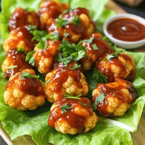- 1 medium head of cauliflower, cut into bite-sized florets - 1 cup all-purpose flour (or gluten-free flour) - 1 cup water - 1 teaspoon garlic powder - 1 teaspoon onion powder - 1 teaspoon smoked paprika - ½ teaspoon salt - ½ teaspoon pepper - 1 cup BBQ sauce (your favorite brand or homemade) - 2 tablespoons olive oil - Fresh parsley, chopped (for garnish) Cauliflower is the star of this dish. It has a mild taste and cooks well. When roasted, it turns crispy and tender. Using flour makes a nice batter that sticks to the cauliflower. You can swap all-purpose flour with gluten-free flour for a lighter option. BBQ sauce gives the bites a sweet and tangy flavor. Choose a sauce you love for the best taste. Fresh parsley not only adds color but also a fresh taste. If you don’t have garlic powder, use fresh minced garlic. You can replace onion powder with finely chopped onions. For the BBQ sauce, try teriyaki sauce for a different twist. If you want a spicy kick, add cayenne pepper to the batter. Instead of olive oil, you could use vegetable oil. To make BBQ cauliflower bites, start by gathering your ingredients. You will need: - 1 medium head of cauliflower, cut into bite-sized florets - 1 cup all-purpose flour (or gluten-free flour) - 1 cup water - 1 teaspoon garlic powder - 1 teaspoon onion powder - 1 teaspoon smoked paprika - ½ teaspoon salt - ½ teaspoon pepper - 1 cup BBQ sauce (your favorite brand or homemade) - 2 tablespoons olive oil - Fresh parsley, chopped (for garnish) First, preheat your oven to 450°F (230°C). Line a baking sheet with parchment paper. Next, in a large bowl, whisk together the flour, garlic powder, onion powder, smoked paprika, salt, and pepper. Gradually add the water and mix until smooth. The batter should not have lumps. Now, dip each cauliflower floret into the batter. Make sure each piece is fully coated. Shake off any excess batter before placing them on the baking sheet. Spread them out evenly. Bake the cauliflower for 25-30 minutes until crispy and golden brown. Flip them halfway through to ensure even cooking. After they bake, toss the cauliflower bites in a bowl with BBQ sauce. Coat each piece well. Then, return the coated bites to the baking sheet. Bake them for an additional 10 minutes. This step helps the BBQ sauce caramelize, adding amazing flavor. To get that perfect crunch, ensure your oven is fully preheated. Space the cauliflower bites well on the baking sheet. If they’re too close, they may steam instead of crisp up. When you flip them halfway, be gentle to keep the batter intact. If you want more heat, you can add a pinch of cayenne pepper to the batter. Enjoy this easy recipe with your favorite dip! For the full recipe, check [Full Recipe]. When making BBQ cauliflower bites, avoid these common mistakes: - Overcrowding the baking sheet: This can lead to soggy bites. Space them out. - Not coating evenly: Make sure each floret is fully covered in batter. This helps them crisp up. - Ignoring flipping: Turn them halfway through baking for even cooking. This ensures they brown nicely. To boost the flavors in your BBQ cauliflower bites, try these tips: - Add spices: Include a pinch of cayenne for heat or smoked salt for depth. These small changes make a big impact. - Use homemade sauces: If you have time, make your own BBQ sauce. Homemade sauces can balance sweetness and tang perfectly. - Experiment with herbs: Mix in dried herbs like oregano or thyme to the batter for added flavor. For a complete meal, pair your BBQ cauliflower bites with: - Fresh salads: A crisp green salad balances the rich flavors of the bites. - Dips: Serve with ranch or blue cheese dressing for an extra zing. - Grains: Quinoa or brown rice makes a filling side dish. They soak up any extra sauce wonderfully. For the full recipe, check out the detailed instructions above! {{image_2}} If you want a gluten-free option, swap regular flour for gluten-free flour. This change makes the batter just as tasty. Try almond flour or a gluten-free all-purpose mix. Both options work well and keep the flavor. Just make sure to check the labels for hidden gluten. To add some heat, mix crushed red pepper flakes into your batter. Start with a pinch and test it out. You can also use spicy BBQ sauce instead of the regular kind. This will give your cauliflower bites a nice kick. Another idea is to add cayenne pepper to the flour mix. It amps up the spice level without losing flavor. You can bake or air fry your BBQ cauliflower bites. Baking gives a crispy texture with less oil. It's easy and requires no special equipment. To bake, follow the full recipe and set your oven to 450°F (230°C). If you use an air fryer, preheat it to 375°F (190°C). Cook in small batches for about 15-20 minutes. Shake the basket halfway through for even cooking. Air frying can make the bites even crispier, so choose what works best for you! To keep your BBQ cauliflower bites fresh, place them in an airtight container. Make sure they are completely cool before sealing. This helps maintain their crispy texture. If you have extra BBQ sauce, store it separately. You can use it later for dipping. When you reheat, use an oven or an air fryer. Preheat your oven to 350°F (175°C). Spread the cauliflower bites on a baking sheet. Heat them for about 10-15 minutes. This keeps them crunchy. Avoid using a microwave, as it makes them soggy. BBQ cauliflower bites last up to three days in the fridge. If you freeze them, they can last up to three months. Just make sure to store them in a freezer-safe bag. Label the bag with the date to keep track. For the best taste, eat them fresh or within a few days. For more detailed instructions, refer to the Full Recipe. To make BBQ Cauliflower Bites vegan, swap the all-purpose flour with chickpea flour, or use any gluten-free flour. For the batter, mix flour with water, garlic powder, onion powder, smoked paprika, salt, and pepper. This keeps the recipe plant-based. Most BBQ sauces are vegan, but check the label to be sure. Yes, you can use frozen cauliflower. Thaw the florets first and pat them dry. This helps remove excess moisture, which can make the bites soggy. The cooking time may change slightly, so keep an eye on them as they bake. Each serving of BBQ Cauliflower Bites has about 150 calories. They contain around 6 grams of protein, 25 grams of carbs, and 4 grams of fat. The exact numbers depend on the BBQ sauce you choose. This dish is a healthier alternative to traditional wings, offering fiber and vitamins. You can find BBQ-flavored cauliflower bites at many grocery stores. Look in the frozen section or the snack aisle. Brands like Trader Joe's or Whole Foods often have tasty options. You can also check online for delivery right to your door. Making homemade BBQ sauce is simple. Combine 1 cup of ketchup, 1 tablespoon of apple cider vinegar, 2 tablespoons of brown sugar, and 1 teaspoon of smoked paprika in a bowl. Stir well until smooth. Adjust the sweetness or tanginess to your taste by adding more sugar or vinegar. This sauce works great with BBQ Cauliflower Bites. For the full recipe, check the previous sections. In this post, we explored tasty BBQ cauliflower bites. We covered what goes into them, how to cook them, and even some great tips. Remember to avoid common mistakes for the best flavor. You can try different cooking methods and store them properly for later. Whether you like it spicy or gluten-free, there are options for everyone. Enjoy making these bites at home!