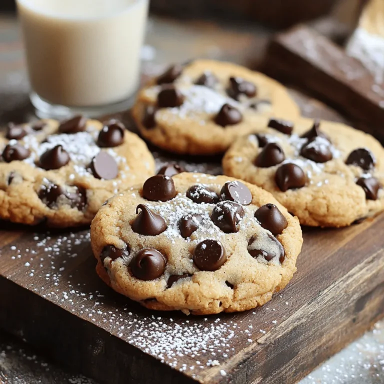 To make these vegan chocolate chip cookies, you will need a few key ingredients. Each one plays a special role in creating the perfect texture and flavor. Here’s the list of ingredients: - 1 cup almond flour - 1 cup all-purpose flour - 1/2 teaspoon baking soda - 1/2 teaspoon baking powder - 1/4 teaspoon salt - 1/2 cup coconut sugar - 1/2 cup maple syrup - 1/3 cup coconut oil, melted - 1 teaspoon vanilla extract - 1/2 cup vegan chocolate chips - 1/4 cup chopped walnuts (optional) Almond flour adds a nice, nutty flavor and keeps the cookies soft. All-purpose flour gives the cookies structure. Baking soda and baking powder help them rise. Coconut sugar sweetens the cookies while adding a hint of caramel flavor. Maple syrup adds moisture and sweetness. Coconut oil gives a lovely richness and helps with texture. Vanilla extract enhances the flavor of the chocolate chips. Vegan chocolate chips are a must for that classic taste. If you like nuts, walnuts add a crunchy touch. For the full recipe, follow the instructions carefully, and you’ll create cookies that everyone will love! 1. Preheating the oven First, set your oven to 350°F (175°C). This step helps the cookies bake evenly. While the oven heats, get your baking sheet ready by lining it with parchment paper. 2. Mixing dry ingredients In a big bowl, combine the almond flour, all-purpose flour, baking soda, baking powder, and salt. Use a whisk to blend them well. This ensures the leavening agents work when baking. 3. Combining wet ingredients In another bowl, mix the melted coconut oil, coconut sugar, maple syrup, and vanilla extract. Stir until it looks smooth. This mixture brings sweetness and flavor to your cookies. 1. Mixing wet and dry ingredients Pour the wet mix into the dry mix. Stir until no flour streaks show. The dough should be slightly sticky. This texture helps the cookies hold together. 2. Folding in chocolate chips and walnuts Gently fold in the vegan chocolate chips and walnuts if you choose to use them. Make sure they are evenly spread throughout the dough. This adds a delightful crunch and flavor. 1. Shaping the cookies Scoop tablespoon-sized portions of the dough. Roll them into balls and place them on your prepared baking sheet, leaving space between each ball. They will spread as they bake. 2. Baking time and tips for doneness Press each ball down gently with your palm to flatten it a bit. Bake for 10 to 12 minutes. Look for lightly golden edges. The cookies will seem soft but will firm up as they cool. Enjoy the aroma wafting through your kitchen! For the complete recipe, check out the Full Recipe. To get the best texture, start with room-temperature ingredients. When your coconut oil is melted but not hot, it blends well. Cold ingredients can lead to uneven mixing and odd textures. Use baking soda for a nice spread and chewiness. Baking powder adds lift but may make cookies puffier. You want a balance, so stick with 1/2 teaspoon of each, as this recipe suggests. To make your cookies pop, think about adding extracts or spices. A little cinnamon or a dash of nutmeg can elevate the flavor. You can also try almond or orange extract for a fun twist! If you're feeling adventurous, swap out chocolate chips. Try peanut butter chips, white chocolate, or even dried fruit. Each choice brings a new taste to the classic cookie. If your cookies spread too much, check your oven temperature. An oven that runs hot can cause this problem. You can also chill the dough for about 30 minutes before baking. This helps the dough hold its shape better. For cookies that are too crumbly, make sure to measure your flour correctly. Too much flour can lead to a dry texture. Add a small splash of almond milk to bring the dough together if needed. {{image_2}} If you want a gluten-free version of these cookies, you can use different flours. Try using all almond flour or a mix of almond and oat flour. You can also use a gluten-free flour blend. This keeps the texture nice and soft while making it safe for those with gluten sensitivities. Switching up the chocolate chips can bring new life to your cookies. You can use dark chocolate chips, white chocolate chips, or even peanut butter chips. You can also add fruits like dried cranberries or chopped bananas for a twist. If you enjoy nuts, consider adding chopped pecans or hazelnuts for a crunchy bite. Get creative with seasonal flavors! For fall, try adding pumpkin spice to the dough. This gives your cookies a warm and cozy taste. During the holidays, consider using peppermint extract or festive sprinkles. You can even shape the cookies into fun holiday designs. This makes them a perfect treat for any celebration! For the full recipe, check out the [Full Recipe]. To keep your vegan chocolate chip cookies fresh, store them in an airtight container. This method helps retain moisture and keeps them soft. You can place a slice of bread in the container to absorb any excess air. This trick works wonders for keeping cookies fresh longer. If you plan to eat them in a few days, simply store them at room temperature. For longer storage, freezing cookies is a great choice. Let the cookies cool completely before freezing. Place them in a single layer on a baking sheet. Once frozen solid, transfer them to a freezer-safe bag or container. Label the bag with the date. Frozen cookies can last up to three months. When you crave a treat, just pull one out and let it thaw. To enjoy leftover cookies, reheating is key. Preheat your oven to 350°F (175°C). Place the cookies on a baking sheet and warm for about 5 to 8 minutes. This will restore their soft, gooey texture. Alternatively, you can microwave them for 10-15 seconds. Just be careful not to overheat, or they may get tough. Enjoy every bite of those delicious cookies! Can I use regular flour instead of almond flour? Yes, you can use regular flour. However, almond flour adds a nice nutty taste. It also makes the cookies moist. If you swap it out, use a little less all-purpose flour. How long do these cookies last? These cookies can last up to a week in an airtight container. If you want them fresher, store them in the fridge. You can also freeze them for up to three months. Can I substitute maple syrup with another sweetener? Yes, you can use agave syrup or brown sugar. Both will work well. Just remember, each sweetener has its own taste and may change the cookie's texture a bit. What can I use instead of coconut sugar? You can use brown sugar or cane sugar as a substitute. Coconut sugar has a rich flavor, but the others will work in a pinch. Just keep in mind the sweetness level might change slightly. Do I need to chill the dough before baking? No, chilling the dough is not necessary. Chilling can help if you want thicker cookies. But for these cookies, you can bake them right after mixing. Can I add additional toppings to these cookies? Absolutely! You can add nuts, dried fruit, or even more chocolate chips. Feel free to get creative and experiment with flavors. You can create delicious vegan chocolate chip cookies with simple steps and great ingredients. We covered how to mix your dry and wet items, shape your cookies, and bake them perfectly. I shared tips for the best texture and flavor, along with common issues you might face. You now have options for gluten-free variations and how to store your cookies. Bake these cookies and enjoy every bite!