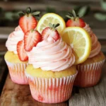 - 1 ½ cups all-purpose flour - 1 teaspoon baking powder - 1/2 teaspoon baking soda - 1/4 teaspoon salt - ½ cup unsalted butter, softened - 1 cup granulated sugar - 2 large eggs - 1/2 cup buttermilk - 1/4 cup freshly squeezed lemon juice - Zest of 1 lemon - 1 teaspoon vanilla extract - 1 cup fresh strawberries, pureed - Frosting ingredients: 1 cup powdered sugar, 4 oz cream cheese, 2 tablespoons milk - Optional garnish: Fresh strawberries and lemon slices This cupcake recipe brings together sweet and tangy flavors. The dry ingredients form the base. I use all-purpose flour to give the cupcakes structure. Baking powder and baking soda help them rise. Salt balances the sweetness. For the wet ingredients, I start with softened butter. It blends well with sugar, creating a light mix. Eggs add moisture and richness. Buttermilk gives the cupcakes a fluffy texture. Fresh lemon juice and zest bring in that bright, zesty flavor. The vanilla extract adds warmth. The fresh strawberries are a highlight. I puree them to mix into the batter. This gives each bite a burst of berry goodness. For the frosting, I blend cream cheese and powdered sugar. It’s creamy and smooth, perfect for topping the cupcakes. Finally, I like to garnish with extra strawberries and lemon slices. They make the cupcakes look pretty and add extra flavor. This combination of ingredients makes for a delightful treat! - Preheat the oven to 350°F (175°C) and line a muffin tin with cupcake liners. - In a large bowl, cream together the softened butter and granulated sugar until light and fluffy. - Add the eggs one at a time, mixing well after each addition. Start with the butter and sugar. This step makes the cupcakes tender. Use a mixer to beat them until the mixture looks pale and airy. This helps add air and makes your cupcakes light. Next, add the eggs. Do this slowly to keep the batter smooth. Each egg adds moisture and richness. Make sure to mix well after each egg so everything blends nicely. - Combine the buttermilk, lemon juice, lemon zest, and vanilla extract in the wet mixture. - Whisk together the dry ingredients; gradually add to wet mixture until just combined. - Fold in the strawberry puree; divide batter into muffin tins and bake. Now, it’s time to combine the wet and dry ingredients. Mix the buttermilk, lemon juice, lemon zest, and vanilla in a separate bowl. The lemon juice adds a nice tang and pairs well with strawberries. In another bowl, mix the dry ingredients: flour, baking powder, baking soda, and salt. When you combine these with the wet mix, do it slowly. Stir until just combined. Over-mixing can lead to dense cupcakes. Add the strawberry puree last. Gently fold it in so it spreads evenly. This makes sure every bite is bursting with strawberry flavor. Fill each cupcake liner about two-thirds full. This allows space for the cupcakes to rise without spilling over. Bake for 18-20 minutes. Use a toothpick to check for doneness; it should come out clean. - Bake for 18-20 minutes; cool in the pan, then transfer to a wire rack. - Make cream cheese frosting by beating cream cheese and powdered sugar until smooth. - Frost completely cooled cupcakes and garnish with fresh strawberries and lemon slices. Once baked, let the cupcakes cool in the pan for about five minutes. This helps them set. Then, move them to a wire rack to cool completely. While they cool, make the frosting. In a bowl, beat cream cheese and powdered sugar until smooth. Add milk a little at a time until you reach a good consistency. Once the cupcakes cool, frost them with the cream cheese mix. You can use a spatula or a piping bag for a fancy look. For a pretty finish, add fresh strawberries and lemon slices on top. This adds color and extra flavor to your sweet treats. - Use room temperature ingredients for better mixing. Cold butter or eggs can cause uneven batter. - Gently fold in the strawberry puree. This keeps the batter light and airy. - Start with softened cream cheese. It mixes much easier and gives a smooth texture. - Adjust the milk amount. This helps you get the frosting thickness you want. - If your cupcakes sink, check your mixing. Make sure you mix evenly and measure correctly. - For dry cupcakes, check flour measuring. Too much flour or baking too long can dry them out. {{image_2}} You can easily change the flavor of your cupcakes. Add lemon zest for a stronger citrus taste. This small change boosts the overall flavor profile. If you want to try something new, swap out strawberries for other berries. Raspberries or blueberries can work well in this recipe. Each berry brings its unique taste and color, making your cupcakes even more fun! Frosting makes cupcakes special. You can switch to a lemon-flavored buttercream for a fresh twist. This will give a bright taste that matches the cupcake base. If you're looking for a creamier option, try using mascarpone cheese instead of cream cheese. This gives a rich flavor and a smooth texture that’s hard to resist! Don't forget the toppings! Adding edible flowers can make your cupcakes look beautiful. Sprinkles also add a fun touch. If you want more zing, drizzle your cupcakes with lemon glaze. This adds a sweet and tart flavor that pairs well with the cupcake. Each topping will make your dessert more eye-catching and delicious! Store your strawberry lemonade cupcakes in an airtight container. They will stay fresh for up to three days at room temperature. If you want them to last longer, put them in the fridge. This is especially good for cupcakes with cream cheese frosting. If you want to save some for later, freeze the unfrosted cupcakes. They can stay in the freezer for up to three months. When you’re ready to enjoy them, just thaw the cupcakes first. Then, frost them and serve. If you like your cupcakes warm, pop one in the microwave for a few seconds. But remember, if they are frosted, do not reheat them. They taste best when served at room temperature. Yes, substitute with a gluten-free flour blend. This swap keeps the cupcakes light and fluffy. Absolutely! It can save time, though homemade is recommended for flavor. Homemade frosting adds a creamy touch that enhances the cupcakes. Lemonade or iced tea are great accompanying beverages. They complement the sweet and tangy flavors perfectly. Increase the amount of strawberry puree in the batter slightly. This simple trick boosts the fruity taste without changing the texture. Great for summer parties, picnics, and birthday celebrations! Their bright colors and flavors make every event feel special. Yes, reduce bake time and use mini cupcake liners for perfect bite-sized treats. Mini cupcakes are fun and easy to share! These Strawberry Lemonade Cupcakes are a treat for any event. We covered the ingredients, the steps to bake, and even some handy tips. Remember, the key to success lies in proper mixing and ingredient choice. You can add different flavors or toppings to make them your own. Enjoy sharing these cupcakes at your next gathering!