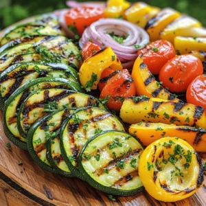 - 1 zucchini, sliced into thick rounds - 1 yellow bell pepper, sliced into strips - 1 red bell pepper, sliced into strips - 1 red onion, cut into wedges - 1 cup cherry tomatoes - 3 tablespoons olive oil - Zest and juice of 1 lemon - 2 teaspoons dried oregano - 2 teaspoons dried thyme - 2 cloves garlic, minced - Salt and pepper to taste - Fresh parsley, chopped (for garnish) When I create Lemon Herb Grilled Vegetables, I focus on using fresh, high-quality vegetables. Zucchini brings a nice crunch, while yellow and red bell peppers add sweetness and color. The red onion gives a mild bite, and cherry tomatoes burst with flavor. Next, I make the marinade. I combine olive oil, lemon zest, and lemon juice to give a citrusy kick. Dried oregano and thyme add earthy notes, while minced garlic brings depth. Salt and pepper enhance all the flavors. This marinade coats the veggies, making them vibrant and flavorful. Finally, I garnish with fresh parsley. This simple touch adds brightness and a pop of color. For the full recipe, check the complete cooking instructions and enjoy this fresh dish! To start, gather your ingredients. In a large bowl, combine these items: - 3 tablespoons olive oil - Zest of 1 lemon - Juice of 1 lemon - 2 teaspoons dried oregano - 2 teaspoons dried thyme - 2 cloves garlic, minced - Salt and pepper to taste Whisk these together until smooth. This marinade packs in bright flavors. It will make your veggies sing! Next, it's time to add the fresh veggies. Use: - 1 zucchini, sliced into thick rounds - 1 yellow bell pepper, sliced into strips - 1 red bell pepper, sliced into strips - 1 red onion, cut into wedges - 1 cup cherry tomatoes Toss the veggies in the marinade. Make sure every piece gets coated well. Cover your bowl with plastic wrap. Place it in the fridge. Let the vegetables sit for at least 30 minutes. This step is key for flavor. After marinating, it’s grilling time! First, preheat your grill or grill pan on medium-high heat. When hot, place the marinated vegetables directly on the grill. Spread them out in a single layer. Grill for about 6-8 minutes. Turn them occasionally. You want those lovely grill marks! The veggies should be tender but still crisp. Once done, remove the vegetables from the grill. Transfer them to a serving platter. For a nice touch, garnish with fresh chopped parsley before serving. For the full recipe, check out the details above! For Lemon Herb Grilled Vegetables, choose fresh and seasonal options. Look for bright colors and firm textures. Zucchini, bell peppers, red onion, and cherry tomatoes are great choices. They all grill well and taste amazing. Select vegetables in peak season for the best flavor. Visit local farmers' markets to find the freshest picks. To get those perfect grill marks, preheat your grill to medium-high heat. Spread the vegetables in a single layer on the grill. This helps them cook evenly. Turn them occasionally for even char and tenderness. Aim for 6-8 minutes of grilling. You want them tender but still crisp. Use tongs to flip them gently. Enhance the taste of your grilled veggies with extra herbs or spices. Fresh herbs like basil or cilantro work well. You can also try adding a pinch of red pepper flakes for heat. A drizzle of balsamic glaze after grilling adds a sweet touch. Customize the flavors to match your meal or mood. For the full recipe, check out Lemon Herb Grilled Vegetables. {{image_2}} You can swap in many vegetables for this dish. Asparagus works great on the grill. It adds a nice crunch and fresh taste. Eggplant is another tasty choice. It absorbs flavors well and becomes creamy when grilled. Other options include mushrooms, carrots, or even sweet potatoes. Each choice brings something unique to your plate. If you want to change up the taste, try different citrus fruits. Lime or orange juice can add a new twist. You can also mix in fresh herbs like basil or cilantro. These herbs give a fresh and vibrant flavor. A splash of balsamic vinegar can also work wonders. Experimenting with marinades keeps the meal exciting. Pair your grilled vegetables with grains for a full meal. Quinoa, rice, or couscous work well. You can also add grilled chicken or fish for protein. A fresh salad on the side brightens up the dish. For a little kick, drizzle some chili oil over the top. This dish can be a main event or a perfect side for any meal. For the full recipe, check out the complete guide. Grilled vegetables can last in the fridge for about 3 to 5 days. Make sure to store them in an airtight container. This keeps them fresh and tasty. When you want to eat them again, just take a look and see if they still smell good. If they look or smell off, it's best to discard them. If you want to save grilled vegetables for later, freezing is a great option. Here’s how to do it: 1. Cool the Vegetables: Let them cool to room temperature first. 2. Prepare the Freezer Bags: Use freezer-safe bags or containers. 3. Pack the Vegetables: Place the veggies in the bags, leaving some space for air. 4. Seal and Label: Seal the bags tightly. Label them with the date. 5. Freeze: Lay the bags flat in the freezer to save space. These steps help keep your vegetables safe and tasty for up to 3 months. When it’s time to enjoy your grilled vegetables again, reheating them the right way is key. Here are some great methods: - Stovetop: Heat a skillet over medium heat. Add a splash of olive oil. Toss the veggies for about 5 minutes, until warmed through. - Oven: Preheat your oven to 350°F (175°C). Spread the vegetables on a baking sheet. Bake for about 10 minutes, or until hot. - Microwave: Place the vegetables in a microwave-safe dish. Heat for 1-2 minutes, stirring halfway. These methods keep the flavor and texture close to fresh, so you can enjoy them just like the first time. For the full recipe, check out the instructions above. Yes, you can prepare these grilled vegetables ahead of time. I recommend marinating them first. Mix the marinade and coat the veggies. Then, cover the bowl and place it in the fridge. You can marinate for at least 30 minutes or up to 24 hours. The longer they sit, the more flavor they absorb. Grill them right before serving for the best taste and texture. Lemon Herb Grilled Vegetables pair well with many dishes. Serve them alongside grilled chicken or fish for a balanced meal. They also go great with quinoa or couscous. Add a fresh salad for extra crunch. You can even toss them into pasta dishes for added flavor. Yes, this recipe is perfect for both vegetarians and vegans. All the ingredients are plant-based. If you want extra protein, consider adding chickpeas or tofu. These additions make the dish even heartier while maintaining its vibrant flavor. Enjoy this healthy and colorful meal! For the complete recipe, check out the [Full Recipe]. This blog post showed you how to make Lemon Herb Grilled Vegetables. We covered fresh veggies, flavorful marinades, and tips for grilling. Choosing fresh ingredients boosts taste. Also, various veggie combos can spice up your meals. Storing and reheating are easy too. You can enjoy this dish any time. Whether you’re cooking for yourself or feeding a crowd, you have all the tools needed to impress. Dive into the joy of grilling, and experiment with your favorite flavors. Enjoy your delicious creations!