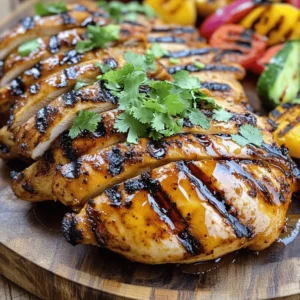 - 4 boneless, skinless chicken breasts - 1/4 cup honey - 2 tablespoons soy sauce - 1 tablespoon chili garlic sauce - 1 tablespoon olive oil - 2 cloves garlic, minced - 1 teaspoon ground ginger - 1 teaspoon smoked paprika - Salt and pepper to taste For this Sweet and Spicy Grilled Chicken, use fresh chicken breasts for the best flavor. The marinade combines sweet and spicy notes. Honey adds sweetness, while chili garlic sauce brings the heat. Each ingredient plays a role in creating a balanced taste. - Fresh cilantro, chopped (for garnish) - Optional garnish ideas: sesame seeds, lime wedges For garnish, fresh cilantro brightens the dish. It adds color and a fresh taste. If you want to elevate the look, sprinkle sesame seeds on top. Lime wedges can give a nice zing when served. These small additions make a big difference. - Grill or cooking equipment: outdoor grill or stovetop grill pan - Cooking tools needed: mixing bowl, whisk, resealable plastic bag or shallow dish, grill tongs, meat thermometer You need a grill for cooking. An outdoor grill is ideal, but a stovetop grill pan works too. Essential tools include a mixing bowl for the marinade and a whisk to blend it well. A resealable bag or dish helps marinate the chicken. Grill tongs make flipping easy. Finally, a meat thermometer ensures your chicken is safe to eat. For the full recipe, check the instructions provided. To make the marinade, start by whisking together the main ingredients. In a bowl, combine: - 1/4 cup honey - 2 tablespoons soy sauce - 1 tablespoon chili garlic sauce - 1 tablespoon olive oil - 2 cloves garlic, minced - 1 teaspoon ground ginger - 1 teaspoon smoked paprika - Salt and pepper to taste Whisk these together until smooth. This mixture will give your chicken that sweet and spicy kick. For the right container, use a resealable plastic bag or a shallow dish. Both options work well for marinating. Now, it’s time to marinate the chicken. Place the 4 boneless, skinless chicken breasts in your chosen container. Pour the marinade over the chicken, making sure it's well-coated. Seal the bag or cover the dish tightly. How long should you marinate? For best flavor, let it sit for at least 1 hour. If you have time, marinate for up to 4 hours. Always keep the chicken in the fridge while it marinates to stay safe. Before grilling, preheat your grill to medium-high heat. This step is crucial for getting those nice grill marks. After preheating, take the chicken out of the marinade. Let the excess drip off, then discard the leftover marinade. Grill the chicken for about 6-7 minutes on each side. You want the chicken to reach an internal temperature of 165°F (75°C). Check the temperature with a meat thermometer to ensure it’s safe to eat. After grilling, let the chicken rest for 5 minutes before slicing. This helps keep it juicy. For a beautiful finish, garnish with fresh chopped cilantro as shown in the Full Recipe. Enjoy your sweet and spicy grilled chicken! To get great grill marks, follow these simple steps: - Preheat the grill to medium-high heat. This helps create a nice sear. - Place chicken on the grill at a 45-degree angle. This gives those beautiful diamond marks. - Avoid flipping the chicken too often. Let it cook for 6-7 minutes before turning. - Watch the temperature. If the grill is too hot, the chicken can burn. Common mistakes can ruin your grilling. Here’s what to avoid: - Don’t skip preheating. A cold grill means no grill marks. - Avoid overcrowding. Too much chicken on the grill leads to uneven cooking. - Don’t press down on the chicken. This squeezes out juices and makes it dry. Want to boost the flavor of your chicken? Try these tips: - Add cumin or coriander for a warm, earthy taste. - Use lime or lemon juice for a fresh twist. - Consider adding fresh herbs like rosemary or thyme to the marinade. For flavor infusions, think outside the box: - Soak the chicken in coconut milk for a tropical touch. - Try using fruit juices like pineapple or orange for sweetness. - Mix in some mustard for a tangy kick. To make your Sweet and Spicy Grilled Chicken shine, pair it with these sides: - A fresh salad with greens, tomatoes, and a light vinaigrette. - Grilled vegetables like zucchini, bell peppers, or corn on the cob. - Rice or quinoa for a filling addition. For a creative presentation, try these ideas: - Serve on a large platter with colorful garnishes. - Drizzle some extra honey on top for shine. - Sprinkle sesame seeds for added texture and crunch. These tips will help you create a meal that looks and tastes great! Check out the Full Recipe for more details. {{image_2}} You can switch out honey for other sweeteners. Agave syrup works well, as it has a similar consistency. It adds a mild sweetness. Maple syrup is another great option. It brings a rich flavor and pairs nicely with the spices. Both choices can make your dish unique. Experimenting with sweeteners can really change the vibe of the chicken. Chicken is fantastic, but you can also try other proteins. Steak gives a hearty bite and rich flavor. Shrimp cooks quickly and adds a lovely seafood twist. Tofu is a great plant-based option. It absorbs flavors well and is perfect for a veggie meal. Each protein will change the dish's taste and texture in fun ways. If you like heat, you can boost the spice in the marinade. Add more chili garlic sauce for extra kick. You could also mix in red pepper flakes for a more intense flavor. If you want a smoky taste, try adding chipotle powder. Adjusting the heat can make this dish your own. Just remember, start small and taste as you go! To keep your sweet and spicy grilled chicken fresh, store leftovers right away. Place the chicken in an airtight container. This prevents air from getting in and helps keep the flavor. Refrigerate it within two hours of cooking. The chicken will stay good for up to four days in the fridge. When you want to enjoy your leftovers, reheating is key. You can use a microwave or oven. If using a microwave, heat it on medium power. This helps avoid drying it out. If you prefer the oven, set it to 350°F (175°C). Cover the chicken with foil to lock in moisture. Heat until it reaches 165°F (75°C) for safe eating. Freezing is a great way to save your grilled chicken for later. To freeze, let the chicken cool completely. Wrap each piece in plastic wrap, then place it in a freezer bag. This keeps them fresh for up to three months. When you're ready to eat, thaw it in the fridge overnight for the best results. Avoid thawing at room temperature to keep it safe. I suggest marinating the chicken for at least 1 hour. This time allows the flavors to soak in well. For even more taste, marinate for up to 4 hours. The longer you marinate, the more intense the flavors become. Just be careful not to marinate too long, as it can change the chicken's texture. Yes, you can prepare the chicken ahead of time. Marinate it the night before for the best flavor. Then, just grill it when you are ready. This makes it easy for busy days or meal prep. Store the marinated chicken in the fridge until you are ready to cook. You can serve this dish with many sides. Grilled vegetables, rice, or a fresh salad work great. For drinks, try iced tea or a light beer. These options pair well and balance the spicy sweetness of the chicken. To add heat, use more chili garlic sauce. You can also mix in some crushed red pepper flakes. These options keep the flavor while giving you that extra kick. Just remember to taste as you go to find the right level for you. The safe internal temperature for grilled chicken is 165°F (75°C). Use a meat thermometer to check the thickest part of the breast. This ensures the chicken is cooked safely and is juicy. Avoid undercooking or overcooking for the best results. This blog post covered how to make Sweet and Spicy Grilled Chicken. We talked about the main ingredients, cooking tools, and the steps to prepare and grill the chicken. I shared tips to get perfect grill marks and enhance flavors. You learned about variations to try and storage info for leftovers. In summary, grilling chicken can be simple and fun. With these steps, you can impress at any meal. Enjoy your cooking, and keep experimenting with flavors!