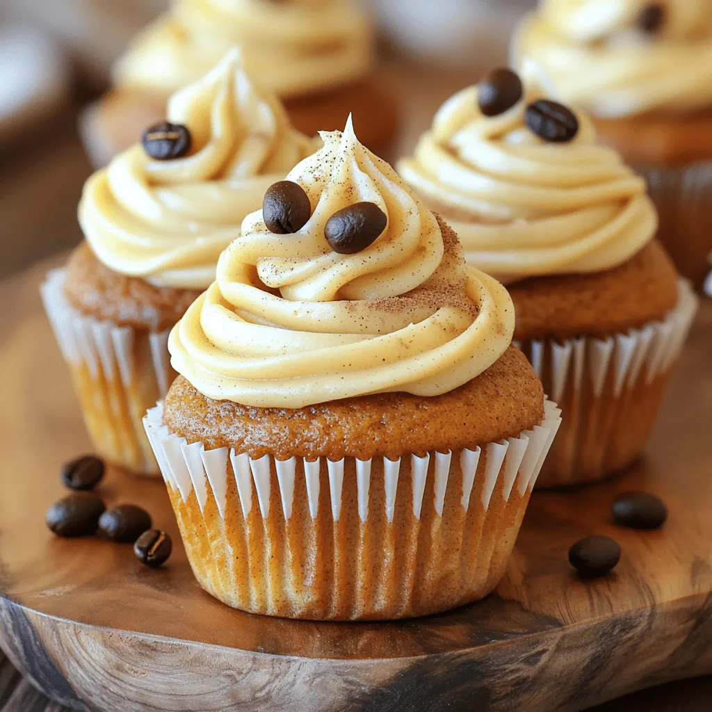 - 1 ½ cups all-purpose flour - 1 teaspoon baking powder - ½ teaspoon baking soda - ½ teaspoon salt - 1 teaspoon ground cinnamon - ½ teaspoon ground nutmeg - ¼ teaspoon ground ginger - ½ cup unsalted butter, softened - 1 cup granulated sugar - 2 large eggs - 1 cup canned pumpkin puree - ½ cup brewed coffee, cooled - 1 teaspoon vanilla extract - 1 cup unsalted butter, softened - 4 cups powdered sugar - 2 tablespoons brewed coffee, cooled - 1 teaspoon vanilla extract - ½ teaspoon ground cinnamon To make these cupcakes, you need a mix of dry and wet ingredients. The dry ingredients create structure and flavor, while the wet ingredients add moisture and richness. The frosting brings it all together, adding sweetness and a lovely coffee flavor. The all-purpose flour gives the cupcakes their base. Baking powder and baking soda help them rise. Salt enhances the flavors, while cinnamon, nutmeg, and ginger add that unique pumpkin spice taste. For the wet ingredients, soften the butter for easy mixing. Granulated sugar makes the cupcakes sweet and light. Eggs bind everything. The canned pumpkin gives moisture and flavor, while brewed coffee enhances the latte taste. Finally, vanilla extract adds a warm note. The frosting uses more butter and powdered sugar for a creamy texture. Adding brewed coffee and vanilla gives it a rich flavor. Ground cinnamon ties it all back to the pumpkin spice theme. For the full recipe, check out the details above. 1. Preheat your oven to 350°F (175°C). Line a 12-cup muffin pan with cupcake liners. 2. In a medium bowl, mix together: - 1 ½ cups all-purpose flour - 1 teaspoon baking powder - ½ teaspoon baking soda - ½ teaspoon salt - 1 teaspoon ground cinnamon - ½ teaspoon ground nutmeg - ¼ teaspoon ground ginger This blend gives the cupcakes that warm fall spice. 3. In a large bowl, cream together: - ½ cup unsalted butter, softened - 1 cup granulated sugar Beat these until light and fluffy, about 3-4 minutes. 1. Now, add: - 2 large eggs - 1 cup canned pumpkin puree - ½ cup brewed coffee, cooled - 1 teaspoon vanilla extract Mix until smooth. Each ingredient adds depth to the flavor. 2. Gradually add the dry ingredients to the pumpkin mix. Stir until just combined. Don’t overmix; it’s okay to have a few lumps. 1. Divide the batter evenly among the cupcake liners, filling each about 2/3 full. 2. Bake in the preheated oven for 18-20 minutes. To check if they’re done, insert a toothpick into the center. It should come out clean. 3. Let them cool in the pan for 5 minutes. After that, transfer the cupcakes to a wire rack to cool completely. 1. While the cupcakes cool, prepare the frosting. In a large bowl, beat: - 1 cup unsalted butter, softened Beat until smooth and creamy. 2. Gradually add: - 4 cups powdered sugar Mix on low to prevent a sugar cloud. Then increase to medium speed. 3. Add: - 2 tablespoons brewed coffee, cooled - 1 teaspoon vanilla extract - ½ teaspoon ground cinnamon Mix until everything is fluffy and well combined. Once the cupcakes cool, frost them generously with the coffee-flavored frosting. For the full recipe, check the details above. To ensure perfect texture, use room temperature ingredients. This helps the batter mix well. Do not skip the baking powder; it gives the cupcakes their lift. Also, check your oven with a thermometer to ensure it’s the right temperature. To avoid overmixing, stir the batter gently. Mix until just combined. A few lumps are okay. Overmixing can lead to tough cupcakes. Remember, we want them light and fluffy! Achieving the right consistency for frosting is key. Start with softened butter. Beat it until smooth. Gradually add powdered sugar while mixing on low. This keeps your kitchen clean. Add coffee and vanilla for flavor, then beat until fluffy. For decorating ideas, use a piping bag. Swirl the frosting high for a fun look. You can also sprinkle cinnamon or add coffee beans on top. These small touches make your cupcakes stand out! You can add optional spices for more depth. Try a pinch of cardamom or allspice. These spices can elevate your cupcakes to a new level. For alternative coffee options, consider using espresso. It adds a rich flavor. You can also use decaf coffee if you want to avoid caffeine. This way, everyone can enjoy these tasty treats! {{image_2}} You can make these cupcakes gluten-free by using a gluten-free flour blend. Look for blends that include xanthan gum for better texture. I recommend a mix of almond flour and coconut flour. This mix keeps the cupcakes moist and fluffy. You may need to adjust the liquid slightly, as gluten-free flours can absorb more moisture. To make these cupcakes vegan, replace the eggs with flax eggs. Mix 1 tablespoon of ground flaxseed with 2.5 tablespoons of water for each egg. Let it sit for five minutes to thicken. Use plant-based butter instead of regular butter, and choose almond or oat milk for the liquid. This keeps the flavor intact while being friendly for all diets. For a fun twist, try mocha spice latte cupcakes. Add cocoa powder to the batter and mix in espresso for a rich chocolatey taste. Or, go for pumpkin pie cupcakes by adding pumpkin pie spice and a dollop of cream cheese frosting. Both variations bring new life to the classic cupcake while keeping that cozy fall vibe. You can find the Full Recipe to explore all these options and more! To keep your pumpkin spice latte cupcakes fresh, store them in an airtight container. This helps lock in moisture and flavor. A plastic or glass container works best. Make sure the cupcakes are completely cool before you store them. If you don't have an airtight container, plastic wrap will do. For freezing, I recommend placing the cupcakes and frosting in separate containers. This keeps the frosting from getting icy. Wrap each cupcake tightly in plastic wrap before placing them in a freezer bag. You can freeze them for up to three months. When you're ready to enjoy, thaw the cupcakes in the fridge overnight. Frost them after they are fully thawed for the best taste. At room temperature, pumpkin spice latte cupcakes stay fresh for about three days. If you keep them in the fridge, they can last up to a week. Look for signs of spoilage like an off smell, dry texture, or mold. If you see any of these signs, it's best to toss them. Enjoy these delightful treats while they’re fresh for the best flavor! You can check if the cupcakes are done by using a toothpick. Insert it into the center of a cupcake. If it comes out clean, they are ready. If there is batter on the toothpick, bake them a few more minutes. Keep an eye on them to avoid overbaking. Yes, you can use homemade pumpkin puree. Just make sure it is smooth and not too watery. If it's too wet, your cupcakes might not rise well. Roasting a pumpkin and blending it makes a great puree. Use the same amount as listed in the Full Recipe. You can use decaf coffee as a direct substitute. Alternatively, try brewed herbal tea or hot chocolate for a different flavor. If you want a strong taste, use espresso or chicory root coffee. Experiment with what you like best! You can bake the cupcakes and let them cool completely. Store them in an airtight container at room temperature for two days. For longer storage, freeze them without frosting. When ready to serve, thaw and frost them fresh for the best taste. Check local bakeries or coffee shops during fall. Many places offer pumpkin spice treats. You can also search online for bakeries that deliver. If you don't find any, try making them at home with the Full Recipe! This blog post guides you through making delicious Pumpkin Spice Latte Cupcakes. We covered key ingredients, simple steps, and helpful tips. You learned about variations like gluten-free and vegan options. Enjoy the process and have fun baking these cupcakes. They are perfect for fall or any day you crave a sweet treat. With the right techniques, you will impress friends and family. Now, get your ingredients ready and start creating these tasty delights!