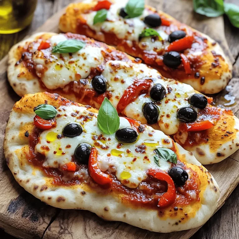 To make a tasty chili garlic naan pizza, gather these key items: - 4 pieces of naan bread - 1 cup pizza sauce - 1 cup shredded mozzarella cheese - 1/2 cup roasted red peppers, sliced - 1/4 cup black olives, sliced - 2 tablespoons olive oil - 4 cloves garlic, minced - 1 teaspoon red chili flakes - Salt and pepper to taste These ingredients create a great base for your pizza. The naan acts as a quick and easy crust. You can add some extra ingredients for more flavor: - Cooked chicken or sausage - Fresh spinach or arugula - Sliced jalapeños for heat - Feta cheese for a tangy taste These optional ingredients let you customize your naan pizza. Try different combos to find your favorite! Garnishing makes your pizza look and taste better. Here are some ideas: - Fresh basil leaves, chopped - A drizzle of olive oil - Crushed red pepper flakes for extra spice - Grated Parmesan cheese These toppings add color and flair. They also enhance the flavor of your chili garlic naan pizza! To start, mix minced garlic, olive oil, and red chili flakes in a small bowl. This mix is the heart of your pizza. It adds flavor and a nice kick. Adjust the chili flakes if you want more heat. Set this garlic chili oil aside while you prepare the naan. Grab your naan bread and lay it on a large baking sheet. Brush each piece with the garlic chili oil. Make sure to cover every inch for full flavor. Next, spread about 1/4 cup of pizza sauce on each naan. Leave a small edge around the sides. Now, sprinkle a generous amount of shredded mozzarella cheese on top. Add the roasted red peppers and black olives evenly across the cheese. These toppings give your pizza a colorful look and a tasty crunch. Finally, sprinkle salt and pepper to boost the flavors. Preheat your oven to 425°F (220°C). Once it's hot, place your naan pizzas inside. Bake them for 10-12 minutes. Watch for the cheese to bubble and turn a light golden color. When they are done, take them out and let them cool for a minute. Garnish with fresh basil leaves before cutting into slices. For a fun touch, drizzle some extra garlic chili oil on top. Enjoy your delicious chili garlic naan pizzas! To make great garlic chili oil, use fresh garlic. I like to mince four cloves. Mix the minced garlic with two tablespoons of olive oil. Add one teaspoon of red chili flakes. This blend gives the oil a rich flavor. Let it sit for a bit to infuse. Brush this oil over your naan bread. It adds depth and a spicy kick. For even cooking, preheat your oven to 425°F (220°C). Place the naan on a large baking sheet. Spread the garlic chili oil evenly on each piece. When you add the pizza sauce, leave a small border around the edges. This helps keep the toppings in place. Bake for 10-12 minutes. Watch for the cheese to bubble and turn golden. Serve your naan pizza on a wooden board. Drizzle a little extra garlic chili oil on top for flair. Fresh basil makes a nice touch too. You can serve it with a side of more pizza sauce for dipping. Pair it with a light salad or some grilled veggies. Enjoy with friends or family for a fun meal! {{image_2}} You can switch up the pizza sauce for more fun. Try pesto for a fresh twist. A white sauce adds a creamy layer. Barbecue sauce gives a smoky flavor. You can even use hummus for a unique taste. Each sauce changes the whole pizza vibe. Feel free to mix and match! You can add many toppings to your naan pizza. Try pepperoni or sausage for meat lovers. If you like veggies, think spinach, mushrooms, or artichokes. Feta cheese or goat cheese adds a nice touch. Chopped jalapeños give a spicy kick. The options are endless, so get creative! For a vegetarian option, stick with veggies and cheese. Use plant-based cheese for a vegan twist. You can add avocado slices for creaminess. Swap the pizza sauce for marinara or pesto. This way, you keep all the great flavors. Enjoy a delicious meal that fits your needs! Store leftover chili garlic naan pizza in an airtight container. This helps keep it fresh. Place the pizza in the fridge if you plan to eat it within a few days. Use parchment paper between layers if you stack them. This prevents sticking and keeps the toppings intact. For the best taste, eat the leftovers within three days. To reheat your naan pizza, use an oven or a toaster oven. Preheat the oven to 350°F (175°C). Place the naan pizza on a baking sheet. Heat it for about 10 minutes or until warm. This method keeps the crust crispy and the cheese gooey. You can also use a microwave, but it may make the crust soft. If you prefer the microwave, heat the pizza for about 30 seconds to 1 minute. To freeze chili garlic naan pizza, let it cool completely. Wrap each piece in plastic wrap. Then, place it in a freezer bag. Squeeze out as much air as you can before sealing. This helps reduce freezer burn. You can freeze the pizza for up to two months. When ready to eat, thaw it in the fridge overnight. Then, reheat it in the oven for the best taste. Yes, you can make this pizza on a stovetop. Use a non-stick skillet instead. Heat the skillet over medium heat. Brush the naan with garlic chili oil. Add sauce and toppings. Cover the skillet with a lid. Cook for about 5-7 minutes. Check for melted cheese. This method gives you a crispy crust. To control the heat, change the amount of red chili flakes. Use less for mild spice. If you want more heat, add extra flakes. You can also use fresh chili peppers. Mince them finely and add to the oil. Always taste as you go. This way, you create the perfect balance for your palate. You can use pita bread as a great substitute. Tortillas also work well for a thinner base. For gluten-free options, try rice paper or gluten-free flatbreads. Each choice adds a unique flavor and texture. Experiment with what you like best. This flexibility makes the recipe even more fun! This blog post covered how to make delicious chili garlic naan pizza. You learned the essential ingredients, optional flavors, and tasty toppings. We walked through preparing garlic chili oil, assembling the pizza, and baking it to perfection. Plus, you discovered tips for even cooking, serving ideas, and various storage methods. In closing, enjoy experimenting with flavors and variations. Your homemade naan pizza will impress everyone!