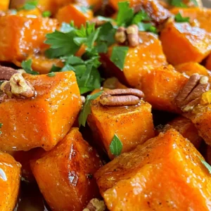 To make Maple Cinnamon Roasted Sweet Potatoes, gather these simple items: - 4 medium sweet potatoes, peeled and cut into 1-inch cubes - 3 tablespoons olive oil - 1/4 cup pure maple syrup - 1 teaspoon ground cinnamon - 1/2 teaspoon nutmeg - Salt and pepper to taste - 1/4 cup chopped pecans (optional) - Fresh parsley for garnish (optional) These ingredients create a warm dish with a sweet and spicy flavor. Sweet potatoes are the star here. They give a creamy texture and natural sweetness. Maple syrup adds more sweet notes, while cinnamon and nutmeg enhance the warmth. Olive oil helps the sweet potatoes caramelize nicely in the oven. Salt and pepper balance the sweetness, making the dish more flavorful. If you want extra crunch, add pecans. Fresh parsley adds color and a fresh taste when serving. Make sure you have all of these items ready before you begin. Each ingredient plays a key role in making this dish a delightful treat. - Preheat the Oven First, set your oven to 400°F (200°C). This heat will help the sweet potatoes cook well. - Prepare the Baking Sheet Next, take a baking sheet and line it with parchment paper. This makes cleanup easy. - Combine Ingredients In a large bowl, mix the sweet potatoes, olive oil, maple syrup, cinnamon, nutmeg, salt, and pepper. Make sure to measure each ingredient carefully for the best flavor. - Toss and Coat Sweet Potatoes Use your hands or a spoon to toss the sweet potatoes. Coat them well with the mixture. Every piece should be covered. - Spread on Baking Sheet After coating, spread the sweet potatoes in one layer on the baking sheet. This helps them roast evenly. - Roasting Process Place the baking sheet in the oven. Roast for 25-30 minutes. Flip the sweet potatoes halfway through for even cooking. They should be tender and caramelized when done. If using pecans, add them in the last 5 minutes for crunch. Follow these steps, and you will enjoy a tasty dish. Choosing the Right Sweet Potatoes Select firm sweet potatoes. Look for even, smooth skin. Organic options are tasty and healthy. They often have richer flavor and fewer chemicals. Adjusting Sweetness to Preference Taste your sweet potatoes before adding syrup. Some may be sweeter than others. You can add more maple syrup if you like it sweeter. For less sweetness, reduce the syrup. Roasting Techniques for Perfect Texture Cut sweet potatoes into 1-inch cubes. This size helps them cook evenly. Toss them well to coat with olive oil and spices. Flip the sweet potatoes halfway through roasting. This ensures they brown nicely. Garnishing with Fresh Herbs Fresh parsley adds color and flavor. Sprinkle it on just before serving. You can also use other herbs, like thyme or chives, for a unique twist. Serving Suggestions Serve these sweet potatoes as a side dish. They pair well with roasted meats or salads. You can also enjoy them as a main dish with grains. Try adding a dollop of yogurt on top for creaminess! {{image_2}} Additional Spices You can boost the flavor of your sweet potatoes by adding other spices. Try ginger for a warm kick. A pinch of cayenne pepper adds heat, too. You might also like to sprinkle some vanilla extract for a sweet touch. Sweeteners Alternatives While maple syrup is my favorite, you can try honey or agave syrup. Brown sugar works well, too. Each sweetener gives a unique taste, so feel free to mix it up! Vegan Options This recipe is already vegan due to the natural ingredients. If you want to make it richer, try adding coconut oil instead of olive oil. It adds a nice flavor and keeps it plant-based. Nut-Free Alternatives If you need a nut-free option, skip the pecans. You can replace them with pumpkin seeds for crunch. They add a nice texture without nuts. Enjoy your sweet potatoes worry-free! To keep your maple cinnamon roasted sweet potatoes fresh, refrigerate them. Place them in an airtight container. They will stay good for about three to five days. If you want to reheat them, use an oven or a microwave. For the oven, set it to 350°F (175°C). Heat for about 10-15 minutes until warm. For the microwave, put them in a bowl and cover. Heat for 1-2 minutes, stirring halfway. If you want to store them longer, freezing is a great option. Let the sweet potatoes cool completely. Then, place them in a freezer-safe bag or container. Remove as much air as you can. They can last up to three months in the freezer. When you are ready to eat them, thaw the sweet potatoes in the fridge overnight. You can also use the microwave to thaw them. Just set it to defrost for a few minutes. Once thawed, reheat them using the oven or microwave as described above. Enjoy your tasty sweet potatoes later! How long do Maple Cinnamon Roasted Sweet Potatoes last? Maple Cinnamon Roasted Sweet Potatoes last about 3 to 5 days in the fridge. Store them in an airtight container to keep them fresh. If you want to enjoy them later, they freeze well too. Can I use different types of potatoes? Yes, you can use other potatoes. Regular potatoes or purple potatoes can work. However, sweet potatoes add a special flavor and sweetness that others might not offer. What can I serve with Maple Cinnamon Roasted Sweet Potatoes? These sweet potatoes pair well with many dishes. Try them with grilled chicken, pork, or a fresh salad. They also make a great side for holiday meals. Caloric Content One serving has about 180 calories. This makes it a tasty and healthy side. The calories mainly come from the sweet potatoes and maple syrup. Health Benefits of Ingredients Sweet potatoes are rich in vitamins A and C. They help boost your immune system. Maple syrup offers antioxidants, while olive oil provides healthy fats. Cinnamon has anti-inflammatory properties, making this dish both tasty and nutritious. In this post, we explored how to make Maple Cinnamon Roasted Sweet Potatoes. We covered the ingredients you need, step-by-step instructions, and helpful tips for the best flavor. You learned how to store leftovers and variations to make this dish your own. With these insights, you can create a tasty side that fits your needs. Enjoy the cooking process and have fun sharing this dish with others!
