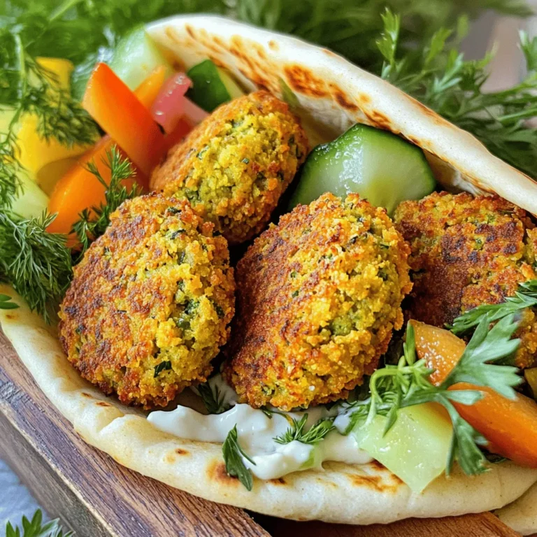To make crispy air fryer falafel, gather these key items: - 1 can (15 oz) chickpeas, drained and rinsed - 1 small onion, roughly chopped - 2 garlic cloves, minced - 1 cup fresh parsley leaves, packed - 1 teaspoon ground cumin - 1 teaspoon ground coriander - 1/2 teaspoon baking powder - 1 tablespoon lemon juice - Salt and pepper to taste - 2 tablespoons olive oil (plus extra for drizzling) These ingredients form the base of your falafel. Chickpeas give it a hearty texture, while fresh parsley adds a vibrant flavor. For an added crunch, consider using: - 1/2 cup breadcrumbs Breadcrumbs enhance the texture, making your falafel even crispier. You can mix them in after combining the main ingredients. Seasonings elevate the falafel’s taste. Use: - Ground cumin - Ground coriander - Salt and pepper - Lemon juice Cumin and coriander bring warmth and depth. Lemon juice adds brightness, balancing the flavors. Adjust salt and pepper to your liking for that perfect bite. Start by draining and rinsing one can of chickpeas. Place the chickpeas in a food processor. Next, add a small, roughly chopped onion and two minced garlic cloves. Toss in one cup of fresh parsley leaves. Pulse the mixture until it’s coarsely ground. Be careful not to overprocess; you want some texture. Now, add one teaspoon of ground cumin and one teaspoon of ground coriander. Sprinkle in half a teaspoon of baking powder. Pour in one tablespoon of lemon juice, and season with salt and pepper to taste. Drizzle in two tablespoons of olive oil. Pulse again until everything is well mixed but still a bit chunky. If you like extra crunch, mix in half a cup of breadcrumbs now. Transfer the mixture to a bowl. Cover it and refrigerate for at least 30 minutes. This step helps the flavors meld and firms up the mixture for shaping. After chilling, it’s time to shape your falafel. Scoop about two tablespoons of the mixture. Roll it into small balls or flatten them into patties. Make sure they are uniform in size for even cooking. Next, lightly spray your air fryer basket with cooking spray or olive oil. Place the falafel in the basket. Leave some space between each piece to allow air to flow. Lightly drizzle the tops of the falafel with more olive oil. This will help them get crispy. Now, preheat your air fryer to 375°F (190°C). Once it’s ready, place the basket inside. Cook the falafel for 12 to 15 minutes. Flip them halfway through to ensure they cook evenly. They should turn golden brown and crispy when done. Once cooked, remove the falafel from the air fryer. Let them cool slightly before serving. Enjoy them in a wrap or pita with fresh veggies and tahini sauce. To get crispy falafel, use a few simple tricks. Start by refrigerating the mixture for 30 minutes. Chilling helps firm up the falafel. When ready to cook, lightly drizzle olive oil on top. This adds a golden color and crunch. Also, don’t overcrowd the air fryer basket. Give each falafel room to breathe. Preheat your air fryer to 375°F (190°C) before cooking. This ensures even cooking. Use a light cooking spray on the basket to prevent sticking. Flip the falafel halfway through for an even cook. It helps achieve that nice, crispy texture on both sides. One mistake is over-processing the falafel mixture. You want a coarse texture, not a paste. Another common issue is not using enough oil. A light drizzle is key to crispiness. Avoid overcrowding the air fryer. If they touch, they won’t crisp up well. Lastly, don’t skip refrigeration. It aids in flavor and texture. {{image_2}} You can swap chickpeas for other beans, like black beans or lentils. If you don’t have parsley, try cilantro or spinach for a fresh twist. For the onion, use green onions or shallots if you like a milder taste. You can also ditch the olive oil and use avocado oil or coconut oil. If you want gluten-free falafel, replace breadcrumbs with ground oats or almond flour. To make your falafel pop, add more spices. Try smoked paprika for a warm flavor or cayenne for heat. You could mix in dried herbs like thyme or oregano for a unique taste. Fresh mint or dill can add a refreshing touch to your falafel mix. Experiment with flavors until you find your favorite blend. Serve crispy falafel in a warm pita with crunchy veggies. Add tahini sauce for a creamy, nutty flavor. You can pair it with a zesty cucumber salad or a tangy tabbouleh. For a fun twist, serve falafel as a topping on a grain bowl with quinoa or brown rice. Garnish with fresh herbs, lemon wedges, or a sprinkle of sumac for added flair. To store leftover falafel, let them cool first. Place them in an airtight container. They will stay fresh in the fridge for up to three days. Make sure to space them out so they do not stick together. For a crispy texture when reheating, use your air fryer. Heat the falafel at 375°F (190°C) for about 5 minutes. This will bring back the crunch. You can also use a skillet on medium heat. Just add a little oil and cook until heated through. To freeze falafel, first shape the mixture into patties or balls. Place them on a baking sheet lined with parchment paper. Freeze until solid, about 1-2 hours. Then, transfer them to a freezer bag. They can last up to three months. When ready to eat, cook them straight from the freezer. Just add a few extra minutes to the cooking time. Yes, you can make falafel without a food processor. Use a fork or a masher. Just mash the chickpeas well. Chop the onion and parsley finely by hand. This method takes more time but still works great. You can use other beans like black beans or lentils. These options add different flavors. Each will change the taste slightly, but they are still delicious. Just make sure to drain and rinse them well. Falafel is done when it is golden brown and crispy. You want a nice crunch on the outside. The inside should feel warm and firm. Keep an eye on them while cooking to avoid burning. Yes, you can bake falafel. Preheat your oven to 375°F (190°C). Place the falafel on a lined baking sheet. Drizzle a little olive oil on top for crispiness. Bake for 20-25 minutes, flipping halfway through. You now know how to make tasty falafel in an air fryer. We covered the main ingredients, step-by-step cooking tips, and ways to keep your falafel crisp. Remember, you can vary your recipe with spices or different beans. Store and reheat leftovers for the best results. If you follow these tips, you'll avoid common mistakes and impress your friends with your falafel skills. Enjoy experimenting and sharing your delicious creations!