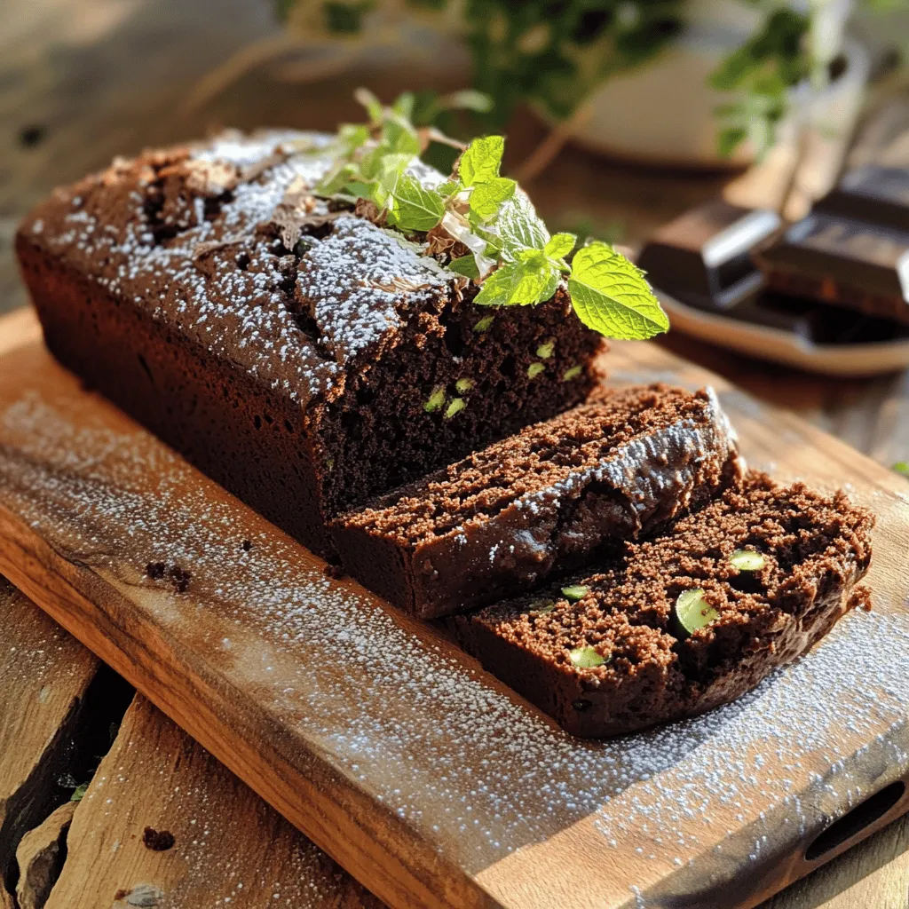 - 1 cup finely grated zucchini (about 1 medium zucchini) - 1 cup all-purpose flour - 1/2 cup unsweetened cocoa powder - 1 teaspoon baking soda - 1/2 teaspoon baking powder - 1/4 teaspoon salt - 1/2 teaspoon ground cinnamon - 1/2 cup granulated sugar - 1/2 cup brown sugar, packed - 2 large eggs - 1/3 cup vegetable oil - 1 teaspoon vanilla extract - 1 cup semi-sweet chocolate chips To make this double chocolate zucchini bread, you need fresh, quality ingredients. First, the zucchini adds moisture and nutrition. It gives a soft texture without a strong flavor. Use a medium zucchini, grate it finely, and measure one cup. Next, all-purpose flour is your base. It helps the bread rise and provides structure. Cocoa powder brings in the rich chocolate flavor that makes this bread delicious. For leavening, baking soda and baking powder work together. Baking soda reacts with the acidic ingredients, while baking powder gives an extra lift. Salt and cinnamon enhance the flavor. Don’t skip these! They balance the sweetness and add warmth. Granulated sugar and brown sugar provide sweetness and moisture. Brown sugar adds a slight caramel taste. Two large eggs help bind everything together. They also add richness. Vegetable oil keeps the bread moist. Finally, semi-sweet chocolate chips bring a burst of chocolate in each bite. - Mixing bowls - Whisk and spatula - 9x5 inch loaf pan - Parchment paper (optional) Gathering the right tools is key. Mixing bowls help you combine wet and dry ingredients easily. A whisk is great for mixing eggs and sugars until smooth. A spatula helps you fold ingredients without overmixing. The 9x5 inch loaf pan is the perfect size. It ensures even baking and gives you nice slices. Parchment paper can help with easy removal, but it’s optional. - Calories per slice - Key vitamins and minerals This bread is not just tasty; it’s nutritious too. Each slice has around 150 calories. Zucchini adds fiber, which is good for digestion. The eggs provide protein, while cocoa powder gives you antioxidants. Chocolate chips add a bit of calcium. Overall, this bread is a sweet treat that also offers health benefits. First, you need to grate one medium zucchini. After grating, sprinkle a pinch of salt on it. Let it sit for about 10 minutes. This helps draw out excess moisture. Then, in a large bowl, combine the dry ingredients. Mix together 1 cup of all-purpose flour, 1/2 cup of cocoa powder, 1 teaspoon of baking soda, 1/2 teaspoon of baking powder, 1/4 teaspoon of salt, and 1/2 teaspoon of ground cinnamon. Whisk these until they are well combined. In a separate bowl, whisk the wet ingredients. You will need 1/2 cup of granulated sugar, 1/2 cup of brown sugar, 2 large eggs, 1/3 cup of vegetable oil, and 1 teaspoon of vanilla extract. Mix these until smooth and well blended. After that, gently squeeze the grated zucchini to remove some moisture. Add the zucchini to the wet ingredients and stir until it is well combined. Now, gradually fold the wet ingredients into the dry mixture. Be careful not to overmix; just combine until you see no dry flour. Finally, fold in 1 cup of semi-sweet chocolate chips until they are evenly spread throughout the batter. Pour the batter into a greased 9x5 inch loaf pan. Make sure to spread it evenly. Now, preheat your oven to 350°F (175°C). Bake the bread for 50 to 60 minutes. To check if it’s done, insert a toothpick in the center. It should come out clean or with a few moist crumbs, but not wet batter. Once baked, allow the bread to cool in the pan for 10 minutes. Then, transfer it to a wire rack to cool completely. To get soft and moist bread, do not overmix. Overmixing can make your bread tough. Mix just until you see no dry flour. Use fresh zucchini for the best flavor. Grate it finely to blend well in the batter. Fresh zucchini adds moisture and keeps the bread tender. One common mistake is not squeezing moisture from the zucchini. After grating, let it sit with a pinch of salt. This step helps to draw out excess water. Squeeze out as much moisture as you can before adding it to the batter. Another mistake is overbaking the bread. Keep an eye on your loaf. It should bake for 50 to 60 minutes. Check it with a toothpick. If it comes out with a few moist crumbs, it's done! For a lovely presentation, slice the bread and serve it on a wooden cutting board. Dust the top with powdered sugar for a nice touch. You can also add fresh mint leaves or chocolate shavings for extra flair. Pair this bread with coffee or tea. The rich chocolate flavor works well with both drinks. {{image_2}} If you want a lighter version, consider low-sugar options. You can cut the sugar in half. This change won’t affect the taste much. You can also use a sugar substitute like stevia or monk fruit. These options help keep the sweetness while cutting calories. For those needing gluten-free options, swap all-purpose flour with a gluten-free blend. Make sure the blend contains xanthan gum. This helps give the bread a nice texture. You can also try almond flour or coconut flour, but adjust the liquid in the recipe. These flours absorb moisture differently. Adding nuts or fruits can boost flavor and texture. Chopped walnuts or pecans add crunch. You can also add dried fruits like raisins or cranberries. They bring chewiness and extra sweetness. Using different types of chocolate can change the flavor profile too. Dark chocolate chips give a richer taste. White chocolate adds creaminess. You can even mix different chocolates for a unique blend. Experimenting with chocolate can lead to delightful surprises. Incorporating spices like nutmeg can give your bread a warm flavor. A pinch of nutmeg pairs well with chocolate and zucchini. You can also add a hint of pumpkin spice for a fall twist. Topping variations can elevate your bread. Try a simple glaze made from powdered sugar and milk. You can also frost it with cream cheese frosting for extra creaminess. For a fresh touch, top your bread with sliced strawberries or a sprinkle of powdered sugar. These toppings make the bread look festive and inviting. To keep your double chocolate zucchini bread fresh, store it in an airtight container. This will help retain moisture and flavor. It’s best to keep it at room temperature. Enjoy it within three days for the best taste. If you want to save some for later, freezing is a great option. Wrap the cooled bread tightly in plastic wrap, then place it in a freezer-safe bag. This keeps it fresh for up to three months. When you’re ready to eat it, simply remove it from the freezer. Let it thaw in the fridge overnight. For a quicker thaw, you can leave it at room temperature for a few hours. At room temperature, the bread lasts about three days. If you store it in the fridge, it can last up to a week. However, refrigeration may change the texture a bit. So, room temperature storage is best if you plan to eat it soon. Yes, you can use frozen zucchini in this recipe. Here are some tips: - Thaw the zucchini and drain it well. - Squeeze out excess moisture with a clean cloth. - Fresh zucchini has a better texture, but frozen works too. To check if the bread is done, look for these signs: - A toothpick inserted into the center should come out clean or with few moist crumbs. - The edges of the bread should pull away from the pan slightly. - The top should feel firm and spring back when gently pressed. Yes, you can make this recipe vegan with simple swaps: - Replace the eggs with 1/2 cup of applesauce or flaxseed meal mixed with water. - Use almond milk or any plant-based milk instead of dairy. - Choose dairy-free chocolate chips to keep it fully vegan. If you have leftover zucchini, try these ideas: - Add it to salads for extra crunch. - Sauté it with garlic and olive oil for a quick side dish. - Blend it into smoothies for added nutrition. - Use it in soups or stews for extra flavor and body. This post outlined how to make delicious zucchini chocolate bread. You learned about the key ingredients, the steps for mixing and baking, and tips for perfection. I shared useful variations and storage ideas to enhance your cooking. Always remember not to overmix the batter and avoid excess moisture from zucchini. With these tips, you can delight everyone with a tasty treat. Enjoy baking this easy recipe and savor every slice!