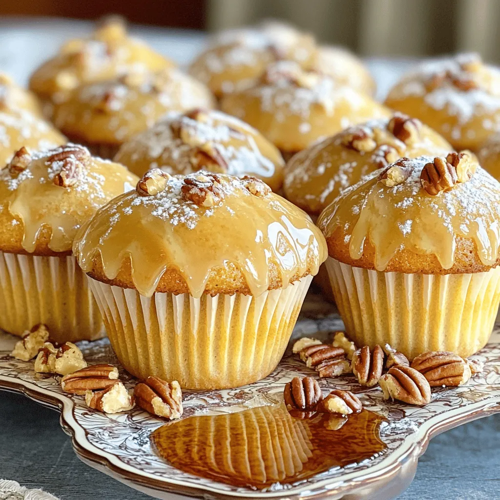 - 1 ½ cups all-purpose flour - 1 teaspoon baking powder - ½ teaspoon baking soda - ¼ teaspoon salt - ½ teaspoon ground nutmeg - ½ teaspoon ground cinnamon - ½ cup granulated sugar - 1 large egg - ½ cup whole milk - ¼ cup unsalted butter, melted - 1 teaspoon vanilla extract - ½ cup pure maple syrup - ½ cup powdered sugar To make the best maple glazed donut muffins, you need to gather your ingredients. Start with the dry ones first. Use all-purpose flour as the base. Baking powder and baking soda help the muffins rise. Salt adds a bit of flavor. Nutmeg and cinnamon give warmth and spice. Finally, granulated sugar sweetens the mix. Next, for the wet ingredients, you will need one large egg. This binds everything together. Whole milk gives moisture, while melted unsalted butter adds richness. Lastly, vanilla extract brings a nice depth of flavor. For the glaze, pure maple syrup is key. It provides that classic maple taste. Powdered sugar thickens it and makes it sweet and smooth. Remember to measure each ingredient carefully. This ensures the muffins rise perfectly and taste fantastic! - Preheat oven to 350°F (175°C). - Prepare muffin tin with liners or nonstick spray. Start by mixing your dry ingredients. In a large bowl, combine: - 1 ½ cups all-purpose flour - 1 teaspoon baking powder - ½ teaspoon baking soda - ¼ teaspoon salt - ½ teaspoon ground nutmeg - ½ teaspoon ground cinnamon - ½ cup granulated sugar Mix these well until they blend together. In another bowl, whisk your wet ingredients. You’ll need: - 1 large egg - ½ cup whole milk - ¼ cup unsalted butter, melted - 1 teaspoon vanilla extract Once you mix the wet ingredients, slowly add them to the dry mixture. Use a spatula to fold the batter gently. Some lumps are okay; don’t overmix! Now it’s time to fill the muffin cups. Divide the batter evenly, filling each cup about three-quarters full. Bake your muffins for 12-15 minutes. Test them by inserting a toothpick in the center. If it comes out clean, they’re done! Let them cool in the pan for five minutes, then move them to a wire rack to cool completely. To make your muffins fluffy, don’t overmix the batter. When you mix the wet and dry ingredients, stop as soon as you see no dry flour. Lumps are fine! Also, make sure all ingredients are at room temperature. This helps the batter blend better and rise well. For a smooth glaze, whisk the maple syrup and powdered sugar together until there are no lumps. This makes the glaze nice and shiny. When you dip the muffins, do it quickly. Dip just the tops and let the extra glaze drip off. This way, you get even coverage. Make your muffins look great on a platter. Sprinkle chopped pecans on top for a nice crunch. You can also drizzle extra maple syrup on them for more sweetness. These muffins pair perfectly with coffee or tea. Enjoy them warm for a cozy breakfast treat! {{image_2}} You can make these muffins even better! Try adding chocolate chips for a sweet burst. Nuts add a great crunch. Walnuts or pecans work well. For a spice twist, add some allspice or clove. These spices add warmth and depth. You can mix and match to find your favorite flavors. If you want a change, try honey or agave for the glaze. They offer a nice twist on the classic maple taste. You can also add citrus zests like lemon or orange. This gives a fresh and bright flavor to the glaze. It’s fun to experiment with different options! Want to make these muffins gluten-free? Use a gluten-free flour blend instead of all-purpose flour. This works well and keeps the taste great. If you prefer a vegan option, replace the egg with a flax egg. Use a non-dairy milk and substitute the butter with coconut oil. These swaps still yield tasty muffins. To keep your maple glazed donut muffins fresh for a few days, store them in an airtight container. This method helps retain their moisture and flavor. If you want to store glazed muffins, place a piece of parchment paper between layers to avoid sticking. This keeps the glaze intact and delicious. If you want to enjoy these muffins later, freezing is a great option. Allow the muffins to cool completely, then wrap each muffin in plastic wrap. Place them in a zip-top freezer bag for extra protection against freezer burn. To thaw, leave them on the counter for a few hours. For a warm treat, simply pop them in the microwave for about 15 seconds. These muffins last about five days at room temperature. However, if you store them in the fridge, they can last up to a week. Always check for signs of spoilage, like an off smell or mold. If you notice any changes in texture or smell, it's best to discard them. Yes, you can make these muffins ahead of time. To store them, place the cooled muffins in an airtight container. They stay fresh for about three days at room temperature. If you want to keep them longer, freeze the muffins. Wrap them tightly in plastic wrap and place them in a freezer bag. They can last up to three months in the freezer. When you're ready to eat, just thaw them in the fridge overnight or let them sit at room temperature for a bit. To reheat, pop them in the microwave for about 15-20 seconds. You can also warm them in an oven at 350°F for about 5 minutes. If you need a substitute for maple syrup, you have a few options. Honey is a great choice and adds a nice sweetness. Agave syrup can work too, offering a similar flavor. For a different twist, you can use corn syrup mixed with a bit of vanilla extract for taste. If you're feeling adventurous, try using caramel sauce for a unique glaze. Just remember to adjust the sweetness to your liking when using these alternatives. Absolutely! Maple glazed donut muffins make a perfect breakfast treat. They are sweet, fluffy, and packed with flavor. Each muffin contains about 180 calories, making them a fun yet satisfying option. They provide a nice balance of carbs and a little protein from the egg and milk. Pair them with a cup of coffee or tea for a delightful morning experience. Enjoy them warm for the best taste! In this blog post, I shared how to make delicious Maple Glazed Donut Muffins. We covered the right ingredients, step-by-step instructions, and helpful tips for baking. I also explored variations and storage advice. These muffins are perfect for breakfast or a sweet treat anytime. Enjoy experimenting with different flavors and glazes. Store them well, and you’ll always have a delightful snack ready. Happy baking!