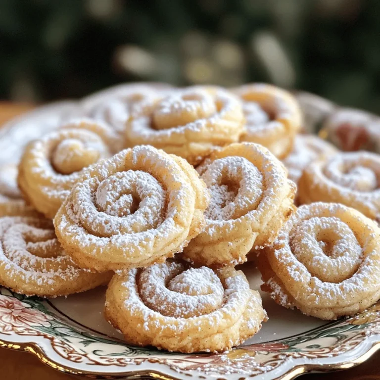 To make these tasty churro inspired cinnamon cookies, you need simple ingredients. Here’s a list of what you will need: - 1 cup unsalted butter, softened - 1 cup granulated sugar - 1 large egg - 1 teaspoon vanilla extract - 2 cups all-purpose flour - 1 teaspoon baking powder - 1/2 teaspoon salt - 2 teaspoons ground cinnamon - 1/4 teaspoon nutmeg - 1/2 cup powdered sugar (for rolling) Each ingredient plays a role. The butter gives a rich taste. Sugar adds sweetness. The egg helps bind everything. Vanilla adds flavor. Flour creates the base. Baking powder helps cookies rise. Salt balances the sweetness. Cinnamon and nutmeg bring warm spice. You can swap some ingredients if needed. For a dairy-free option, use vegan butter. You can replace granulated sugar with coconut sugar for a healthier choice. If you don't have all-purpose flour, use a gluten-free blend. For egg-free cookies, try a flax egg. Just mix 1 tablespoon flaxseed meal with 2.5 tablespoons water and let it sit. To make these cookies, gather these tools: - Large mixing bowl - Measuring cups and spoons - Whisk or mixer - Baking sheet - Parchment paper - Cookie scoop or tablespoon Having the right tools makes the process easier. A good mixer helps blend the butter and sugar. Parchment paper keeps cookies from sticking. A cookie scoop ensures even sizes, leading to even baking. First, preheat your oven to 350°F (175°C). Line a baking sheet with parchment paper. In a large bowl, cream the softened butter and granulated sugar. Use a mixer for about 3 to 4 minutes. The mixture should be light and fluffy. Next, add in one large egg and one teaspoon of vanilla extract. Mix until well combined. Now, in another bowl, whisk together 2 cups of all-purpose flour, 1 teaspoon of baking powder, 1/2 teaspoon of salt, 2 teaspoons of ground cinnamon, and 1/4 teaspoon of nutmeg. Gradually add this dry mix to the butter mixture. Stir until a soft dough forms. Once your dough is ready, scoop tablespoon-sized portions. Roll each portion into a ball. In a shallow dish, mix 1/2 cup of powdered sugar with a teaspoon of cinnamon. Roll each dough ball in this mix until coated. Place the cookie balls on your baking sheet. Make sure to leave about 2 inches between each ball. Gently press down on each ball to flatten it slightly. Bake in your preheated oven for 10 to 12 minutes. The edges should be lightly golden when done. After baking, remove the cookies from the oven. Let them cool on the baking sheet for 5 minutes. Then, transfer them to a wire rack to cool completely. For a special touch, arrange the cookies on a decorative plate. Dust with extra powdered sugar for a nice finish. Serve with warm chocolate sauce for dipping. Enjoy your churro inspired cinnamon cookies! To enhance the flavor of your churro inspired cinnamon cookies, use fresh spices. Ground cinnamon and nutmeg can lose their taste over time. Always check for freshness. I recommend adding a pinch of sea salt to the dough. This small addition balances the sweetness and brings out the flavors. If you like, try mixing in mini chocolate chips for a twist. They add a fun surprise in each bite. One common mistake is overmixing the dough. This can lead to tough cookies. Mix until just combined for the best texture. Another mistake is not chilling the dough. Chilling helps the cookies hold their shape while baking. Be sure to roll them in the sugar mix right before baking. If you let them sit too long, the sugar mixture may not stick well. To get chewy cookies, watch your baking time. Bake just until the edges turn golden. The centers should still look soft. Also, use room-temperature butter. Cold butter can lead to a dry texture. Lastly, don't skip the egg. It adds moisture and helps create that delightful chewiness. Enjoy your baking! {{image_2}} To make chocolate chip churro cookies, start with the base recipe. Add one cup of chocolate chips to the dough. This twist adds rich flavor and creaminess. The chocolate contrasts well with the cinnamon. Bake as directed for a tasty treat. For spicy churro cookies, mix in cayenne pepper. Use one-fourth teaspoon along with the cinnamon. This adds a fun kick to the sweet taste. The heat will surprise and delight your taste buds. Adjust the cayenne to your liking for more or less heat. To create vegan churro cookies, swap the butter and egg with plant-based options. Use one cup of coconut oil and one flax egg. The flax egg is made by mixing one tablespoon of flaxseed meal with three tablespoons of water. This keeps the dough moist and tasty. You can also use almond or oat milk in place of regular milk. Enjoy delicious vegan treats with all the churro flavor! To keep your churro inspired cinnamon cookies fresh, store them in an airtight container. This helps to lock in moisture and flavor. You can layer the cookies with parchment paper to prevent sticking. Keep the container in a cool, dry place. You can freeze these cookies for longer storage. First, let the cookies cool completely. Then, place them in a single layer on a baking sheet. Freeze them for about two hours. After that, transfer the cookies to a freezer-safe bag or container. Make sure to label the bag with the date. These cookies stay fresh for up to one week at room temperature. If kept in the fridge, they can last for up to two weeks. For frozen cookies, use them within three months for best taste. Always check for any signs of spoilage before enjoying your treats. Yes, you can make these cookies gluten-free. Use a 1:1 gluten-free flour blend instead of all-purpose flour. This swap works well in most recipes. Always check the blend for added starch or gum for the best results. If your dough feels too sticky, chill it in the fridge for 30 minutes. Chilling helps firm up the butter, making it easier to handle. You can also add a bit more flour, one tablespoon at a time, until it reaches the right texture. The cookies are done when the edges are lightly golden. They will look set but may seem soft in the center. They will firm up as they cool on the baking sheet. Keep an eye on them during the last few minutes to avoid overbaking. Churro inspired cinnamon cookies are fun to make and share. You’ve learned about key ingredients and easy steps to bake them. I’ve shared tips for great flavor and chewy texture. Don’t forget the fun variations and storage tips to keep them fresh. Enjoy baking these delicious treats! I hope you feel ready to dive in and impress your friends with your tasty cookies.