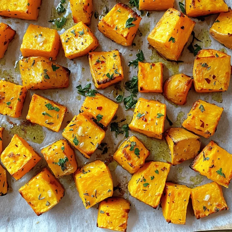 To make Garlic Herb Roasted Sweet Potatoes, you need: - 4 medium sweet potatoes, peeled and cubed - 4 cloves garlic, minced - 3 tablespoons olive oil - 1 teaspoon dried thyme - 1 teaspoon dried rosemary - 1 tablespoon fresh parsley, chopped - Salt and pepper to taste - Optional: 1/4 teaspoon red pepper flakes for a kick If you want to spice it up, consider these options: - Add 1/4 teaspoon of red pepper flakes for heat. - Toss in some chopped onions for sweetness. - Mix in bell peppers for extra color and crunch. You can swap ingredients based on what you have: - Use avocado oil instead of olive oil for a different taste. - Replace dried herbs with fresh herbs for a brighter flavor. - Try using purple sweet potatoes for a unique look and flavor. - If you don’t have sweet potatoes, regular potatoes work too. These choices help you make the dish your own! 1. Start by preheating your oven to 425°F (220°C). This helps the sweet potatoes cook evenly. 2. Peel and cube 4 medium sweet potatoes. Aim for uniform pieces to ensure even cooking. 3. In a large bowl, combine the cubed sweet potatoes, 4 cloves of minced garlic, and 3 tablespoons of olive oil. This mix adds flavor and helps the herbs stick. 4. Sprinkle in 1 teaspoon of dried thyme, 1 teaspoon of dried rosemary, and salt and pepper to taste. If you want heat, add 1/4 teaspoon of red pepper flakes. 5. Toss everything together well. You want the sweet potatoes coated evenly with oil and herbs. 1. Spread the sweet potato mixture on a baking sheet lined with parchment paper. This makes cleanup easier. 2. Roast in the oven for 25-30 minutes. Flip them halfway through for even browning. 3. The sweet potatoes are done when they turn golden brown and feel tender when pierced with a fork. - Make sure to cut the sweet potatoes into similar sizes for even cooking. - Don’t overcrowd the baking sheet; this can cause steaming instead of roasting. - For extra crispiness, leave space between the sweet potato pieces. - Adding fresh parsley after roasting brightens up the dish and adds a fresh flavor. - If you like a bit of spice, adjust the red pepper flakes to your taste. When picking sweet potatoes, look for firm ones. They should have smooth skin and no spots. Medium-sized sweet potatoes work best for this recipe. They cook evenly and get tender quickly. If you find larger ones, cut them into smaller cubes. This helps them roast well. Herbs can make your sweet potatoes pop with flavor. For this dish, I use thyme and rosemary. They add a warm, earthy taste. Fresh parsley at the end gives a bright touch. If you like spice, add red pepper flakes. It adds a nice kick without being too hot. Feel free to mix in other herbs too. Basil or oregano can change the flavor profile. You will need a few tools to make this dish easy. A large mixing bowl helps combine the sweet potatoes and ingredients well. A sharp knife and cutting board are key for cubing the sweet potatoes. Use a baking sheet lined with parchment paper for easy cleanup. A spatula is great for flipping the sweet potatoes during roasting. Lastly, an oven thermometer ensures your oven is at the right temperature. This helps your sweet potatoes cook perfectly. {{image_2}} To make a spicy garlic herb version, add red pepper flakes. Just a 1/4 teaspoon will do. This gives sweet potatoes a nice kick. You can adjust the spice level based on your taste. More flakes mean more heat! Roasting brings out the heat, so be ready for some flavor! You can mix in other veggies for more color and taste. Try bell peppers, carrots, or onions. Chop them into similar sizes as the sweet potatoes. This way, they cook evenly. For protein, add chickpeas or chicken pieces. Toss them in with the sweet potatoes. You’ll end up with a hearty dish! Get creative with herbs! Instead of thyme and rosemary, try oregano or basil. You can also mix dried and fresh herbs. Fresh herbs add a bright flavor. Just remember to add them at the end. This way, they stay fresh and vibrant. The right herbs can make your dish unique! To keep your Garlic Herb Roasted Sweet Potatoes fresh, let them cool first. Place them in an airtight container. Store them in the fridge for up to four days. This keeps them safe and tasty. If you want to keep them longer, use the freezer. When you are ready to eat leftovers, preheat your oven to 350°F (175°C). Spread the sweet potatoes on a baking sheet. Heat for about 10-15 minutes until warm. You can also use the microwave. Just heat them for one to two minutes. If you want to freeze your sweet potatoes, put them in a freezer-safe bag. Make sure to remove all the air. They can stay in the freezer for up to three months. When you want to eat them, thaw them in the fridge overnight. Then, reheat as mentioned above. Enjoy your tasty side dish later! Yes, you can use other potatoes. Regular potatoes work well, too. They may cook a bit differently. Red or Yukon Gold potatoes will give a nice taste. Just cut them into similar sizes. This helps them cook evenly. Sweet potatoes are done when they are golden brown and soft. You can poke them with a fork. If the fork goes in easily, they are ready. The cooking time is about 25-30 minutes at 425°F. Flipping them halfway helps with even cooking. Garlic Herb Roasted Sweet Potatoes pair well with many dishes. They go great with grilled chicken or fish. You can also serve them with a fresh salad. For a vegetarian meal, try them with black beans or quinoa. They add a tasty touch to any plate. This blog post explored how to make Garlic Herb Roasted Sweet Potatoes. We covered the key ingredients, optional add-ons, and substitutes. I shared step-by-step instructions and cooking tips for perfect results. We also discussed choosing the right sweet potatoes and enhancing flavor. Variations allow you to get creative, and I explained how to store leftovers or freeze them. With these ideas, you can enjoy delicious sweet potatoes in many ways. Try them out in your kitchen!