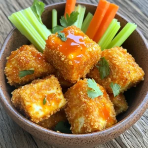 - 1 block firm tofu, pressed and cubed - 1 cup all-purpose flour - 1 cup panko breadcrumbs - 1 teaspoon garlic powder - 1 teaspoon onion powder - 1 teaspoon smoked paprika - Salt and pepper to taste - ½ cup buffalo sauce (adjust to taste) - 1 cup buttermilk (or plant-based milk for vegan version) - Olive oil spray - Dipping sauce suggestions When making crispy buffalo tofu bites, start with the right ingredients. Firm tofu is key. It holds its shape well when cooked and gives that satisfying bite. For coating the tofu, I use all-purpose flour and panko breadcrumbs. Panko adds that extra crunch we all love. Next, the seasoning makes all the difference. I always include garlic powder, onion powder, and smoked paprika. These spices give the tofu a great flavor base. Don't forget to use salt and pepper to enhance everything. For the sauce, buffalo sauce is a must. It brings heat and tang to the dish. If you're going vegan, you can swap buttermilk for plant-based milk. This small change keeps the recipe friendly for everyone. A light olive oil spray helps the tofu crisp up nicely. Lastly, think about dipping sauces. Ranch or blue cheese dressings pair really well with these bites. You can even serve them with veggies like celery and carrots for a classic touch! Pressing Tofu Start by pressing the tofu. Place the block on a plate. Cover it with another plate. Put something heavy on top, like a can or a book. Let it sit for at least 30 minutes. This step removes excess moisture. Drier tofu gets crispier when cooked. Cutting into Cubes Once pressed, take the tofu out. Use a sharp knife to cut it into bite-sized cubes. Aim for about 1-inch pieces. This size helps them cook evenly and stay crispy. Mixing the Dry Ingredients In a shallow bowl, mix the following: - 1 cup all-purpose flour - 1 teaspoon garlic powder - 1 teaspoon onion powder - 1 teaspoon smoked paprika - Salt and pepper to taste Stir well to combine all the flavors. This mix will give your tofu a great taste. Preparing the Buttermilk Coating In another bowl, pour in 1 cup of buttermilk. If you prefer a vegan option, use plant-based milk. This will help the dry mix stick to the tofu. Preheating the Air Fryer Preheat your air fryer to 400°F (200°C) for about 5 minutes. This step is key for getting that crispy texture. Arranging and Cooking the Tofu Bites Now, it's time to coat the tofu. Take each cube and dredge it in the flour mix. Then, dip it into the buttermilk. Lastly, coat it in panko breadcrumbs. Press gently to ensure the coating sticks. Arrange the coated tofu in a single layer in the air fryer basket. Make sure not to overcrowd them. Spray lightly with olive oil spray to enhance crispiness. Air fry the tofu at 400°F for about 15-20 minutes. Flip them halfway through for even cooking. They should turn golden brown and crispy. Enjoy your delicious crispy buffalo tofu bites! To get your tofu bites super crispy, start by pressing the tofu. This step is key. Pressing helps remove water, so the tofu can crisp up nicely. I recommend pressing for at least 30 minutes. Use a clean towel or paper towels to absorb the moisture. Next, use olive oil spray wisely. A light spray on the coated tofu bites ensures they brown evenly. Too much oil can make them soggy, so keep it light. For dipping sauces, buffalo sauce is a classic choice. You can also serve with ranch or blue cheese dressing. These creamy dips balance the heat of the buffalo sauce. Pair your tofu bites with celery and carrot sticks. They add crunch and freshness to your plate. You can also serve them with a simple salad for a complete meal. If your tofu bites turn out soggy, don’t worry! You can fix this. Simply air fry them a bit longer. This extra time will help remove any remaining moisture and add crispiness. If the seasoning is off, just adjust it. Taste the tofu bites after cooking. If they need more flavor, sprinkle with salt or extra buffalo sauce. Adjusting the seasoning can turn a good dish into a great one! {{image_2}} You can change the flavor of your Buffalo Tofu Bites to suit your taste. - Spicy Buffalo Tofu Bites: Add more hot sauce to the buffalo sauce. You can mix in cayenne pepper for extra heat. This version is for those who love a fiery kick. - BBQ Tofu Version: Swap the buffalo sauce for your favorite BBQ sauce. This sweet and tangy version makes a great option for gatherings. The smoky flavor pairs well with tofu. You can easily adjust this recipe to meet your dietary needs. - Vegan Options: Use plant-based milk instead of buttermilk. This simple swap keeps your recipe vegan while ensuring creaminess. - Gluten-Free Alternatives: Substitute all-purpose flour with a gluten-free blend. You can also use gluten-free panko breadcrumbs. This keeps the bites crispy without any gluten. You have choices when it comes to cooking your tofu bites. - Air Fryer vs. Oven Baking: The air fryer gives you crispy tofu in less time. If you use an oven, preheat it to 425°F (220°C). Bake for 25-30 minutes, flipping halfway through for even cooking. - Alternative Cooking Equipment: If you don’t have an air fryer or oven, try a skillet. Heat oil in a pan and fry the tofu bites until golden brown. This method adds flavor but may be less healthy. These variations and adjustments can make your Air Fryer Crispy Buffalo Tofu Bites perfect for any occasion! Refrigeration Tips After you enjoy your crispy buffalo tofu bites, store leftovers in an airtight container. This keeps them fresh and tasty. Place them in the fridge within two hours of cooking. They stay good for about three days. Freezing Tofu Bites For longer storage, you can freeze the tofu bites. Make sure they are fully cooled. Then, lay them flat in a single layer on a baking sheet. Freeze for about an hour until solid. After that, transfer them to a freezer bag. They can last up to three months in the freezer. Best Methods for Reheating To reheat, air frying is the best way to keep them crispy. Preheat your air fryer to 350°F (175°C). Place the tofu bites in a single layer. Heat for about 5-7 minutes, flipping halfway through. You can also use an oven. Preheat it to 375°F (190°C) and bake for about 10 minutes. Avoiding Loss of Crispiness Avoid microwaving, as it makes the tofu soggy. If you must use a microwave, use a paper towel to absorb moisture. This trick helps a little, but air frying is best for crispiness. How Long Do They Last? When stored properly, crispy buffalo tofu bites last about three days in the fridge. In the freezer, they can stay good for up to three months. Always check for any off smells or changes in texture before eating. Enjoy your tasty bites while they are fresh! Can I use extra-firm tofu? Yes, you can use extra-firm tofu. It holds its shape well. Press it like firm tofu to remove excess water. This helps make the bites crispier. How to make buffalo sauce from scratch? To make buffalo sauce, mix equal parts hot sauce and melted butter. You can add garlic powder or cayenne for extra flavor. Adjust to your taste preference. Can I use a different breading? Absolutely! You can use crushed cornflakes or almond flour for a gluten-free option. Both will give a nice crunch. How to make this recipe without buttermilk? You can replace buttermilk with plant-based milk mixed with vinegar. Let it sit for a few minutes to thicken. This works great for a vegan option. What are the health benefits of tofu? Tofu is high in protein and low in calories. It contains all nine essential amino acids. It's also rich in iron and calcium, making it a smart choice for many diets. Are these tofu bites suitable for meal prep? Yes, these tofu bites are great for meal prep. They store well in the fridge. Just reheat them in the air fryer to keep them crispy. In this post, we explored how to make crispy air fryer tofu bites. You learned about the main ingredients like firm tofu, panko breadcrumbs, and garlic powder. We covered the step-by-step instructions, tips for getting them crispy, and tasty variations. Remember, pressing tofu and using the right oil makes a big difference. These bites are flexible and great for any meal. Enjoy making your own tasty snacks!
