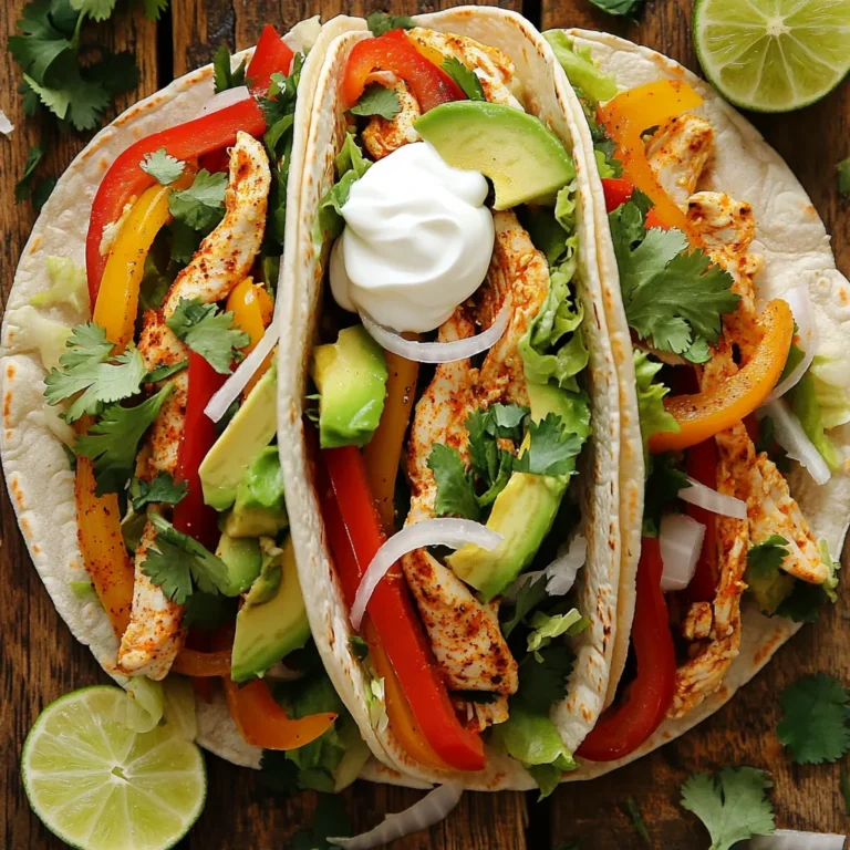 For your Spicy Cajun Chicken Tacos, gather these key items: - 2 chicken breasts, thinly sliced - 1 tablespoon olive oil - 1 bell pepper, sliced (any color) - 1 medium onion, sliced - 8 small corn or flour tortillas - 1 cup shredded lettuce - ½ cup diced tomatoes - ¼ cup chopped fresh cilantro - 1 avocado, sliced These ingredients form the tasty base of our tacos. The chicken gives protein, while the veggies add color and crunch. The magic comes from these seasonings: - 2 tablespoons Cajun seasoning Cajun seasoning is key. It packs a spicy punch and adds depth. This mix usually includes paprika, cayenne, garlic, and more. It makes every bite exciting! Don't forget these garnishes for extra flavor: - ¼ cup sour cream or Greek yogurt - Lime wedges for serving Sour cream or yogurt adds creaminess. Lime wedges give that fresh zing. Together, they elevate your tacos to a whole new level! Start by slicing the chicken breasts thinly. Place them in a bowl. Add two tablespoons of Cajun seasoning. Toss the chicken well to coat each piece. This step gives the chicken a bold flavor. Heat one tablespoon of olive oil in a large skillet. Set the heat to medium-high. Add the seasoned chicken and let it cook for 5 to 7 minutes. Stir occasionally until the chicken is fully cooked and slightly browned. Once the chicken is done, add the sliced bell pepper and onion. Cook for another 3 to 4 minutes. The vegetables should become tender and vibrant. While the chicken and vegetables are cooking, warm the tortillas. You can use a dry skillet or microwave. Once they are warm, it's time to assemble. Place a generous amount of the chicken and veggie mix on each tortilla. Top with shredded lettuce, diced tomatoes, and sliced avocado. Add a dollop of sour cream or Greek yogurt for creaminess. Finally, garnish with chopped fresh cilantro. Serve with lime wedges for a zesty finish. Enjoy your Spicy Cajun Chicken Tacos! To cook the chicken just right, start with thin slices. This helps it cook fast. Toss the chicken in Cajun seasoning. Make sure every piece is coated well. Heat olive oil in your skillet over medium-high heat. Add the seasoned chicken and let it sizzle. Cook for 5-7 minutes until it’s brown and cooked through. Stir the chicken often to prevent sticking. The goal is juicy and flavorful chicken every time. For these tacos, choose either corn or flour tortillas. Corn tortillas add a nice texture. They are gluten-free, too. Flour tortillas are soft and easy to fold. Warm your tortillas before using them. This makes them more pliable and tasty. You can heat them in a dry skillet or microwave for a few seconds. Warm tortillas bring the whole dish together. Toppings can take your tacos to the next level. I love adding shredded lettuce for crunch. Diced tomatoes add freshness and color. Sliced avocado brings creaminess to each bite. Don’t forget the sour cream or Greek yogurt; it cools the heat. Fresh cilantro adds a pop of flavor. Finally, squeeze some lime over the top for a zesty finish. These toppings make every bite a delight! {{image_2}} You can switch the chicken for other meats. Try shrimp, steak, or turkey. Each offers a new taste. Just remember to season them well. For shrimp, cook until they turn pink. For steak, use thin slices and cook to your liking. Turkey works best if you use ground meat. Adjust cooking times for each protein type. If you want a meat-free meal, use a mix of veggies. You can add mushrooms, zucchini, or eggplant. These veggies soak up the Cajun flavor nicely. Another great choice is black beans or lentils for protein. Season them like you would the chicken. This way, you keep the meal hearty and exciting! Want to change the spice level? Use mild Cajun seasoning for less heat. You can also add lime juice for a fresh twist. For a smoky flavor, try adding smoked paprika. If you love heat, toss in some diced jalapeños or hot sauce. Each change makes the dish unique to your taste. You can store leftover Spicy Cajun Chicken Tacos in an airtight container. Keep them in the fridge. They stay fresh for up to three days. Make sure the tacos are cool before sealing the container. To keep everything crisp, store the toppings separately. If you want to freeze the tacos, wrap them well in plastic wrap. Then, place them in a freezer-safe bag. They can stay in the freezer for up to three months. When you're ready to eat, thaw them overnight in the fridge. To reheat tacos, you have a few options. You can use the microwave. Just place them on a plate and heat for 30 seconds. You can also use a skillet. Heat it over medium heat and warm the tacos for about two minutes on each side. This keeps the tortillas nice and soft. If you stored the toppings separately, add them after reheating. Enjoy your meal again! Cajun seasoning blends many spices. Common spices include paprika, garlic powder, onion powder, black pepper, and thyme. Some mixes also add cayenne pepper for heat. You can buy it or make your own by mixing these spices together. It adds a bold flavor to dishes. Yes, you can use different tortillas! Corn and flour tortillas both work well. You can also try whole wheat or spinach tortillas for a twist. Just warm them up before filling. This makes them soft and easy to fold, perfect for tacos. The spice level in these tacos comes from the Cajun seasoning. If you like heat, they will be great for you. If you want less spice, use less seasoning or try a milder mix. You can also serve with sour cream to cool it down. This guide covers all you need for tasty Spicy Cajun Chicken Tacos. We explored the best ingredients, from chicken to spices and garnishes. I shared easy steps for prepping, cooking, and assembling. Plus, I gave tips on how to cook chicken perfectly and select the right tortillas. We even touched on variations for protein and flavors, storage info, and answered key questions. With these ideas, you can make delicious tacos any time. Enjoy your cooking and feel free to get creative!