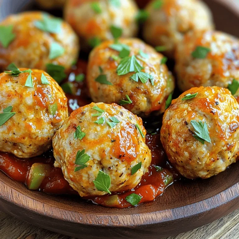 To make these tasty meatballs, you’ll need: - 1 lb ground turkey - 1/2 cup breadcrumbs - 1/4 cup grated Parmesan cheese - 1/4 cup finely chopped green bell pepper - 1/4 cup finely chopped onion - 2 cloves garlic, minced - 1 large egg - 1 tablespoon Cajun seasoning - 1 teaspoon smoked paprika - 1/2 teaspoon cayenne pepper (adjust to taste) - Salt and pepper to taste - 2 tablespoons fresh parsley, chopped (for garnish) - 1 cup marinara sauce (for serving) You will need a few simple tools to make cooking easy: - Mixing bowl - Baking sheet - Parchment paper - Small saucepan - Whisk - Measuring cups and spoons Choosing fresh ingredients makes a big difference. Here are some tips: - Ground Turkey: Look for lean ground turkey to keep it healthy. - Breadcrumbs: Use plain breadcrumbs for better flavor. - Cheese: Go for fresh Parmesan for the best taste. - Veggies: Choose bright, firm bell peppers and onions. Fresh garlic adds more flavor. - Spices: Use fresh spices for stronger flavor. Always check the expiration dates. By following these tips, you can ensure your meatballs taste great and are full of flavor! Start by preheating your oven to 400°F (200°C). This step is key for even cooking. Line a baking sheet with parchment paper. In a large mixing bowl, add the ground turkey, breadcrumbs, grated Parmesan, chopped green bell pepper, chopped onion, and minced garlic. These ingredients blend together to create a tasty mix. In another small bowl, whisk the egg, Cajun seasoning, smoked paprika, cayenne pepper, salt, and pepper. This egg mixture adds moisture and flavor to the meatballs. Pour the egg mix into the turkey mix. Use a fork or your hands to mix everything well. Now, it’s time to shape the mixture into meatballs. Use your hands to take a small amount of the mix. Roll it into a golf ball-sized meatball. Place each meatball on the lined baking sheet. Make sure they have space between them for even cooking. This recipe makes about 20 meatballs, which is perfect for a meal or leftovers. Place the baking sheet in your preheated oven. Bake the meatballs for about 20 minutes, or until they turn a nice golden brown. You can check if they’re done by cutting one open. It should not be pink inside. While the meatballs bake, heat the marinara sauce in a small saucepan over low heat. Once the meatballs are ready, take them out and let them cool for a few minutes. Serve the meatballs with the warmed marinara sauce drizzled on top. Don’t forget to sprinkle some fresh parsley for a pop of color! To make great meatballs, use fresh ingredients. Fresh herbs and veggies give a lot of flavor. Mix gently; over-mixing makes them tough. Aim for golf ball sizes for even cooking. Bake at 400°F for 20 minutes. This gives a nice brown color. If you like heat, add more cayenne. Start with a pinch, then taste. If you want it milder, skip the cayenne or reduce it. You can also balance spice with creamy sauces or sides. For a sweet taste, add chopped bell peppers. Don’t skip the egg. It holds the meatballs together. Avoid using too much breading; it makes them dry. Also, don’t crowd the baking sheet. This can cause steaming, not baking. Let them cool a bit before serving. This helps all the flavors blend. {{image_2}} You can make these meatballs lighter. Use ground chicken or lean ground beef instead of turkey. You can also swap breadcrumbs for oats or crushed whole grain crackers. For less cheese, try reducing the Parmesan or using a low-fat version. You can even add grated zucchini for more veggies without changing the taste much. If you want to switch things up, change the spices! For a sweeter touch, add some brown sugar or honey. To make them smokier, increase the smoked paprika. If you love heat, add more cayenne or even some chopped jalapeños. For a fresh taste, mix in some chopped fresh herbs like cilantro or basil. While marinara is great, there are many other ways to serve these meatballs. Try them with a creamy Alfredo sauce for a rich twist. You could also pair them with a tangy barbecue sauce for a Southern flair. For a lighter meal, serve them over a bed of greens or in a wrap with fresh veggies. To store leftover meatballs, let them cool first. Place them in an airtight container. You can keep them in the fridge for up to three days. Make sure to label the container with the date. This way, you remember when you made them. If you want to freeze these meatballs, let them cool completely. Arrange them in a single layer on a baking sheet. Freeze them for about two hours. Once frozen, transfer them to a freezer-safe bag. They will last up to three months in the freezer. Remember to write the date on the bag. To reheat meatballs, use the oven for the best taste. Preheat your oven to 350°F (175°C). Place the meatballs on a baking dish and cover with foil. Heat for about 15-20 minutes until warmed through. You can also microwave them for a quicker option. Just make sure to cover them to keep them moist. Enjoy your flavorful meatballs again! You can tell turkey meatballs are done by checking their internal temperature. Use a meat thermometer. The meatballs should reach 165°F (74°C). They should also look brown on the outside. Cut one open to check if it's no longer pink inside. Yes, you can use ground chicken instead of turkey. The flavor will change a bit. Ground chicken can be leaner, so keep that in mind. Adjust cooking time if needed. You can serve these meatballs with many sides. Some great options are: - Spaghetti or pasta - Rice or quinoa - A fresh green salad - Roasted vegetables - Garlic bread The spice level depends on the amount of cayenne pepper you use. A half teaspoon gives a nice kick. If you want less heat, use less cayenne. Taste the mixture before baking to get it just right. Yes, you can make these meatballs ahead of time. Prepare them and store them in the fridge for up to two days. You can also freeze them for up to three months. Just thaw them before cooking. These Spicy Cajun Turkey Meatballs are a tasty treat. We covered what you need to make them, from choosing great ingredients to using the right tools. The step-by-step guide helps you mix, form, and bake them perfectly. Remember, adjusting spice levels and avoiding mistakes is key to success. Try different flavors and healthier swaps for fun. Store leftovers properly and reheat them right for tasty meals later. Enjoy your cooking adventure and share these good meals with friends and family!