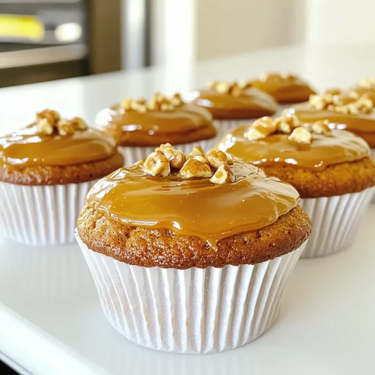 - 1 ½ cups all-purpose flour - 1 teaspoon baking powder - 1 teaspoon baking soda - ½ teaspoon salt - 1 teaspoon ground cinnamon - ½ teaspoon ground nutmeg - ½ teaspoon ground ginger - ½ cup granulated sugar - ½ cup brown sugar, packed - 1 cup pumpkin puree - ½ cup vegetable oil - 2 large eggs - 1 teaspoon vanilla extract - ½ cup chopped walnuts or pecans - ½ cup caramel sauce (for drizzling) - Whipped cream (for garnish) Gathering the right ingredients makes a huge difference in baking. For these pumpkin cupcakes, I use all-purpose flour as the base. The baking powder and baking soda help the cupcakes rise. A mix of spices gives them that warm fall flavor. I love using cinnamon, nutmeg, and ginger because they pair well with pumpkin. For the wet ingredients, I mix granulated sugar and brown sugar. The brown sugar adds a nice caramel flavor. Pumpkin puree is key for moisture and a rich taste. Vegetable oil keeps the cupcakes soft. I also add eggs and vanilla extract to enhance the flavor. If you want a crunch, consider adding chopped walnuts or pecans. You can also drizzle caramel sauce on top for a sweet touch. Whipped cream makes a lovely topping if you want to go the extra mile. This combination of ingredients creates delightful pumpkin cupcakes you will love. - Preheat your oven to 350°F (175°C). - Line a muffin tin with cupcake liners. - In a medium bowl, sift together these dry items: - 1 ½ cups all-purpose flour - 1 teaspoon baking powder - 1 teaspoon baking soda - ½ teaspoon salt - 1 teaspoon ground cinnamon - ½ teaspoon ground nutmeg - ½ teaspoon ground ginger Sifting helps mix the ingredients and makes the cupcakes fluffy. - In a large bowl, whisk together: - ½ cup granulated sugar - ½ cup brown sugar - 1 cup pumpkin puree - ½ cup vegetable oil - 2 large eggs - 1 teaspoon vanilla extract Whisk until everything blends well. This step is key for flavor. - Gradually add the dry mix to the wet mix. Stir gently until just combined. It's okay to have a few lumps. If you want nuts, fold in ½ cup of chopped walnuts or pecans now. - Divide the batter evenly among the cupcake liners, filling each about two-thirds full. - Place the muffin tin in the oven. Bake for 18-20 minutes. - To check if they're done, insert a toothpick into the center. If it comes out clean, they’re ready. After baking, let the cupcakes cool in the tin for 5 minutes. Then, move them to a wire rack. Let them cool completely before drizzling with caramel sauce. Enjoy the sweet smell as you prepare for the next step! To make sure your pumpkin cupcakes turn out great, avoid overmixing the batter. Mix just until the dry and wet ingredients come together. A few lumps are fine. This keeps your cupcakes light and fluffy. Also, ensure that all your ingredients are at room temperature. Room temp eggs and oil mix better, giving a smoother batter. For the best caramel drizzle, warm your caramel sauce slightly before using it. This helps it flow smoothly over the cupcakes. Choose a sauce that is rich and thick. Store-bought caramel can work well, but homemade is often the best choice. You can find easy recipes online to make your own. Get creative with your toppings! You can sprinkle chopped walnuts or pecans for crunch. A dollop of whipped cream on top adds creaminess and looks nice. For extra flair, use a sprinkle of cinnamon or even edible glitter. These details make your cupcakes not just tasty but also beautiful! {{image_2}} To make gluten-free pumpkin cupcakes, swap out all-purpose flour for gluten-free flour. Many brands work well, but I recommend Bob’s Red Mill or King Arthur. Both provide great texture and taste. Make sure to check for cross-contamination if you have a severe allergy. For vegan pumpkin cupcakes, you can replace eggs with unsweetened applesauce or flax eggs. Use 1/4 cup of applesauce per egg or mix one tablespoon of flaxseed meal with three tablespoons of water for each egg. Choose almond milk or coconut milk as dairy alternatives. Keep an eye on baking time; it may change slightly, so test with a toothpick. You can add fun twists to your cupcakes. Throw in chocolate chips for a rich flavor or spices like allspice and cloves for warmth. For frosting, try a cream cheese frosting or a simple vanilla buttercream. These choices can make your cupcakes feel unique and special! To keep your pumpkin cupcakes fresh, store them in an airtight container. This helps trap moisture and keeps them soft. Place a paper towel inside the container. It will absorb extra moisture and prevent sogginess. Avoid stacking the cupcakes directly on top of each other. This can cause them to lose their shape or get squished. If you want to freeze your cupcakes, let them cool completely first. Wrap each cupcake tightly in plastic wrap. Then, place them in a freezer-safe bag or container. This keeps them fresh for up to three months. When you're ready to enjoy them, take out the cupcakes. Thaw them on the counter for about an hour. If you like them warm, pop them in the microwave for 10-15 seconds. At room temperature, your pumpkin cupcakes last about three days. If you put them in the fridge, they can last up to a week. Freezing them is the best way to keep them for longer. Remember, the flavor and texture stay best when frozen. Enjoy these treats at any time! You can tell the cupcakes are done by checking a few signs: - The tops look firm and lightly golden. - A toothpick inserted in the center comes out clean. - The edges start to pull away from the liners. If you see these signs, your cupcakes are ready to enjoy! Yes, you can make the batter ahead of time. Here’s how: - Mix the wet and dry ingredients as usual. - Store the batter in the fridge for up to 24 hours. - Stir the batter gently before baking. This way, you save time and still get fresh cupcakes! If you don't have pumpkin puree, try these alternatives: - Use mashed sweet potatoes for a similar taste. - Applesauce can work as a sweet and moist option. - Butternut squash puree also makes a great substitute. Each option brings a unique flavor and texture to your cupcakes! This blog post explored making delicious pumpkin cupcakes, covering ingredients, preparation, and storage. We discussed dry and wet ingredients, optional add-ins, and even gluten-free and vegan options. Remember our tips for baking without sogginess and how to store extras. Baking can be fun; feel free to experiment with flavors and toppings. Enjoy your time in the kitchen, and savor each bite of your tasty creations. Happy baking!
