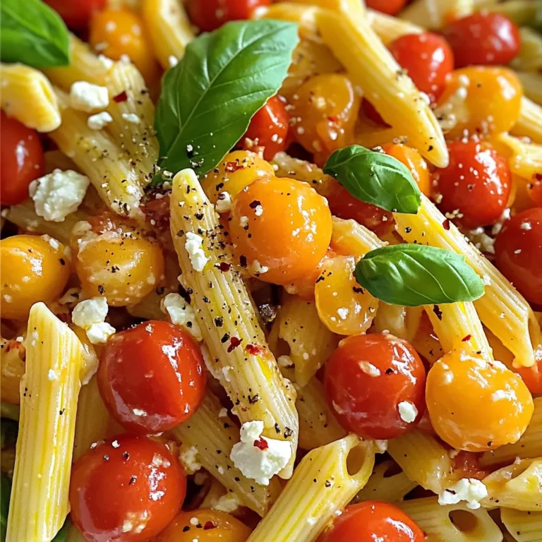- 200g pasta of your choice (penne or fusilli) - 200g feta cheese - 400g cherry tomatoes - 4 cloves garlic, minced - 1 teaspoon dried oregano - 1 tablespoon olive oil - Salt and pepper, to taste - Red pepper flakes (optional, for heat) For this TikTok Baked Feta Tomato Pasta, you need a few key items. First, choose your pasta. Penne or fusilli works great for this dish. Next, you will need feta cheese. It brings that creamy texture we all love. Cherry tomatoes are another must-have. Their sweetness adds depth to the dish. Don't forget the garlic! Minced garlic enhances the flavors beautifully. Seasoning is key as well. Dried oregano gives a nice touch. Olive oil adds richness. Finally, salt and pepper enhance all the flavors. If you like some heat, add red pepper flakes. Gather these ingredients, and you're ready for a delicious meal! 1. Preheat the oven: Set your oven to 200°C (400°F). This heat helps the tomatoes burst and the feta soften. 2. Assemble ingredients: Grab a large oven-safe baking dish. Place the cherry tomatoes and the block of feta in the center. 1. Add olive oil and spices: Drizzle olive oil over the tomatoes and feta block. Add minced garlic, dried oregano, salt, and pepper. Toss the tomatoes gently. This mixes the flavors well. 2. Bake: Place the baking dish in the oven. Bake for 25-30 minutes. You want the tomatoes to burst and the feta to turn golden. 1. Cook pasta: While the feta and tomatoes bake, cook 200g of pasta in salted water. Follow the package’s instructions until it's al dente. Drain the pasta but save a little water. 2. Mix: Once your baking time is done, take the dish out. Use a fork to mash the baked feta and burst tomatoes together. If it's too thick, add a splash of the reserved pasta water. 3. Combine: Toss the cooked pasta into the baking dish. Stir well to coat the pasta evenly with the creamy tomato-feta mix. To get the best creaminess in your TikTok Baked Feta Tomato Pasta, follow these tips: - Using reserved pasta water: This water is starchy and helps make the sauce smooth. After cooking your pasta, save a cup of this water. Add it slowly to the feta and tomatoes when you mash them. This step helps you reach the perfect texture. - Proper mashing technique for feta and tomatoes: Once your feta and tomatoes are baked, use a fork to mash them together. Press down firmly to blend them well. This mixing creates a creamy sauce that clings to your pasta, making every bite delicious. Cooking your pasta right is key to a tasty dish. Here are some helpful tips: - Salting water for best flavor: Always salt your pasta water. This step enhances the pasta’s flavor. Use about one tablespoon of salt for every four liters of water. It makes a big difference! - Cooking to al dente texture: Cook your pasta until it's just firm. This texture is called "al dente." Follow the package instructions and taste a piece a minute before the time is up. You want it to have a slight bite to it. How you serve your pasta can elevate the dish. Here are some ideas: - Garnishing options: Fresh basil leaves add a pop of color and flavor. Sprinkle them on top after serving. You can also add red pepper flakes for a bit of heat if you like spice. - Accompaniments for the dish: This pasta pairs well with a simple green salad or crusty bread. Both make great sides. They add freshness and balance the richness of the creamy pasta. {{image_2}} You can swap feta cheese for dairy-free cheese if you want. This keeps the dish tasty. Look for brands that melt well. For veggies, add bell peppers, zucchini, or spinach. These add color and flavor. Want to boost the flavor? Add cooked chicken or shrimp. They bring protein and make the dish hearty. You can also use fresh herbs like thyme or rosemary. They add a nice twist. Try different spices too, like paprika or cumin, for a fun kick. To make it plant-based, just skip the feta. Instead, use nutritional yeast. It adds a cheesy flavor without dairy. You can also add more veggies like mushrooms or kale for a nutrient boost. This way, everyone can enjoy this tasty pasta. After enjoying your TikTok Baked Feta Tomato Pasta, you might have some leftovers. To keep them fresh, follow these tips: - Use an airtight container: This helps prevent moisture loss and keeps flavors intact. - Cool the pasta first: Let it cool to room temperature before sealing. This avoids condensation inside the container. For best results, eat the leftovers within 3 to 5 days. This keeps the dish safe and tasty. Reheating your pasta can be easy if you follow these methods: - Microwave: Place your pasta in a microwave-safe dish. Add a splash of water to keep it moist. Cover it with a lid or a damp paper towel. Heat in short bursts until hot. - Stovetop: Heat a skillet over low heat. Add the pasta and a bit of olive oil or water. Stir gently until hot. This method helps keep the texture nice. To avoid changing the texture, don’t use high heat. This can make the pasta dry or mushy. If you want to keep your TikTok Baked Feta Tomato Pasta for longer, freezing is an option. Here’s how: - Cool it down: Let the pasta cool completely before freezing. This helps keep its flavor. - Use freezer-safe bags or containers: Remove as much air as you can before sealing. This prevents freezer burn. You can freeze the pasta for up to 3 months. When you’re ready to eat, thaw it in the fridge overnight. To reheat, follow the stovetop method for best results. Enjoy your meal! You can store the TikTok Baked Feta Tomato Pasta in the fridge for up to three days. Make sure to keep it in an airtight container. This helps keep the flavors fresh. If you want to enjoy it longer, consider freezing it. Yes, you can make this dish ahead of time. Cook the pasta and bake the feta and tomatoes. Let them cool and store separately in the fridge. When you are ready to eat, combine them and heat gently. This method saves you time for busy days. You can serve this pasta with a simple salad or garlic bread. A fresh green salad adds crunch. Garlic bread makes a great side for dipping. You can also pair it with grilled chicken for more protein. Enjoy these sides to balance your meal! The TikTok Baked Feta Tomato Pasta is easy to make and delicious. We explored the ingredients, steps, and tips to create this creamy dish. Remember, using the right pasta and cooking it al dente is key. Experiment with variations like adding protein or making it vegan. Store leftovers properly and reheat to keep the texture. This dish is perfect for any meal and sure to impress. Enjoy your cooking journey with this tasty recipe!