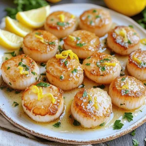 - 1 lb sea scallops, cleaned and patted dry - 4 tablespoons unsalted butter - 4 cloves garlic, minced - Juice and zest of 1 large lemon - 1 tablespoon fresh parsley, chopped - Salt and pepper to taste - Lemon wedges for garnish Using high-quality ingredients makes a big difference in flavor. Fresh sea scallops have a sweet taste and tender texture. Look for scallops that are firm and well-cleaned. Fresh garlic adds a strong, rich flavor. Choose a bright, juicy lemon for the best zest and juice. Quality butter enhances the sauce's creaminess. When you use fresh and good ingredients, your dish will shine. If you can't find sea scallops, you can use bay scallops. They are smaller but still tasty. For a dairy-free option, try using olive oil instead of butter. You can replace fresh garlic with garlic powder, but the taste will be milder. If you don’t have lemon, lime juice works well too. Fresh parsley can be swapped with other herbs like basil or cilantro. Enjoy experimenting with these variations! Start by cleaning the scallops. Use fresh sea scallops for the best taste. Pat them dry with paper towels. This step helps them sear well. If they are wet, they will steam instead of sear. Take a large skillet and place it on the stove. Heat it over medium-high heat. Add 2 tablespoons of unsalted butter. Wait until the butter melts and starts to bubble. This tells you the pan is hot enough for the scallops. Now, season the scallops with salt and pepper. It is important to season them well. Place the scallops in the hot pan without crowding them. Sear each side for about 2-3 minutes. You want them golden brown and opaque. Once done, remove them from the pan and keep them warm. In the same skillet, lower the heat to medium. Add the remaining 2 tablespoons of butter. Once the butter melts, add the minced garlic. Sauté for about 1 minute, but watch closely. You don’t want the garlic to burn, as it can taste bitter. Next, add the lemon juice and zest to the skillet. Stir well to mix all the flavors. Let the sauce simmer for one more minute. Then, return the scallops to the skillet. Toss them gently in the garlic butter sauce to coat them nicely. For the final touch, plate the scallops. Drizzle them with the lemon garlic butter sauce. Garnish with chopped parsley for color and flavor. Add lemon wedges on the side for a fresh touch. Enjoy your beautiful, tasty dish! To get a great sear, use dry scallops. Pat them with a paper towel. Heat your pan until it’s hot. Use a mix of butter and oil for flavor and high heat. Place scallops in the pan without crowding. This helps them cook evenly. Sear each side for 2-3 minutes. You want a golden crust. Don’t skip drying the scallops. Wet scallops won't sear well. Watch the heat; too high can burn them. If your scallops stick, they aren’t ready to flip. Use a thin spatula for gentle turning. Overcooking makes scallops tough. They should be opaque and tender when done. You can add herbs like thyme or basil for depth. A sprinkle of red pepper flakes gives a nice kick. Try adding a splash of white wine to the butter sauce for extra flavor. Capers or sun-dried tomatoes also add a new twist. Don’t forget lemon wedges for serving; they brighten the dish. {{image_2}} You can enhance the taste of your scallops by adding herbs. Fresh thyme or basil work well. Try dill for a fresh twist. You can mix and match herbs based on your taste. Just chop them fine and add them to the garlic butter sauce. This can boost the flavor and make the dish feel new. Adding vegetables can turn your scallops into a full meal. Think about sautéing spinach or asparagus in the same pan. Just add them after you sear the scallops. They will soak up that yummy garlic butter flavor. You can also serve the scallops on a bed of mixed greens. This adds color and nutrition to your dish. You don’t have to stick to pan-searing. Grilling scallops gives them a nice smoky flavor. Just remember to soak wooden skewers if you use them. Broiling is another great option. It cooks the scallops quickly and gives them a nice char. Keep an eye on them, as they can cook fast. Each method brings out a different taste in the scallops. Experiment with what you like best! To keep your leftover scallops fresh, place them in an airtight container. Make sure they are completely cooled before sealing the container. Store them in the fridge for up to two days. If you want to keep them longer, freezing is a good option. Reheating scallops can be tricky. To avoid drying them out, use low heat. Place the scallops in a skillet with a bit of butter or oil. Heat them slowly on medium-low heat for about 3-4 minutes. You can also add a splash of lemon juice for extra flavor and moisture. If you want to freeze scallops, make sure they are fresh and clean. Pat them dry and place them in a single layer on a baking sheet. Freeze them for about an hour, then transfer them to a freezer bag. Remove as much air as possible to prevent freezer burn. Frozen scallops can last for up to three months. You cook scallops for about 2-3 minutes on each side. They should turn golden brown. The center should look opaque and feel firm. Do not overcook them. Overcooked scallops can become tough and rubbery. Yes, you can use frozen scallops. Just make sure to thaw them completely before cooking. Pat them dry with paper towels to remove excess moisture. This helps achieve a nice sear. Lemon Garlic Butter Scallops pair well with several side dishes. Here are some ideas: - Creamy risotto - Garlic bread - Steamed vegetables - Fresh salad - Mashed potatoes These sides complement the scallops and enhance the overall meal. Scallops are done when they are golden brown on the outside. The inside should be opaque and firm to the touch. If they feel soft or mushy, they need more time. Use a timer to avoid overcooking. In this post, we explored making Lemon Garlic Butter Scallops. We discussed key ingredients, how to prepare and cook scallops, and tips for best results. You also learned about variations to add excitement to this dish and storage options for leftovers. Cooking scallops can be easy and fun. With the right ingredients and methods, you can make a delicious meal at home. Enjoy your cooking and impress your friends and family with your skills!