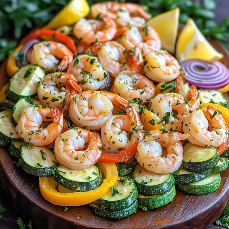 To make this tasty dish, you need: - 1 pound large shrimp, peeled and deveined - 2 medium zucchinis, sliced into half-moons - 1 bell pepper, sliced (any color) - 1/2 red onion, sliced - 3 tablespoons olive oil - 2 tablespoons fresh lemon juice - Zest of 1 lemon - 3 cloves garlic, minced - 1 tablespoon fresh parsley, chopped - 1 teaspoon dried oregano - Salt and pepper to taste These ingredients blend to create a bright and fresh flavor. The shrimp cook quickly and soak up the lemon and herbs. Feel free to get creative! You can add: - Cherry tomatoes for a burst of sweetness - Asparagus for extra crunch - Baby spinach for added nutrition - Red pepper flakes for a bit of heat These add-ins can make the dish even more fun and flavorful. To make your cooking easy, gather these tools: - Large mixing bowl - Whisk for mixing the marinade - Baking sheet for roasting - Spatula for tossing ingredients Having the right tools makes cooking smooth. You will enjoy making this dish more! First, gather all your ingredients. You will need: - 1 pound large shrimp, peeled and deveined - 2 medium zucchinis, sliced into half-moons - 1 bell pepper, sliced (any color) - 1/2 red onion, sliced - 3 tablespoons olive oil - 2 tablespoons fresh lemon juice - Zest of 1 lemon - 3 cloves garlic, minced - 1 tablespoon fresh parsley, chopped - 1 teaspoon dried oregano - Salt and pepper to taste Next, preheat your oven to 425°F (220°C). In a large bowl, mix olive oil, lemon juice, lemon zest, minced garlic, chopped parsley, oregano, salt, and pepper. Whisk the mixture well. Now, add the shrimp, zucchini, bell pepper, and red onion to the bowl. Toss everything together so the marinade coats all the ingredients evenly. This step adds great flavor. Spread the shrimp and veggies out on a large baking sheet. Make sure they are in a single layer. This helps them cook evenly. Place the baking sheet in your preheated oven. Bake for about 12 to 15 minutes. You will know they are done when the shrimp turn pink and opaque, while the veggies become tender. Once done, take the sheet out of the oven. Let it cool for a minute before serving. For a beautiful presentation, serve the dish on a large platter. You can garnish it with extra fresh parsley and lemon wedges. This adds color and freshness. Enjoy this dish with rice or crusty bread for a complete meal. To cook shrimp just right, focus on timing. Shrimp cooks fast. Bake them for 12-15 minutes. Look for a pink color and an opaque look. Overcooked shrimp turn rubbery. So, keep an eye on them! If you’re unsure, take one out and cut it open. It should be white inside. For added flavor, use fresh herbs. Fresh parsley gives a bright taste. You can also add basil or thyme. If you want more zing, add a pinch of red pepper flakes. This will give your dish a mild heat. Squeeze more lemon juice on top just before serving. This boosts the flavor even more. Veggies need attention too. Slice the zucchini and bell pepper evenly. This helps them cook at the same speed. Aim for tender, not mushy. Baking at 425°F (220°C) helps caramelize them. If you want a bit of crunch, check them a few minutes early. You can even broil them for the last minute. This adds a nice char. {{image_2}} You can swap out the zucchini for other veggies. Try yellow squash for a sweeter taste. Broccoli florets add a nice crunch. Cherry tomatoes burst with flavor when roasted. Carrots bring a lovely color and sweetness. Feel free to mix and match your favorites. Just remember to slice them so they cook evenly. Want more flavor? Add spices to the mix. A pinch of red pepper flakes gives heat. Smoked paprika adds a great depth. You could also toss in some cumin for earthiness. If you like herbs, fresh basil or dill works well too. Experiment with what you enjoy for a unique twist. This dish is naturally gluten-free! All the ingredients are safe for gluten-free diets. Just double-check any pre-made sauces or spices. If you want a crunchy topping, try gluten-free breadcrumbs. They add a nice texture without the gluten. Enjoy this meal worry-free while savoring every bite. To keep your leftovers fresh, place them in an airtight container. Make sure to cool the dish to room temperature first. You can store it in the fridge for up to 3 days. If you have a lot left, consider dividing it into smaller portions. This makes it easier to reheat later. Reheat leftovers in the oven or microwave. For the oven, preheat to 350°F (175°C). Spread the shrimp and veggies on a baking sheet. Heat for about 10 minutes, or until warmed through. If using a microwave, place the food in a microwave-safe dish. Heat in 30-second intervals, stirring in between, until hot. You can freeze the dish for longer storage. Place cooled leftovers in a freezer-safe container. Make sure to remove as much air as possible. You can freeze it for up to 3 months. To reheat, thaw overnight in the fridge. Then, reheat it in the oven or microwave as mentioned above. The cooking time for shrimp is quick. Bake them for 12 to 15 minutes. Watch for the shrimp to turn pink and opaque. This shows they are ready to eat. Overcooking can make them tough. So, keep an eye on the timer. Yes, you can use frozen shrimp. Just be sure to thaw them first. Place the shrimp in the fridge overnight or run them under cold water. This helps them cook evenly. If you add them straight from the freezer, they may not cook right. You can serve this dish with many sides. Some great options are: - Cooked rice - Quinoa - Couscous - A fresh green salad These sides soak up the delicious juices. They also add more flavor and texture to your meal. This guide covers all you need for the perfect Sheet-Pan Lemon Herb Shrimp & Zucchini. We explored essential ingredients, cooking steps, and clever tips to enhance your meal. You can try fun variations and learn smart ways to store leftovers. Remember, shrimp cooks fast, and fresh veggies shine with the right spices. Enjoy cooking this dish and make it your own. Trust me, you will love how it tastes!