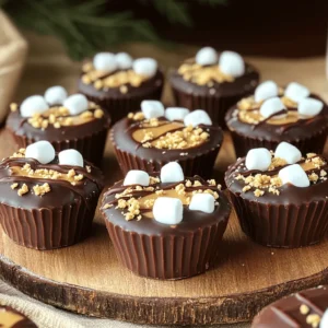 To make S’mores Peanut Butter Cups, gather these ingredients: - 1 cup graham cracker crumbs - 1/2 cup unsweetened cocoa powder - 1/2 cup creamy peanut butter - 1/4 cup powdered sugar - 1/4 cup honey or maple syrup - 1 cup semi-sweet chocolate chips - 1/2 cup mini marshmallows - Pinch of salt These ingredients give your cups that classic s’mores flavor with a rich twist. The graham cracker crumbs and cocoa powder form a tasty base. The peanut butter and sugar create a smooth filling. The chocolate adds a sweet touch, while the marshmallows provide that gooey texture. If you don't have certain ingredients, you can swap them out. Here are some easy changes: - Use digestive biscuits instead of graham crackers for a different crunch. - Swap unsweetened cocoa powder with dark cocoa for a richer taste. - Use almond butter or cashew butter instead of peanut butter if you want variety. - Maple syrup can replace honey for a vegan option. - You can use dark chocolate chips if you prefer a less sweet flavor. These substitutions keep the spirit of the recipe while letting you explore new tastes. You can make S’mores Peanut Butter Cups a bit healthier too. Consider these options: - Use whole grain graham crackers for more fiber. - Replace powdered sugar with coconut sugar for a lower glycemic index. - Choose natural peanut butter with no added sugar or oils. - Use sugar-free chocolate chips to cut down on sugar. - Try using mini fruit pieces instead of marshmallows for a fruity twist. These alternatives help you enjoy the treat while keeping it a bit lighter. To start, gather your ingredients. You will need graham cracker crumbs, cocoa powder, peanut butter, powdered sugar, honey, chocolate chips, marshmallows, and a pinch of salt. 1. In a mixing bowl, combine the graham cracker crumbs, cocoa powder, and salt. This mix makes a great base. 2. In another bowl, mix peanut butter, powdered sugar, and honey until smooth. This will be your filling. Melting chocolate is key to your cups. You can use a microwave or a double boiler. - Microwave: Place half the chocolate chips in a bowl. Heat in short bursts of 20 seconds. Stop and stir between each burst until smooth. - Double Boiler: Fill a pot with water and heat it on low. Place a heat-safe bowl on top, then add the chocolate chips. Stir until melted. Let the melted chocolate cool slightly before using. Now it's time to build your cups! 1. Line a muffin tin with cupcake liners. 2. Spoon a teaspoon of melted chocolate into each liner. Spread it to cover the bottom. 3. Chill the tin for about 10 minutes until the chocolate hardens. 4. Add a spoonful of the peanut butter mix on top of the chocolate. Spread it evenly. 5. Sprinkle mini marshmallows over the peanut butter layer. 6. Melt the remaining chocolate chips. Pour this over the marshmallows, covering them fully. 7. Use a spatula to smooth the chocolate. Tap the tin on the counter to remove air bubbles. 8. Chill for at least 30 minutes or until firm. 9. When ready, peel the cups away from the liners and enjoy! These steps will help you create delicious S’mores Peanut Butter Cups. Happy cooking! To create great layers for your S’mores Peanut Butter Cups, you need careful steps. Start with a well-mixed chocolate base. Melted chocolate must be cool but still pourable. Spoon it into each cupcake liner, covering the bottom well. Chill the tin to let it set. When adding the peanut butter layer, don't rush. Spread it slowly and evenly. This keeps each layer distinct and tasty. Follow these steps for a beautiful treat. Store your S’mores Peanut Butter Cups in an airtight container. This keeps them fresh and tasty. Place parchment paper between layers if stacking them. It prevents sticking and helps keep their shape. For best taste, keep them in the fridge. They stay firm and delicious that way. If you have leftovers, enjoy them within a week. Sometimes, you may face issues while making these cups. If the chocolate doesn’t set, it could be too warm. Let it cool longer before pouring. If the layers mix, try chilling each layer longer. This helps keep them separate. If they are hard to remove from the liners, gently run a knife around the edges. This should help lift them out easily. {{image_2}} You can easily change the flavors of your S’mores Peanut Butter Cups. Try using dark chocolate chips instead of semi-sweet ones for a richer taste. You can also swap in white chocolate for a fun twist. If you love mint, add a few drops of mint extract to the peanut butter mixture. Another idea is to mix in some crushed cookies or candy bars to the filling. Each new flavor can make these treats even more special. For those who need dietary changes, there are great options. Use almond or cashew butter instead of peanut butter for nut-free cups. If you're avoiding sugar, try sugar-free chocolate chips and a sugar substitute in the filling. You can also use gluten-free graham crackers for a gluten-free version. These small changes can make a big impact while keeping the fun flavors. You can compare this recipe to other S’mores-inspired treats. Some recipes use cookie dough as a base, while others layer in cheesecake. Each version gives a new taste and texture. My S’mores Peanut Butter Cups stand out for their creamy filling and rich chocolate layers. Try different recipes to find your favorite. You might even mix and match ideas from each recipe to create your dream dessert! To keep your S’mores Peanut Butter Cups fresh, store them in an airtight container. Place a layer of parchment paper between layers to avoid sticking. Keep the container in the fridge. This method keeps the cups firm and tasty. You can freeze these cups for a longer shelf life. Wrap each cup in plastic wrap or foil. Then, place them in a freezer-safe bag or container. This way, they stay fresh for up to three months. To enjoy, just thaw them in the fridge overnight. When stored properly, S’mores Peanut Butter Cups last about one week in the fridge. If frozen, they stay good for up to three months. Just remember to check for any signs of freezer burn. Enjoying these treats fresh is best, but they still taste great later! Yes, you can use crunchy peanut butter. It adds a fun texture. The cups will have little bits of peanut, giving each bite more crunch. Just make sure it mixes well with the powdered sugar and syrup. To make these vegan, swap the honey for maple syrup. Use dairy-free chocolate chips too. You can also choose a vegan creamy peanut butter. This way, you enjoy a tasty treat without any animal products. If you don’t have mini marshmallows, you can use large marshmallows. Just cut them into small pieces. For a different twist, try using vegan marshmallow fluff. Another option is to use a drizzle of caramel for that sweet touch. This article covered all you need to make S’mores Peanut Butter Cups. We shared a full list of ingredients, substitution ideas, and healthier options. You learned simple steps for preparing the cups, melting chocolate, and assembling them. I provided tips for perfect layering, storage, and troubleshooting. Incorporating variations helps you get creative. Use different flavors to fit any diet. Storing tips ensure your treats last longer. I hope these insights make your cooking fun and easy. Enjoy making your treats!