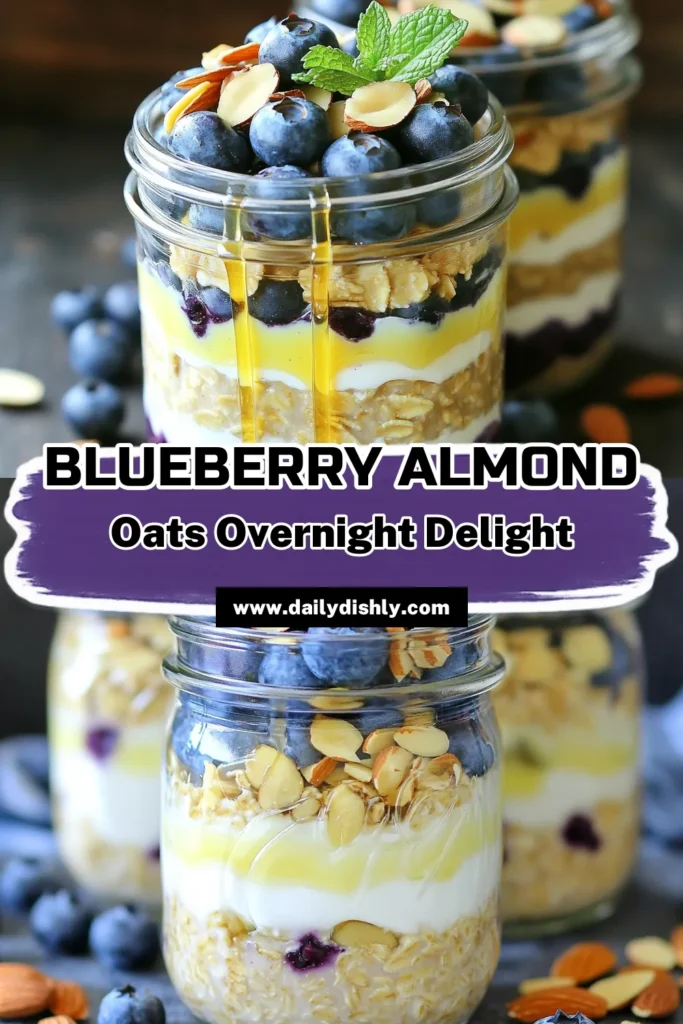 Start your day with a delicious twist on breakfast with Blueberry Almond Bliss Overnight Oats! This easy recipe combines rolled oats, almond milk, Greek yogurt, fresh blueberries, and crunchy almonds for a healthy and satisfying meal. Perfect for busy mornings, just prep the night before and enjoy a nutritious breakfast ready to go. Click through to discover the full recipe and impress your taste buds! #OvernightOats #HealthyBreakfast #MealPrep #BlueberryRecipes