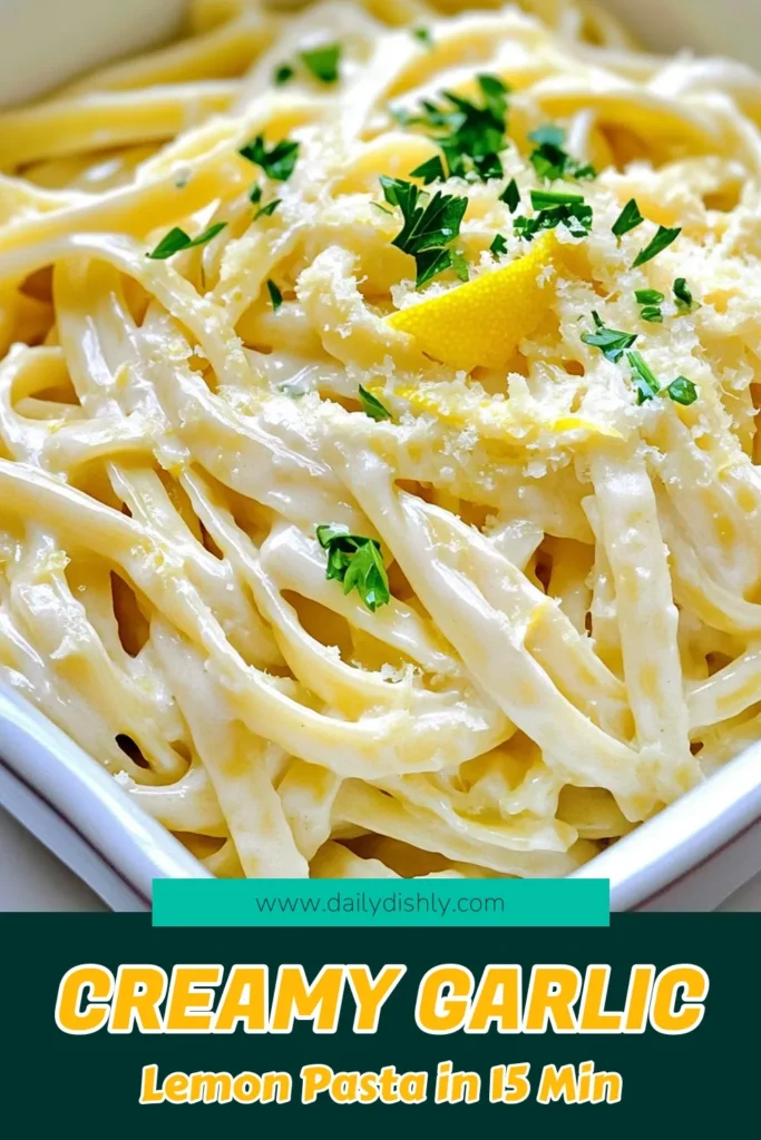 Savor the flavor of this Minute Creamy Garlic Lemon Pasta that's ready in just 15 minutes! With its rich and creamy sauce bursting with garlic and zesty lemon, this dish is perfect for a quick weeknight dinner or impressing guests. Grab simple ingredients and follow our easy instructions for a delightful meal. Click through for the full recipe and elevate your dining experience! #CreamyPasta #LemonPasta #QuickRecipes #DinnerInspiration