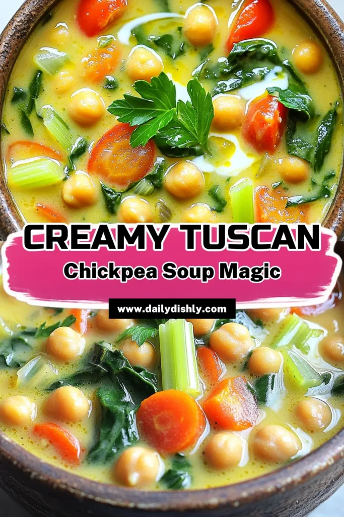 Warm up your dinner routine with this mouthwatering Slow Cooker Creamy Tuscan Chickpea Soup. Packed with nutritious ingredients like chickpeas, fresh spinach, and aromatic herbs, this hearty soup is both delicious and easy to make. Perfect for busy days, it simmers to perfection while you go about your day. Click through to discover the full recipe and enjoy a comforting bowl of goodness tonight!
