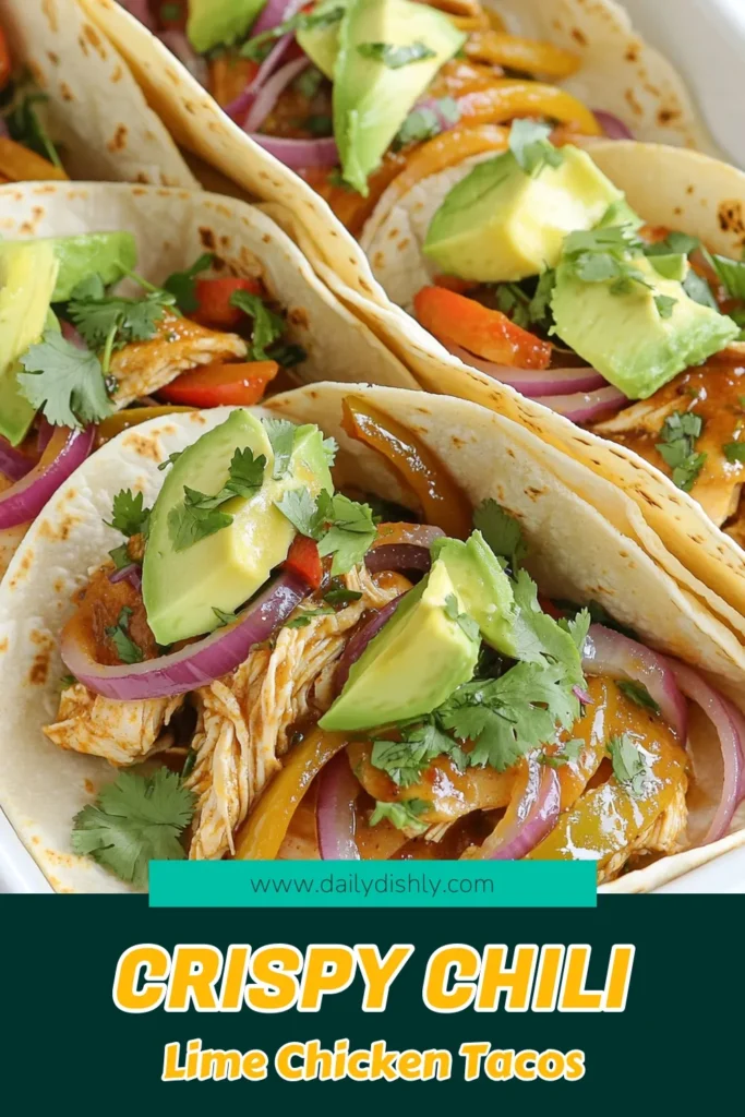 Savor the vibrant flavors of Sheet Pan Chili Lime Chicken Tacos with this easy recipe! Juicy chicken thighs marinated in zesty lime and spices come together with colorful veggies for a delicious meal. Perfect for busy weeknights, just toss everything on a sheet pan and let the oven do the work! Click through for the full recipe and elevate your taco night! #ChiliLimeTacos #SheetPanMeals #EasyRecipes #TacoTuesday
