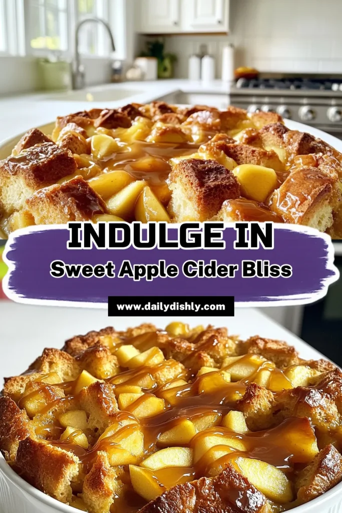 Indulge in the delicious taste of Apple Cider Bread Pudding with Caramel! This cozy dessert brings together the warmth of spiced apples and sweet caramel, making it perfect for any occasion. With easy steps and simple ingredients, you’ll have a comforting treat ready to impress. Click through to discover this delightful recipe and elevate your dessert game! #AppleCiderBreadPudding #FallDesserts #ComfortFood #BakingRecipes