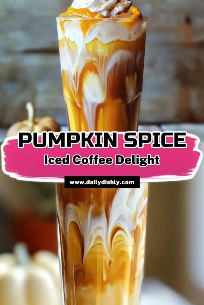 Indulge in the flavors of fall with this easy Pumpkin Spice Iced Coffee recipe! Perfectly creamy and refreshing, it combines brewed coffee, pumpkin puree, and warm spices for a cozy pick-me-up any time of year. Ready in just 10 minutes, you can customize it to your taste with milk and maple syrup. Click through to explore this delightful recipe and elevate your coffee game! #PumpkinSpiceIcedCoffee #AutumnDrinks #CoffeeLovers #FallRecipes