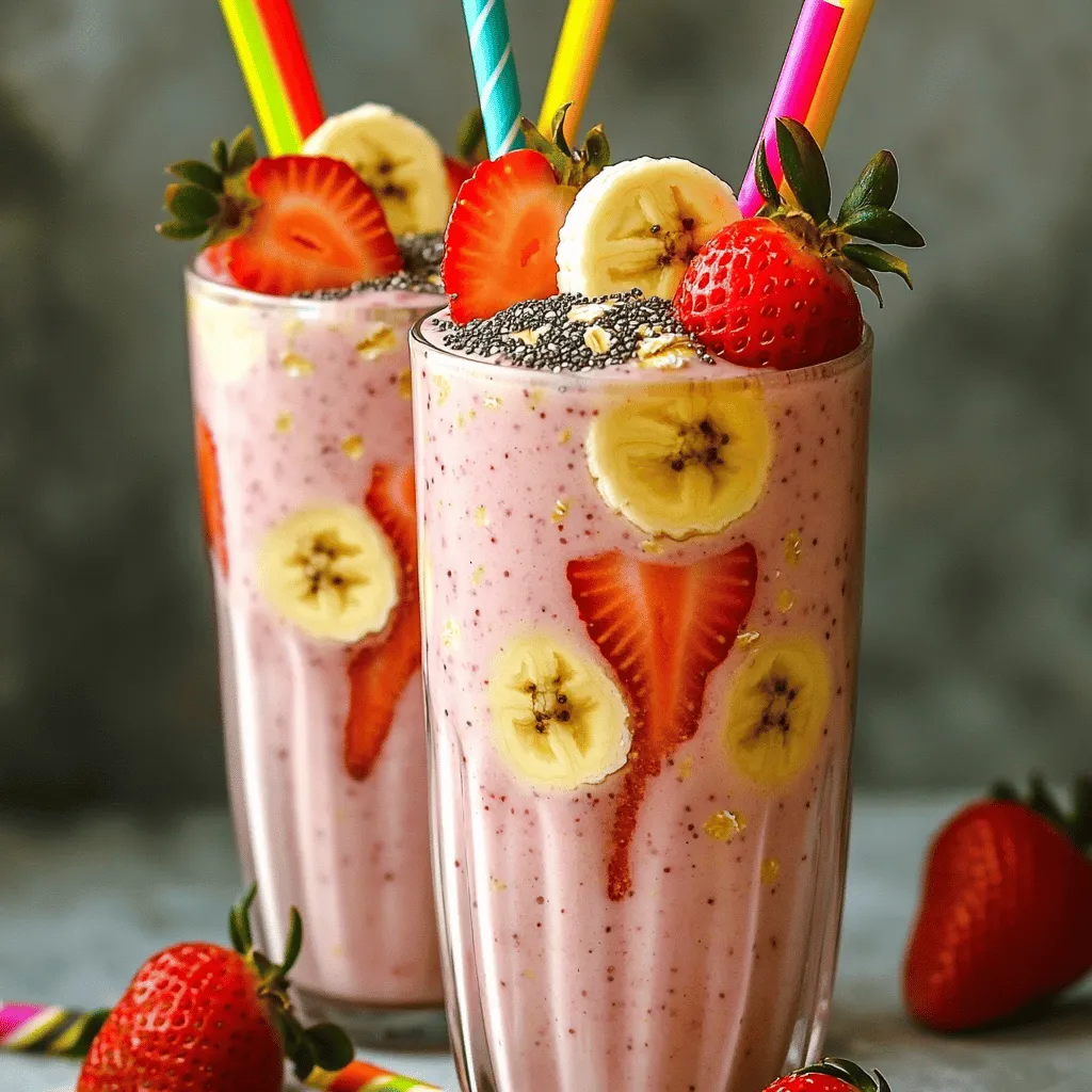 - 1 cup fresh strawberries, hulled - 1 ripe banana, sliced - 1/2 cup rolled oats - 1 cup almond milk (or any milk of choice) - 1 tablespoon honey or maple syrup - 1 tablespoon chia seeds - 1/2 teaspoon vanilla extract - A pinch of cinnamon - Ice cubes (optional) Gathering fresh ingredients is key. Strawberries and bananas add natural sweetness and flavor. For the oats, I use rolled oats. They blend smoothly and add fiber. Almond milk makes the smoothie creamy. But, you can use any milk you like. Optional add-ins can enhance taste and nutrition. Honey or maple syrup gives extra sweetness. Chia seeds boost fiber and protein. Vanilla extract adds a lovely aroma. A pinch of cinnamon warms up the flavor. If you want a cold treat, add ice cubes. Be sure to use ripe bananas. They blend well and taste great. Fresh strawberries should be bright red and firm. These choices make your smoothie delicious and nutritious. Start by hulling your fresh strawberries. Remove the green tops and rinse them well. Next, slice your ripe banana into small pieces. This makes blending easier and ensures a smooth texture in your drink. First, add the rolled oats to your blender. Blend them on high speed for 20-30 seconds. You want them to turn into a fine flour. Next, add the hulled strawberries, sliced banana, almond milk, honey (if you want it sweeter), chia seeds, vanilla extract, and a pinch of cinnamon. Blend on high for 1-2 minutes until everything is creamy and smooth. Now, taste your smoothie. If you want it sweeter, add more honey or maple syrup and blend again. If you want a chilled smoothie, toss in a handful of ice cubes and blend until well mixed. Check the consistency. If it’s too thick, you can add a little more almond milk to thin it out. This step makes your smoothie just right for sipping! You can easily adjust the sweetness and flavor of your smoothie. If you like it sweeter, add more honey or maple syrup. For a fruity twist, try adding a splash of orange juice or a handful of spinach. You can also switch up the fruits. Replace strawberries with blueberries or mango for a new taste. Feel free to use any milk you prefer, like coconut or oat milk, for a unique flavor. For a beautiful presentation, serve your smoothie in tall glasses. Top each glass with slices of fresh fruit, like strawberries and bananas. A sprinkle of chia seeds adds a nice touch. You can also use colorful straws to make it more fun. Serve it right away for the best flavor and freshness. To make a thicker smoothie, add more oats or less milk. For a thinner drink, add more milk or water. Frozen fruits can give your smoothie a creamy texture. Try using frozen bananas or strawberries. They blend well and chill your drink without needing ice. Just remember to blend until smooth for the best texture. {{image_2}} You can make your smoothie even better by adding greens. Adding spinach or kale boosts vitamins and minerals. These greens blend well, so you won’t taste them much. You can also try adding protein powder or yogurt. This adds creaminess and extra protein. Choose your favorite flavor to match your smoothie. Spices can change the flavor of your drink. Try adding a pinch of nutmeg or ginger for warmth. You can also use nut butters like almond or peanut butter. This adds richness and a nice nutty taste. Just a tablespoon can make a big difference. Mixing in different fruits can keep things exciting. Use blueberries or raspberries for a berry twist. They bring a burst of flavor and color. You can also swap in whatever fruit is in season. Peaches, mangoes, or apples can add new tastes to your smoothie. Experiment with what you find at the market for fun flavors. To keep your smoothie fresh, store it in the fridge. Use an airtight container. Drink it within 24 hours for the best taste and texture. If you want to save it longer, you can freeze it. Pour your smoothie into freezer-safe jars or bags. Leave some space at the top for expansion. Smoothies can stay good in the freezer for up to three months. If you freeze your smoothie, you will need to defrost it. Move it from the freezer to the fridge for a few hours. You can also place it in a bowl of warm water for faster thawing. Once thawed, remix it in the blender. This keeps the texture smooth. For leftovers, store them in the fridge. Use them within one day to keep them fresh. To maintain freshness, use ripe fruits and fresh oats. Keep your smoothie in the fridge right after making it. Check for spoilage by looking for off smells or a change in color. If it looks or smells different, it’s best to toss it. Always trust your senses to keep your smoothie safe and tasty. You can use several great alternatives for rolled oats. Here are some options: - Instant oats: They blend easily and give a similar texture. - Oat flour: This is a fine powder made from oats. Use less since it is denser. - Quinoa flakes: These add a nutty flavor and blend well. - Ground flaxseed: This adds fiber and healthy fats. Use in smaller amounts. These substitutes can change the taste slightly, but they will still work well in your smoothie. Yes, you can easily make this smoothie vegan! Here’s how: - Milk: Use almond milk, soy milk, or oat milk. - Sweetener: Instead of honey, use maple syrup or agave nectar. These swaps keep your smoothie plant-based while still being delicious! To make your smoothie thicker, try these tips: - Use frozen fruit: Frozen strawberries or bananas give a creamy texture. - Add more oats: This thickens the smoothie and adds fiber. - Include yogurt: Use a dairy-free yogurt for a vegan option. These tricks help you achieve the perfect thick consistency for your smoothie enjoyment! This blog post detailed how to make a delicious smoothie with fresh ingredients. You learned about the needed fruits, oats, and dairy options. We discussed preparation, blending tips, and how to customize your drink. Plus, I shared ways to enhance flavors and storage tips. Smoothies are fun to make and pack great nutrients. Enjoy the process and try new flavors. Your perfect smoothie awaits!