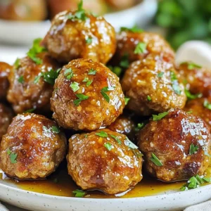 To make honey garlic turkey meatballs, you need a few key ingredients. Here’s a list: - 1 lb ground turkey - 1/4 cup breadcrumbs - 1/4 cup grated Parmesan cheese - 1/4 cup chopped fresh parsley - 1 large egg - 2 cloves garlic, minced - 1/2 tsp salt - 1/4 tsp black pepper - 1/2 tsp onion powder - 1/2 cup honey - 1/4 cup soy sauce (low-sodium) - 1 tsp sesame oil (optional) - 1 tsp cornstarch mixed with 2 tsp water These ingredients work together to create juicy meatballs with a sweet and savory sauce. The turkey keeps them light, while the honey and soy sauce add flavor. You can customize your meatballs with optional seasonings and add-ins. Here are some ideas: - Fresh herbs like thyme or basil - A pinch of red pepper flakes for heat - Chopped green onions for extra flavor - Grated carrots for added texture Feel free to mix and match these options. They can make your dish even more special! If you lack any main ingredients, don’t worry! Here are some easy swaps: - Use ground chicken instead of turkey. - Substitute almond flour for breadcrumbs for a gluten-free option. - Try nutritional yeast instead of Parmesan for a dairy-free version. - Replace honey with maple syrup for a vegan alternative. These substitutions help you adjust the recipe to fit your needs without losing flavor. Enjoy experimenting! {{ingredient_image_1}} Start by grabbing a large bowl. In this bowl, add 1 pound of ground turkey. Then, mix in a quarter cup of breadcrumbs. Next, add a quarter cup of grated Parmesan cheese and a quarter cup of chopped fresh parsley. Crack in one large egg and toss in two minced garlic cloves. Now, sprinkle in half a teaspoon of salt, a quarter teaspoon of black pepper, and half a teaspoon of onion powder. Use your hands to mix everything together until well combined. It should feel sticky and hold together nicely. Preheat your oven to 400°F (200°C). While the oven heats up, line a baking sheet with parchment paper. Once ready, take the turkey mixture and form it into meatballs, about 1 inch wide. Place the meatballs on the baking sheet, making sure they are spaced apart. Bake them for about 20 minutes. They should turn golden brown and be fully cooked when done. You can check the middle with a meat thermometer; it should read 165°F (74°C). While the meatballs bake, it's time for the sauce. In a small saucepan, mix together half a cup of honey and a quarter cup of low-sodium soy sauce. If you like, add 1 teaspoon of sesame oil for extra flavor. Heat over medium heat and stir well. Bring the mixture to a simmer. To thicken the sauce, mix 1 teaspoon of cornstarch with 2 teaspoons of water. Add this to the simmering sauce. Keep stirring until it thickens to your liking. Once the meatballs are ready, take them out of the oven. Place them on a serving dish and drizzle the honey garlic sauce over them. Make sure every meatball gets a nice coat of sauce. Enjoy these bites of flavor right away! To make tender meatballs, use ground turkey with some fat. The fat keeps them moist. Mix the meat gently with your hands. Overmixing can make them tough. Form the meatballs into 1-inch balls for even cooking. Bake at 400°F for 20 minutes. Use a meat thermometer to check for doneness. The center should reach 165°F. Honey garlic turkey meatballs are great on their own. Serve them over rice or noodles for a filling meal. They also pair well with steamed veggies. Try them with a side of a fresh salad. For a fun twist, serve them in a pita or on a slider bun. You can also add them to a stir-fry for extra flavor. Garnishing adds a pop of color and flavor. Chopped parsley is a great choice. It adds freshness and looks nice. You can also sprinkle sesame seeds on top for crunch. Chopped green onions can give a nice bite. Drizzle extra honey garlic sauce on top for more sweetness. Pro Tips Use Fresh Herbs: Fresh parsley enhances the flavor of the meatballs and adds a vibrant color. Consider adding other herbs like basil or cilantro for a twist. Check for Doneness: Ensure the meatballs are thoroughly cooked by using a meat thermometer; they should reach an internal temperature of 165°F (74°C). Adjust Sweetness: If you prefer a less sweet sauce, gradually add honey to taste. You can also balance it with a splash of vinegar for acidity. Try Different Proteins: Feel free to substitute ground turkey with chicken, beef, or even plant-based alternatives for a different flavor profile. {{image_2}} You can swap turkey for other meats. Ground chicken works well and has a lighter taste. For beef lovers, try ground beef for a richer flavor. If you prefer a plant-based option, use lentils or chickpeas. These alternatives give you many choices for different diets. While honey garlic sauce is sweet, you can change it up. Use teriyaki sauce for a different flavor. You can also try BBQ sauce for a smoky twist. For a spicy kick, add sriracha or chili paste to your sauce. These changes let you play with flavors and keep meals exciting. Baking is easy and healthy. It cooks the meatballs evenly and keeps them moist. Just preheat your oven to 400°F and let them bake for about 20 minutes. If you want a crispier texture, pan-frying is great too. Heat oil in a skillet and cook the meatballs until golden brown on all sides. Each method gives you delicious results, so choose what you like best! After enjoying your honey garlic turkey meatballs, store any leftovers in a sealed container. They stay fresh in the fridge for up to three days. Make sure they cool down to room temperature before sealing. This helps keep them from getting soggy. To freeze your meatballs, first let them cool completely. Place them in a single layer on a baking sheet. Freeze them for about an hour. Once they are firm, transfer the meatballs to a freezer bag. Label the bag with the date. They can stay frozen for up to three months. When you're ready to eat the meatballs again, you can reheat them in different ways. For the oven, preheat it to 350°F (175°C). Place the meatballs on a baking sheet and heat for about 15 minutes. If using a microwave, place a few meatballs on a plate and cover them with a damp paper towel. Heat for 1-2 minutes, checking to see if they are hot. Enjoy your tasty meal! Yes, you can use ground chicken. It works just like ground turkey. Both meats are lean and have similar textures. The flavor may change slightly, but the dish will still taste great. You might find ground chicken a bit juicier. Just be sure to follow the same steps in the recipe. To check if the meatballs are done, use a meat thermometer. Insert it into the center of a meatball. It should read 165°F (74°C). If you don’t have a thermometer, cut one in half. The meat should be brown, and no pink should show. The juices should run clear. These meatballs pair well with many sides. You can serve them with steamed rice or noodles. They also taste great on a bed of greens. Consider adding a fresh salad or veggies. For a fun twist, you can make meatball subs with crusty bread. They are versatile and easy to enjoy! This post covered how to make honey garlic turkey meatballs. You learned about the key ingredients, tips for the best results, and possible variations. Each step, from mixing to serving, helps you create tasty meals. Always check all cooking times to ensure they are done right. Whether you want to bake or fry, there's a way to match your taste. Remember, these meatballs freeze well and reheat nicely. Enjoy making this easy dish that everyone will love.