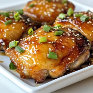 To make the best Maple Soy Glazed Chicken Thighs, you'll need: - 4 bone-in, skin-on chicken thighs - 1/4 cup soy sauce - 1/4 cup pure maple syrup - 2 tablespoons rice vinegar - 2 cloves garlic, minced - 1 teaspoon fresh ginger, grated - 1 tablespoon sesame oil - 1/2 teaspoon black pepper - 1/4 teaspoon red pepper flakes (optional) These ingredients blend together to create a sweet and salty taste. The chicken thighs stay juicy, and the glaze gives them a nice shine. You can add some fun twists to this dish with these optional ingredients: - 1 tablespoon sesame seeds (for garnish) - 2 green onions, chopped (for garnish) These garnishes add color and crunch. The seeds give a nutty flavor, while green onions add a fresh touch. Don't have all the ingredients? Here are some easy swaps: - Use honey instead of maple syrup for a different sweet taste. - If you don’t have rice vinegar, apple cider vinegar works well too. - For the ginger, you can use ground ginger in a pinch. Making these swaps keeps the dish flavorful, even if you don't have everything on hand. Enjoy the freedom to create! {{ingredient_image_1}} To start, you will whisk the marinade. Take a large bowl and combine: - 1/4 cup soy sauce - 1/4 cup pure maple syrup - 2 tablespoons rice vinegar - 2 cloves garlic, minced - 1 teaspoon fresh ginger, grated - 1 tablespoon sesame oil - 1/2 teaspoon black pepper - 1/4 teaspoon red pepper flakes (optional) Mix these well. Next, add your chicken thighs. Make sure they are fully coated. Cover the bowl and place it in the fridge. Let the chicken marinate for at least one hour. For best results, leave it overnight. This step is key for deep flavor. While the chicken marinates, preheat your oven to 400°F (200°C). This temperature helps the chicken cook evenly. Now, prepare your baking dish. You can line it with parchment paper. This keeps the chicken from sticking. If you don’t have parchment paper, lightly grease the dish with oil. Once your chicken is marinated, take it out. Place the thighs skin-side up in the prepared dish. Don’t forget to save the marinade for later. Now, bake the chicken in the oven. Set your timer for 25-30 minutes. You'll know it’s done when the skin is crispy and the chicken is cooked through. Halfway through baking, baste the chicken with the reserved marinade. This gives it a wonderful flavor. In the last five minutes, switch your oven to broil. This will create a nice glaze on the chicken skin. Watch closely to prevent burning. Once finished, take the chicken out and let it rest for five minutes. Finally, sprinkle with sesame seeds and chopped green onions to serve. Enjoy your tasty meal! To get the best flavor, marinate your chicken thighs. Mix soy sauce, maple syrup, rice vinegar, garlic, ginger, sesame oil, black pepper, and red pepper flakes in a bowl. Add the chicken and coat it well. Cover the bowl and put it in the fridge. For the best taste, let it sit overnight, but at least one hour works too. The longer you marinate, the more flavor your chicken will absorb. You can cook your maple soy glazed chicken thighs in different ways. The oven is my favorite method. It gives even cooking and crispy skin. Preheat your oven to 400°F before baking for 25-30 minutes. If you prefer grilling, cook on medium heat. Grill each side for about 7-10 minutes. For stovetop cooking, heat a pan over medium heat. Cook each thigh for about 8-10 minutes per side. Always check that your chicken is fully cooked. To get that crispy skin, start with skin-on chicken thighs. Bake them skin-side up in the oven. Halfway through baking, baste with the reserved marinade. This adds flavor and helps with crispiness. In the last 5 minutes, switch your oven to broil. This high heat will give the skin a nice glaze. Watch closely to avoid burning. Once done, let the chicken rest for about 5 minutes. Enjoy that crispy goodness! Pro Tips Marinate Longer for Best Flavor: For maximum flavor, marinate the chicken thighs overnight. This allows the marinade to penetrate deeply, enhancing the taste. Use a Meat Thermometer: To ensure your chicken is cooked through, use a meat thermometer. The internal temperature should reach 165°F (74°C) for safe consumption. Broil with Caution: When broiling, keep a close eye on the chicken. The high heat can quickly turn crispy skin into burnt skin if left unattended. Serve with a Side: Pair these glazed chicken thighs with steamed rice or a fresh salad to balance the rich flavors and create a complete meal. {{image_2}} To add heat to your dish, try the spicy kick. You can add red pepper flakes to the marinade. Start with 1/4 teaspoon. If you like it hotter, increase the amount. You can also add sriracha sauce for more flavor. Just mix it in with the marinade. This spicy twist pairs well with the sweet maple flavor. You can switch up the protein in this recipe. Try using chicken breasts or drumsticks. Both options work great with the same marinade. If you prefer, use firm tofu for a vegetarian option. Just cut the tofu into thick slices and marinate it. Each protein will soak up the sweet and salty flavors. Adding vegetables makes your meal colorful and healthy. Try roasting broccoli, carrots, or bell peppers. Toss them in the marinade for extra flavor. Arrange the veggies around the chicken in the baking dish. This way, they cook together and soak up the tasty sauce. You can also serve the chicken over a bed of sautéed spinach. It adds freshness and a pop of green. After you enjoy your Maple Soy Glazed Chicken Thighs, store any leftovers in the fridge. Place the chicken thighs in an airtight container. Make sure to cover them well to keep them fresh. They can last in the fridge for about 3 to 4 days. To reheat the chicken thighs, use the oven for the best results. Preheat your oven to 350°F (175°C). Place the chicken on a baking sheet. Cover it with foil to keep it moist. Heat for about 15-20 minutes until warm. You can also use a microwave, but it may dry out the chicken. If you want to save your chicken for later, freezing is a great option. Let the chicken cool completely before freezing. Wrap each thigh in plastic wrap, then place them in a freezer bag. Squeeze out the air to avoid freezer burn. The chicken can last in the freezer for up to 3 months. When ready to eat, thaw in the fridge overnight before reheating. Yes, you can use boneless chicken thighs. They will cook faster than bone-in thighs. The flavor will still shine through with the maple and soy marinade. Just make sure to adjust the cooking time. Bake them for about 20-25 minutes. Always check for doneness to ensure they’re fully cooked. You have many great options for sides. Here are a few ideas: - Steamed rice - Roasted vegetables - Stir-fried greens - Quinoa salad - Mashed potatoes These dishes will pair well with the sweet and salty flavors of the chicken. To check if the chicken is done, use a meat thermometer. The internal temperature should reach 165°F (75°C). If you don’t have a thermometer, cut into the thickest part. The juices should run clear, not pink. Let the chicken rest for 5 minutes after cooking. This helps the juices settle, making it more tender. In this post, we explored maple soy glazed chicken thighs. I shared essential ingredients and fun variations. You learned easy steps for marinating and baking. I also covered storage tips and answered common questions. Cooking doesn’t have to be hard. With these tips, you can make a tasty meal. Try different flavors, and make it your own! Enjoy your cooking adventure and savor every bite.