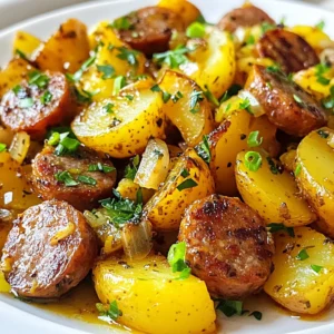 - 1 lb smoked sausage, sliced (such as andouille or kielbasa) - 4 medium potatoes, diced - 1 bell pepper, diced (any color) - 1 small onion, chopped - 3 cloves garlic, minced - 1 teaspoon Cajun seasoning - 1/2 teaspoon paprika - 1/4 teaspoon cayenne pepper (adjust to taste) - 2 tablespoons olive oil - Salt and pepper to taste - 2 green onions, chopped (for garnish) - Fresh parsley, chopped (for garnish) The Cajun sausage potato skillet needs some key ingredients. First, choose your smoked sausage. Andouille and kielbasa both work great. They add rich flavor and a nice bite. Next, you'll need potatoes. Four medium ones, diced into bite-sized pieces, will do. Add in one bell pepper. You can pick any color you like. Then, chop up one small onion and mince three cloves of garlic. These veggies bring sweet and savory notes to the dish. For spices, gather Cajun seasoning, paprika, and cayenne pepper. These spices make the dish pop with flavor! You can adjust the cayenne to fit your taste. Finally, you need two tablespoons of olive oil for cooking. Don't forget salt and pepper to taste. To finish, chop two green onions and some fresh parsley for garnish. They add a bright touch to your skillet meal. With these ingredients, you are set for a tasty and hearty dish! {{ingredient_image_1}} Step 1: Preheat and prepare the skillet Start by heating 2 tablespoons of olive oil in a large skillet over medium heat. This oil keeps your sausage from sticking and adds flavor. Step 2: Sauté the sausage Add 1 pound of sliced smoked sausage to the skillet. I love using andouille or kielbasa. Cook for about 5 minutes until the sausage gets nice and brown on the edges. Step 3: Add vegetables Next, toss in 1 small chopped onion and 1 diced bell pepper. Stir and cook for 4-5 minutes. You want them soft and a bit sweet. Step 4: Incorporate seasonings Now, add 3 minced garlic cloves, 1 teaspoon of Cajun seasoning, ½ teaspoon of paprika, and ¼ teaspoon of cayenne pepper. Stir well and let it cook for another minute. This step adds a lot of flavor. Step 5: Cook the potatoes Increase the heat to medium-high. Add 4 diced potatoes and mix everything together. Cover the skillet with a lid and let it cook for 15-20 minutes. Stir every few minutes until the potatoes are tender. Step 6: Final touches and serving preparation Once the potatoes are cooked, remove the lid and let them crisp up for 2-3 minutes. Taste your dish and adjust the seasoning if needed. Finally, garnish with chopped green onions and fresh parsley before serving. Enjoy your tasty Cajun sausage potato skillet! - How to ensure potatoes are crispy Start with diced potatoes that are dry. Rinse them and pat them with a towel. Heat the skillet well before adding oil. Cook on medium-high heat for the last few minutes uncovered. This helps crisp the edges. - Best sausage types for flavor I recommend using andouille or kielbasa. Both add great taste. Andouille gives a smoky, spicy kick, while kielbasa offers a milder experience. Choose based on your spice preference. - Adjusting spice levels for preference You can change the cayenne pepper to fit your taste. Start with less if you are unsure. You can always add more spice later. Cajun seasoning blends can also vary, so taste as you go. - Recommended skillet type A large cast-iron skillet works best. It heats evenly and gives great flavor. Non-stick skillets are also good if you prefer easy cleanup. - Essential kitchen tools for preparation Use a sharp knife for chopping. A cutting board helps with prep. A spatula is key for stirring and flipping. Have measuring spoons for the spices, too. Pro Tips Use Fresh Ingredients: Fresh vegetables and high-quality sausage will enhance the flavor of your dish significantly. Adjust the Spice Level: Feel free to modify the amount of cayenne pepper based on your heat preference. Let it Crisp: Allow the potatoes to cook uncovered for a few minutes at the end to achieve a crispy texture. Garnish for Flavor: Adding fresh herbs like parsley and green onions not only adds color but also elevates the dish's taste. {{image_2}} You can make this dish your own with easy swaps. Try adding different vegetables like zucchini or corn. These veggies add a fresh taste and brighten the dish. You can also use different types of sausage. Options like pork, turkey, or even vegan sausage work well. Each sausage brings its own flavor, so choose one that you like best. Think about what you want to serve alongside your skillet. A simple green salad is a great choice. You can also add some crusty bread for dipping. For a fun twist, serve this dish as a breakfast option. Top it with a fried or poached egg. This makes for a hearty start to your day. Enjoy exploring these variations! To keep your Cajun sausage potato skillet fresh, store it in the fridge. Use an airtight container. This will help prevent any moisture loss. You can keep it for about three to four days. If you want to store it longer, consider freezing it. For freezing, let the skillet cool completely. Then, portion it into freezer-safe bags or containers. Squeeze out any air before sealing. This helps prevent freezer burn. You can freeze it for up to three months. When you’re ready to enjoy your leftovers, reheating is simple. The best method is to use the stovetop. Heat a skillet over medium heat. Add a splash of water or oil to keep things moist. Stir occasionally until it’s heated through. You can also use the microwave. Place the skillet in a microwave-safe bowl. Cover it with a microwave-safe lid or wrap. Heat for one to two minutes, stirring halfway. This way, it warms evenly. To keep the texture and flavor, avoid high heat. This can make the potatoes mushy. Enjoy your tasty meal again! Can I make this dish ahead of time? Yes, you can make this dish ahead. Cook it fully and let it cool. Store it in an airtight container in the fridge. You can reheat it on the stove or in the microwave. Is this recipe gluten-free? Yes, this recipe is gluten-free. The ingredients, like smoked sausage and vegetables, do not contain gluten. Always check labels to be sure. What can I serve with Cajun sausage potato skillet? This dish pairs well with a green salad or some crusty bread. You can also serve it with rice or quinoa for a heartier meal. How long to cook different types of potatoes? For medium potatoes, it takes about 15-20 minutes to cook. If you use smaller potatoes, check them after 10-15 minutes. Larger potatoes may need a few extra minutes. Timing adjustments for larger servings or batches If you make a larger batch, cook the potatoes longer. Stir often to ensure even cooking. You might need to add a few extra minutes for each additional pound of potatoes. You now have all the tools to make a tasty Cajun sausage potato skillet. We covered key ingredients, step-by-step cooking instructions, and helpful tips to improve your dish. You learned how to store leftovers and reheat them without losing flavor. Remember, you can get creative with variations and pair this dish with sides you love. Cooking should be fun, so experiment and enjoy your meals. Try this recipe, and you'll impress your friends and family with your skills. Happy cooking!