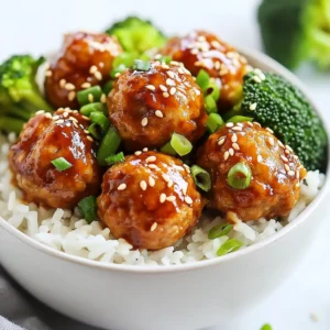 For the meatballs, use these key items: - 1 lb ground chicken (or turkey) - 1/2 cup Panko breadcrumbs - 1/4 cup grated parmesan cheese - 1/4 cup green onions, chopped - 1 egg, beaten - 1 tablespoon ginger, grated - 2 cloves garlic, minced These ingredients create a mix of flavors and textures. The ground chicken keeps it light. The Panko adds a nice crunch. Parmesan brings a hint of cheese that blends well. Green onions add freshness. Ginger and garlic give a warm, savory taste. Next, make the teriyaki sauce with these items: - 1/4 cup low-sodium soy sauce - 1/4 cup honey - 2 tablespoons rice vinegar - 1 tablespoon sesame oil This sauce is sweet and salty. The soy sauce provides depth. Honey adds a natural sweetness. Rice vinegar gives a tang, while sesame oil adds a nutty flavor. Together, they coat the meatballs in a rich sauce. To make your bowls more exciting, consider these toppings: - Sesame seeds - Additional green onions - Sliced radish - Pickled ginger These toppings bring extra crunch and flavor. Sesame seeds add a nutty bite. Green onions give freshness. Radish adds a peppery crunch, and pickled ginger provides a zing. Serve the meatballs over rice and steamed broccoli for a complete meal. {{ingredient_image_1}} To start, grab a large bowl. Add 1 pound of ground chicken or turkey. Then, mix in 1/2 cup of Panko breadcrumbs. Next, add 1/4 cup of grated parmesan cheese. Toss in 1/4 cup of chopped green onions. Now, crack an egg and beat it before adding it to the mix. Grate 1 tablespoon of ginger and mince 2 cloves of garlic. Combine all these ingredients well but don’t overmix. Preheat your oven to 400°F (200°C). While that heats, line a baking sheet with parchment paper. Shape your meat mixture into 1-inch meatballs. Place them on the prepared baking sheet. Bake for 20 to 25 minutes. You want them to be golden brown and cooked through. While the meatballs bake, it’s time for the teriyaki sauce. In a small saucepan, combine 1/4 cup of low-sodium soy sauce, 1/4 cup of honey, 2 tablespoons of rice vinegar, and 1 tablespoon of sesame oil. Heat this on medium until it simmers. Stir until the honey dissolves into the sauce. Once the meatballs are baked, move them to the saucepan with the teriyaki sauce. Stir gently to coat them well. Now, grab your serving bowls. Place 2 cups of cooked rice in each bowl. Top the rice with those sticky, teriyaki meatballs. Add 1 cup of steamed broccoli florets on top. You can also sprinkle optional toppings like sesame seeds, sliced radish, or pickled ginger. Drizzle any extra teriyaki sauce over everything before serving. Enjoy your meal! To make the best meatballs, use ground chicken or turkey. They stay moist and tender. Mix your meat with Panko breadcrumbs and grated cheese. This gives them a nice texture. Don't overmix your meatball mixture. Just combine until it's mixed. This helps keep them soft. For a richer taste, use low-sodium soy sauce. It lets the sweet honey shine through. Add ginger and garlic to the sauce for a fresh kick. Simmer the sauce gently. This helps all the flavors mix well. You can also add a splash of rice vinegar for a tangy touch. Baking the meatballs is easy and keeps them juicy. Preheat your oven to 400°F (200°C). This ensures even cooking. If you want a quicker method, try pan-frying them. Just use a bit of sesame oil in a hot pan. Cook until they're brown on all sides. This gives a lovely flavor, too. Pro Tips Use Fresh Ingredients: Fresh garlic and ginger will enhance the flavor of your meatballs significantly. Opt for freshly grated ginger instead of jarred for the best taste. Chill the Meatball Mixture: After mixing your meatball ingredients, let the mixture chill in the fridge for 15-30 minutes. This helps the meatballs hold their shape while baking. Customize Your Sauce: Feel free to adjust the sweetness or saltiness of the teriyaki sauce to your preference. Adding a splash of lime or orange juice can give it a fresh twist! Perfectly Steamed Broccoli: To keep broccoli bright green and crisp, steam it for just 3-4 minutes. It should be tender but still have a bit of crunch! {{image_2}} You can switch ground chicken for other proteins. Ground turkey works well and tastes great. For a beef option, use ground beef. You can even try ground pork or tofu for a meatless choice. Each protein brings its own flavor while still holding the teriyaki sauce nicely. While broccoli is a classic, you can add other veggies. Try steamed snap peas for crunch. Carrots, sliced thin, add a sweet touch. Bell peppers bring color and flavor too. You can also use bok choy or zucchini for a fresh twist. Mix and match to find your favorite combinations. Teriyaki sauce is sweet and savory, but you can change it up. For a spicy kick, add sriracha or chili paste. A hoisin sauce twist gives a sweet and fragrant flavor. If you want a tangy taste, try a citrus-based sauce. Experiment with different sauces to create your own unique meatball bowl. If you have leftover meatballs, store them in an airtight container. Make sure they cool first. Place a piece of parchment paper between layers to avoid sticking. They will stay good in the fridge for 3 to 4 days. When ready to eat, heat the meatballs in the microwave. Use a microwave-safe dish and cover it. Heat for about 1 to 2 minutes, checking every 30 seconds. You can also reheat them on the stovetop. Just add a bit of water or teriyaki sauce and warm them gently. To freeze meatballs, let them cool completely. Place them on a baking sheet in a single layer. Freeze for about 1 hour. Once frozen, transfer them to a freezer bag. They can stay in the freezer for up to 3 months. When you want to eat them, thaw in the fridge overnight before reheating. Yes, you can use ground beef instead of chicken. Ground turkey works too. Both will taste great. Just adjust cooking time if needed. Beef may need a bit longer to cook. If you don’t have Panko breadcrumbs, use regular breadcrumbs. You can also crush crackers or stale bread. Just make sure the texture is similar for binding. To make this dish gluten-free, use gluten-free breadcrumbs. Swap low-sodium soy sauce for gluten-free tamari. Check your rice vinegar to ensure it is gluten-free too. Yes, you can prepare the meatballs ahead of time. Shape them and store in the fridge for up to a day. You can also freeze them for later use. To add spice, mix in red pepper flakes or sriracha to the meat mixture. You can also drizzle spicy sauce on top before serving. Adjust the spice to your liking. Teriyaki meatballs are fun, tasty, and easy to make. We covered key ingredients, from the meatball mix to the teriyaki sauce. I shared tips to help you perfect your dish and suggested fun variations. Remember, you can store leftovers and reheat them easily. Feel free to get creative with proteins and toppings. Your cooking adventure starts here! Enjoy making these flavorful bowls with your own twist.