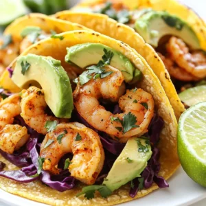 - Shrimp (1 lb, peeled and deveined) - Olive oil (2 tablespoons) - Chipotle powder (2 teaspoons) - Smoked paprika (1 teaspoon) - Garlic powder (1 teaspoon) - Fresh lime juice (from 2 limes) - Salt and pepper - Corn tortillas (8 small) - Shredded red cabbage (1 cup) - Avocado (1, sliced) - Fresh cilantro (for garnish) - Lime wedges (for serving) The base of these tacos is fresh shrimp. You will want to peel and devein them. This makes them ready for cooking, and it keeps the tacos light. Olive oil adds a rich taste and helps the spices stick to the shrimp. The magic happens with chipotle powder. It gives the shrimp a smoky, spicy kick. You can adjust the heat by adding more or less. Smoked paprika and garlic powder add depth. Fresh lime juice brightens the whole dish. Don’t forget salt and pepper for balance. For the taco components, corn tortillas are a must. They are soft and have a nice flavor. Shredded red cabbage adds crunch. Avocado gives a creamy texture. Fresh cilantro brings a pop of color and flavor. Finally, lime wedges are perfect for squeezing on top. They give that zesty finish everyone loves. With these ingredients, you will create a fresh and tasty delight. Each bite is packed with flavor and texture. Enjoy the process of making these tacos, and savor the results! {{ingredient_image_1}} In a mixing bowl, combine the following: - 2 tablespoons olive oil - 2 teaspoons chipotle powder - 1 teaspoon smoked paprika - 1 teaspoon garlic powder - Juice of 2 limes - Salt and pepper to taste Mix these ingredients well. This spice mix adds a bold flavor to your shrimp. Toss 1 pound of peeled and deveined shrimp in the spice mixture. Make sure all the shrimp get coated. Let them marinate for at least 15 minutes. This step lets the shrimp absorb all the yummy flavors. Preheat a skillet over medium-high heat. Once it's hot, add the marinated shrimp. Cook for 2-3 minutes on each side. You want the shrimp to turn opaque and cooked through. This step is crucial for great texture. In a separate skillet, warm 8 small corn tortillas. Heat them for about 30 seconds on each side. This makes the tortillas flexible and ready to hold your tasty fillings. Layer the cooked shrimp on each tortilla. Add some shredded red cabbage for crunch, a few slices of avocado for creaminess, and garnish with fresh cilantro. Each layer builds a delicious taco. Serve your tacos with lime wedges on the side. A squeeze of lime adds a fresh burst of flavor that enhances every bite. Enjoy your meal! Cook shrimp just right for the best taste. Avoid overcooking shrimp. When cooked well, shrimp turn opaque and tender. If you cook them too long, they can become rubbery and dry. Aim for about 2-3 minutes on each side. This timing works well for medium-sized shrimp. Marinade is key for flavor. Letting the shrimp sit in the marinade for longer helps the spice soak in. I recommend marinating shrimp for up to 1 hour. The longer they sit, the more flavor they’ll have. Just make sure not to leave them too long, or the acid from the lime can change the shrimp’s texture. While corn tortillas are great, feel free to explore. You can use flour tortillas or whole wheat ones for a different taste. Each type brings its own texture and flavor. Try them all to see which one you like best with the shrimp. This little change can make your tacos even more enjoyable. Pro Tips Marinate Longer for Depth: For a richer flavor, consider marinating the shrimp for at least 30 minutes, or up to 2 hours in the refrigerator. Use Fresh Ingredients: Fresh limes and cilantro will enhance the taste of your tacos significantly, so opt for fresh over bottled. Customize Your Heat: If you prefer a spicier taco, add diced jalapeños or a splash of hot sauce to the shrimp marinade. Perfect Tortilla Technique: Warm the tortillas in a dry skillet to keep them pliable; this prevents tearing when filled. {{image_2}} You can swap shrimp for chicken, fish, or tofu. Each choice gives a new taste. Chicken adds a hearty feel, while fish brings a light touch. Tofu offers a plant-based option that soaks up flavors well. Adjust cooking times as needed. Chicken takes longer, while fish cooks quickly. Tofu needs a good sear for texture. Feel free to add your favorite toppings. Sour cream adds creaminess, while salsa brings zest. Fresh jalapeños give heat if you like spice. You can also use cheese for richness. Try different combinations to find what you love most. Don't be afraid to mix and match! Change up the spices for a unique twist. Cumin adds a warm, earthy flavor. Fresh cilantro gives a bright note that pairs well. You can also try adding chili powder for extra kick. Experiment with herbs like oregano or thyme. Each variation can transform your tacos! To keep leftover shrimp fresh, place it in an airtight container. It lasts up to three days in the fridge. If you want to store shrimp for longer, freeze it. It can last up to three months in the freezer. When freezing, arrange shrimp flat in a single layer. This helps it freeze evenly. Always label the container with the date. For unused tortillas, stack them in a zip-lock bag. Seal the bag tightly to keep air out. Store the bag in the fridge for up to a week. For longer storage, freeze the tortillas. To freeze, place parchment paper between each tortilla. This way, they won’t stick together. You can use them straight from the freezer. To reheat shrimp, warm it in a skillet over medium heat. Cook for about two minutes until heated through. For tortillas, heat in a dry skillet for 30 seconds on each side. This keeps them soft and pliable. You can also wrap them in a damp paper towel and microwave for 15-20 seconds. Enjoy your tacos as if they were fresh! You should marinate the shrimp for at least 15 minutes. This time lets the shrimp soak up all the flavor. If you have more time, you can let them marinate for up to an hour. The longer they sit, the more delicious they become. Yes, you can use frozen shrimp. Just make sure to thaw them first. Place the shrimp in the fridge the night before you cook. If you're in a rush, run them under cold water for a few minutes. This way, they will be ready for marinating. These tacos go great with many sides. Here are a few ideas: - Mexican rice - Black beans - Grilled corn - Fresh salsa - Chips with guacamole These sides add more color and flavor to your meal. Yes, these tacos can be gluten-free. Use small corn tortillas, which are naturally gluten-free. Always check the packaging to ensure there are no hidden gluten ingredients. If you prefer, you can also use lettuce wraps for a lighter option. You can prep some parts ahead of time. Chop the cabbage and slice the avocado a few hours before serving. Store them in airtight containers. You can also marinate the shrimp earlier in the day. Just cook them right before you’re ready to eat for the best taste. You can create delicious Chipotle Lime Shrimp Tacos with ease. We discussed key ingredients like shrimp, spices, and toppings. The step-by-step guide makes it simple to prepare. Remember, marinate for great flavor and keep shrimp tender. Feel free to mix up the proteins and toppings for variety. Store leftovers properly and reheat to enjoy later. Enjoy your cooking and the tasty tacos!