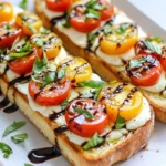 - 1 loaf of French bread or Italian bread - 4 tablespoons unsalted butter, softened - 3 cloves garlic, minced - 1 teaspoon dried oregano - 1 teaspoon dried basil - 1 cup cherry tomatoes, halved - 1 cup fresh mozzarella balls, quartered - 1/2 cup fresh basil leaves, chopped - Salt and pepper to taste - Balsamic glaze (optional, for drizzling) To create Caprese garlic bread, you need simple ingredients that burst with flavor. Start with a loaf of French or Italian bread. Both types work well and give you a nice crust. Next, grab some unsalted butter. Softening it makes mixing easier. You’ll also need fresh garlic, which gives a bold taste. Minced garlic is best for even flavor. Now, let’s add some herbs. Dried oregano and dried basil will bring warmth and depth. For a fresh touch, use cherry tomatoes. Halved, they add sweetness and color. Fresh mozzarella balls take this dish to the next level. They melt beautifully and create a creamy texture. Don’t forget fresh basil leaves for that iconic Caprese flavor. Season with salt and pepper to elevate the taste. If you want an extra zing, consider balsamic glaze. It adds a sweet-tart finish that many love. With these ingredients, you are ready to make a dish that impresses everyone. Enjoy every bite of this delightful and easy recipe. {{ingredient_image_1}} - Preheat your oven to 400°F (200°C). - Slice the loaf of bread in half lengthwise. Place it cut side up on a baking sheet. - In a small bowl, combine 4 tablespoons of softened butter, 3 cloves of minced garlic, 1 teaspoon of dried oregano, and 1 teaspoon of dried basil. - Mix until everything is well blended and smooth. - Spread the garlic butter mix evenly on the cut sides of the bread. - Bake the bread for about 10-12 minutes. Look for a light toast and crisp edges. - While the bread toasts, take a bowl and combine 1 cup of halved cherry tomatoes, 1 cup of quartered fresh mozzarella balls, ½ cup of chopped fresh basil, salt, and pepper. Toss gently to mix. - Once the bread is toasted, remove it from the oven. Pile the tomato and mozzarella mix generously on top of each half. - Return the bread to the oven and bake for another 5-7 minutes. Wait until the cheese is melted and bubbly. - If you like, drizzle balsamic glaze on top for extra flavor. - Slice the bread into pieces and serve warm. To make garlic butter shine, mix the butter and garlic well. Spread it evenly on the bread. This ensures each bite bursts with flavor. You can swap unsalted butter for olive oil or vegan butter. Use what you enjoy most. Bake the bread at 400°F (200°C) for about 10-12 minutes. Keep an eye on it! You want it golden and slightly crispy. To check for crispiness, gently press the edges. If they feel firm, it’s ready. For a beautiful presentation, slice the bread and arrange it on a wooden board. Add whole basil leaves on top for color. Pair your Caprese Garlic Bread with a fresh lemonade or a light white wine. This adds a delightful touch to your meal. Pro Tips Use Fresh Ingredients: Opt for fresh mozzarella and ripe cherry tomatoes to enhance the flavor of your Caprese Garlic Bread. Customize Herbs: Feel free to substitute or add other herbs like thyme or parsley to the garlic butter for a unique twist. Monitor Baking Time: Keep an eye on the bread while it's baking, as ovens can vary. You want it golden and crispy, not burnt. Balsamic Glaze Tip: For a more intense flavor, reduce balsamic vinegar in a saucepan until thickened before drizzling over the finished bread. {{image_2}} You can boost the flavor of Caprese garlic bread in many ways. Here are some ideas: - Olives: Add sliced black or green olives for a salty kick. - Pesto: Spread a layer of pesto before the garlic butter for extra depth. - Red Pepper Flakes: Sprinkle some for a spicy touch. - Artichokes: Toss in some marinated artichoke hearts for a tangy twist. Feel free to mix and match toppings based on your taste. You can add as many toppings as you like. Just remember to balance flavors so they shine through. If you have dietary needs, don't worry! Caprese garlic bread can still be a hit. - Gluten-free options: Use gluten-free bread. Many stores sell good gluten-free loaves. - Vegan alternatives: Replace butter with vegan butter or olive oil. Use dairy-free cheese for a creamy finish. These adjustments let everyone enjoy this tasty dish, no matter their diet. To keep your Caprese garlic bread fresh, use proper sealing methods. First, let it cool to room temperature. Then, wrap the bread tightly in plastic wrap or aluminum foil. This helps keep the moisture in. You can also place it in an airtight container. Store it in the refrigerator for up to three days. If you want to keep it longer, you can freeze it. Wrap it well, and it will last for up to three months. To enjoy your leftover Caprese garlic bread, reheating is key. The best method is to use the oven. Preheat it to 350°F (175°C). Place the bread on a baking sheet. Heat it for about 10 minutes. This method helps keep the bread crisp. Avoid using the microwave. Microwaving can make the bread soggy. If you want to heat individual pieces, a toaster oven works well too. Make sure to check it often to prevent burning. Enjoy your warm, cheesy bread just like the first time! If you don't have fresh basil, you can use dried basil. Use about one teaspoon of dried basil. You can also add some fresh parsley or arugula for a different taste. This adds a nice green color too. Mix it in with the tomatoes and cheese. Your Caprese Garlic Bread will still taste great! Yes, you can use different cheeses! If you want a stronger taste, try feta or goat cheese. If you like creaminess, use ricotta. Just keep the mozzarella for that classic Caprese flavor. Mix and match to find your favorite. Cheese adds a lot of fun to this dish! You can prepare some parts ahead of time. Make the garlic butter and store it in the fridge. You can also slice the bread and keep it wrapped. Just wait to add the tomatoes and cheese until you are ready to bake. This way, everything stays fresh and tasty! The best bread for this recipe is French or Italian bread. Both have a nice crust and soft inside. They hold the toppings well. You can also try ciabatta for a different texture. Just make sure the bread is sturdy enough to support all those delicious toppings! This blog covered all you need to make Caprese garlic bread. You learned about key ingredients like fresh mozzarella, garlic, and herbs. I shared step-by-step instructions to ensure perfect toasting. Tips on flavor variations and how to store leftovers also help you enjoy this dish longer. Remember, this recipe is flexible for your taste. Keep experimenting with toppings. You can make it just right for you. Happy cooking!