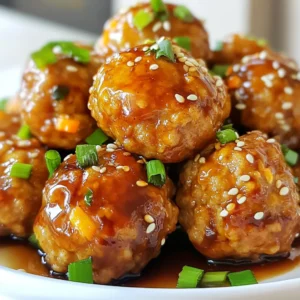 - 1 lb ground chicken - 1/4 cup breadcrumbs - 1/4 cup grated carrot - 1/4 cup green onions, finely chopped - 1 garlic clove, minced - 1 tablespoon ginger, minced - 1 egg, lightly beaten For the meatballs, I use ground chicken. This keeps them light and tasty. Breadcrumbs help bind everything together. Grated carrot adds sweetness and color. I love using green onions for a fresh kick. Minced garlic and ginger give a great flavor boost. I add a beaten egg to hold the mixture well. - 1/4 cup soy sauce - 2 tablespoons honey - 1 tablespoon rice vinegar - 1 tablespoon sesame oil - 1 teaspoon cornstarch mixed with 1 tablespoon water (slurry for sauce) The teriyaki sauce is simple yet packed with flavor. Soy sauce brings a savory depth. Honey adds sweetness that balances the salt. Rice vinegar gives a nice tang. Sesame oil adds a unique aroma. The cornstarch slurry thickens the sauce just right. - Sesame seeds - Additional green onions For garnish, I sprinkle sesame seeds on top. They add crunch and a nutty flavor. I also like to add more green onions for color and freshness. {{ingredient_image_1}} - In a large bowl, combine: - 1 lb ground chicken - 1/4 cup breadcrumbs - 1/4 cup grated carrot - 1/4 cup finely chopped green onions - 1 minced garlic clove - 1 tablespoon minced ginger - 1 lightly beaten egg - Mix these ingredients well. Make sure they blend together. - Preheat your oven to 400°F (200°C). - Line a baking sheet with parchment paper. - Using your hands, form tablespoon-sized meatballs. Place them on the sheet. Leave about an inch between each. - Bake for 15-20 minutes. Look for golden brown meatballs that are fully cooked. - In a small saucepan, combine: - 1/4 cup soy sauce - 2 tablespoons honey - 1 tablespoon rice vinegar - 1 tablespoon sesame oil - Heat this mixture over medium heat. Stir until it warms and mixes well. - To thicken, add 1 teaspoon cornstarch mixed with 1 tablespoon water. Keep stirring for 1-2 minutes until thickened. - Remove from heat and set aside. Now, your teriyaki chicken meatballs are almost ready! To keep your meatballs moist, use ground chicken with some fat. The fat helps keep them juicy. You can also mix in grated carrot, which adds both moisture and flavor. Form the meatballs gently; avoid pressing them too hard. This keeps them light. For even cooking, place them on a baking sheet with space in between. This allows hot air to circulate. If you want a thicker sauce, just add more cornstarch slurry. Mix one teaspoon of cornstarch with one tablespoon of water. Stir this mixture into the sauce over heat. If the sauce is too thick, add a splash of water or more soy sauce. You can also play with flavors. Try adding pineapple juice for sweetness, or chili paste for heat. Serve your meatballs over rice or noodles. The sauce coats everything nicely. Steamed broccoli or snap peas make great sides. If you have leftovers, store them in an airtight container. You can reheat them in the microwave or oven. They taste great on their own or in a sandwich, too! Pro Tips Choose the Right Chicken: Using ground chicken thigh instead of breast will yield juicier and more flavorful meatballs. Don’t Overmix: Mix the meatball ingredients just until combined to avoid tough meatballs; a gentle hand goes a long way. Uniform Size Matters: Ensure all meatballs are roughly the same size for even cooking and consistent texture. Let it Rest: Allow the meatballs to rest for a few minutes after baking; this helps them retain their juices and enhances flavor. {{image_2}} You can change up the flavor of your teriyaki chicken meatballs. Here are two tasty options: - Sweet and spicy teriyaki: Add some chili paste or sriracha to the sauce. This gives the dish a nice kick and balances the sweet flavors. - Peanut sauce variation: Mix peanut butter into the teriyaki sauce. This makes it creamy and rich. It pairs well with the chicken meatballs. You don’t have to stick with just ground chicken. Here are some swaps to try: - Using turkey or pork: Ground turkey works well and is leaner. Ground pork adds richness and flavor. Both are great options. - Gluten-free options: Use gluten-free soy sauce. This keeps the dish safe for those with gluten allergies. You can also swap breadcrumbs for gluten-free crumbs. You can cook your meatballs in different ways. Here are two methods to consider: - Pan-frying vs baking: Pan-frying gives a crispy outside. Baking is easier and healthier. Both methods work great for cooking meatballs. - Slow cooker teriyaki meatballs: You can cook meatballs in a slow cooker. Just mix them with teriyaki sauce. Cook on low for 4-6 hours for tender, flavorful meatballs. To keep your teriyaki chicken meatballs fresh, follow these tips: - Refrigerating: Place the meatballs in an airtight container. They stay good for 3-4 days in the fridge. - Freezing: If you want to freeze them, use a freezer-safe bag. They can last for up to 3 months in the freezer. When it's time to enjoy leftovers, you have options: - Microwave: Heat meatballs on a microwave-safe plate. This takes about 1-2 minutes. - Oven: Preheat your oven to 350°F (175°C). Bake meatballs for about 10-15 minutes. To keep meatballs moist, add a splash of water or teriyaki sauce before reheating. Make weeknights easier by prepping ahead: - Prepping: Form meatballs ahead of time. Store them in the fridge or freezer. - Sauce: Keep the teriyaki sauce separate. This prevents the meatballs from getting soggy. You can tell meatballs are done by checking their color and temperature. They should be golden brown on the outside, and the inside should be white and firm. Use a meat thermometer to check if they reach 165°F (74°C). This ensures they are safe to eat. The baking time is usually 15-20 minutes, but keep an eye on them. If they look juicy and cooked through, you are good to go! Yes, you can make teriyaki chicken meatballs ahead of time! You can prepare the meatballs and keep them in the fridge for up to 24 hours. Just cover them well. If you want to freeze them, place uncooked meatballs on a tray. Freeze them for a few hours until firm, then transfer to a bag. They can last up to three months in the freezer. When ready, bake from frozen, adding a few extra minutes to the cooking time. Teriyaki chicken meatballs taste great with many sides! Here are a few ideas: - Steamed rice: White or brown rice works well. - Vegetables: Try steamed broccoli, snap peas, or bell peppers. - Noodles: Serve them over soba or rice noodles for a fun twist. - Salad: A fresh green salad can balance the flavors. - Dipping sauces: Offer soy sauce or a spicy mayo for extra flavor. These pairings make your meal tasty and colorful! You learned how to make tasty teriyaki chicken meatballs. We covered the key ingredients, from ground chicken to the sauce. I shared step-by-step instructions for making the meatballs and sauce. You also got tips for perfect cooking and storing leftovers. These meatballs are versatile and fun to make. Try different sauces and cooking methods to suit your taste. Enjoy making and sharing this dish with friends and family!