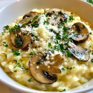 - 1 cup Arborio rice - 1 cup mixed mushrooms (shiitake, cremini, and button), sliced - 1/2 cup fresh parmesan cheese, grated - 4 cups vegetable broth (plus extra if needed) - 1/4 cup heavy cream - 2 tablespoons olive oil - 1 small onion, finely chopped - 2 cloves garlic, minced - Salt and pepper to taste - Fresh parsley, chopped for garnish The main ingredients in this creamy mushroom risotto are essential for a rich flavor. Arborio rice gives the dish its creamy texture. It has a high starch content that releases when you cook it. The mixed mushrooms add depth with their unique tastes. I love using shiitake, cremini, and button mushrooms together. The additional ingredients are just as important. Vegetable broth is the base for your risotto. It infuses the rice with flavor. Heavy cream adds a luxurious touch. Olive oil helps sauté the aromatics and adds richness. For seasoning and garnish, onion and garlic bring out the flavors. Salt and pepper enhance the taste. Fresh parsley adds a pop of color and freshness. These ingredients create a delightful dish that you will want to make again and again! {{ingredient_image_1}} First, heat the vegetable broth in a saucepan over medium heat. You want it warm but not boiling. Keeping the broth warm helps the rice cook evenly. In a large skillet, heat two tablespoons of olive oil over medium heat. Add one finely chopped onion. Cook until it turns translucent, about three to four minutes. Then, stir in two minced garlic cloves and cook for one more minute. This step fills the dish with a nice aroma. Next, add one cup of sliced mixed mushrooms, which can include shiitake, cremini, and button. Sauté the mushrooms until they are tender and golden, about five minutes. Season with salt and pepper to enhance their flavor. Once the mushrooms are cooked, add one cup of Arborio rice to the skillet. Stir for about two minutes. This toasting step helps the rice absorb the flavors. Now, begin adding the warm broth, one ladle at a time. Stir often and wait until most of the liquid is absorbed before adding more. Continue this for about 18 to 20 minutes. The rice should be al dente and creamy by the end. When the rice is at the right consistency, remove the skillet from the heat. Stir in a quarter cup of heavy cream and half a cup of grated parmesan cheese. Adjust the seasoning with salt and pepper if needed. Let your risotto rest for a couple of minutes before serving. To get the perfect risotto, focus on the rice. Use Arborio rice for its creamy texture. When you add broth, do it slowly. Add one ladle at a time. Wait for the rice to soak up the liquid before adding more. Stir often to help the rice release its starches. This gives risotto its creamy feel. For a beautiful presentation, use shallow bowls. Serve the risotto hot and creamy. Top it with extra parmesan cheese for flavor. Sprinkle chopped parsley for color. A drizzle of olive oil adds shine and richness. One big mistake is overcooking the rice. If you cook it too long, it becomes mushy. Keep an eye on it and stop when it's creamy yet firm. Another mistake is not using enough broth. If you add too little, the rice will dry out. Always have extra broth ready to keep the risotto moist. Pro Tips Use Fresh Ingredients: Always opt for fresh mushrooms and homemade vegetable broth if possible. They enhance the flavor and overall quality of your risotto. Stir Constantly: Stirring the risotto frequently helps release the starches from the rice, creating that creamy texture you desire. Don’t Rush the Broth: Add the vegetable broth gradually and wait for the liquid to be mostly absorbed before adding more. This ensures the rice cooks evenly and becomes perfectly creamy. Rest Before Serving: Let the risotto rest for a couple of minutes before serving. This allows the flavors to meld together and enhances the overall taste. {{image_2}} You can make risotto your own. If you want a dairy-free dish, try using coconut milk instead of heavy cream. This keeps it rich while adding a unique flavor. For cheese lovers, a vegan parmesan works well too. When it comes to mushrooms, feel free to mix it up! Try using only shiitake or cremini mushrooms. You can even add some portobello for a meatier bite. Each type brings its own taste and texture. To boost flavor, add herbs like thyme or rosemary. These herbs bring a fresh aroma and deepen the taste. Simply stir them in while cooking the mushrooms. Adding white wine can also elevate the dish. Use a dry white wine for a balanced flavor. Pour in a splash after cooking the mushrooms, letting it cook down before adding rice. Pair your risotto with sides for a full meal. Garlic bread is a classic choice and adds a nice crunch. A fresh salad with greens and a light vinaigrette also works well. If you enjoy wine, try a crisp white wine like Pinot Grigio. Its lightness complements the creamy risotto. For red wine lovers, a light Pinot Noir can be a great match too. Enjoy experimenting with these variations! To store risotto, let it cool for a bit. Transfer it to an airtight container. This keeps it fresh and prevents drying out. You can store it in the fridge for up to three days. If you want to keep it longer, consider freezing. To freeze risotto, place it in a freezer-safe container. Leave some space at the top for expansion. It can last up to two months in the freezer. When ready to eat, thaw it in the fridge overnight. Reheat it in a pan over low heat, adding a splash of broth or water to restore creaminess. You can make risotto ahead of time. Just prepare it up to the final steps. Store it in the fridge, and finish cooking when you’re ready to serve. Leftover risotto is great for arancini or stuffed peppers. You can also mix it into soups for a hearty meal. Risotto can last in the fridge for about three days. To store it, place it in an airtight container. This keeps it fresh and safe to eat later. Make sure it cools down first before sealing. When you reheat it, add a splash of broth to keep it creamy. You can prepare risotto ahead but not fully cook it. Cook the rice until it's almost done, then cool it. Store it in the fridge for up to a day. When you’re ready to eat, add more broth and finish cooking. This way, it stays creamy and delicious. If your risotto is too dry, add more broth slowly. Stir well as you add the broth. This helps get the right creamy texture back. Keep stirring until it's perfect. If you need more flavor, you can also mix in a bit of olive oil or butter. You now have all the key steps to make a perfect risotto. Remember the essential ingredients, like Arborio rice and fresh mushrooms. Follow the cooking tips to get that creamy texture. Avoid common mistakes, and feel free to try variations and swaps for different flavors. Store any leftovers properly, so you can enjoy risotto later. With practice, you’ll impress everyone with your skills. Enjoy cooking this delicious dish!